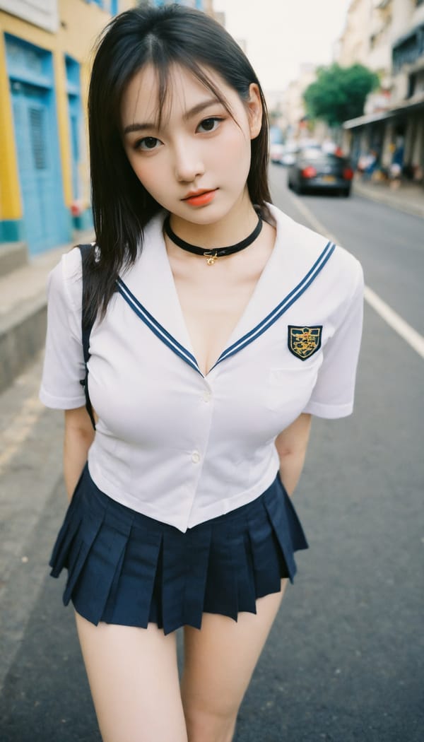 Tags: 21872187, SDXL
{"3": {"inputs": {"seed": 460931019771768, "steps": 32, "cfg": 5.21, "sampler_name": "dpmpp_2m", "scheduler": "karras", "denoise": 1.0, "model": ["27", 0], "positive": ["6", 0], "negative": ["7", 0], "latent_image": ["5", 0]}, "class_type": "KSampler"}, "4": {"inputs": {"ckpt_name": "helloworldxl.safetensors"}, "class_type": "CheckpointLoaderSimple"}, "5": {"inputs": {"width": 768, "height": 1344, "batch_size": 1}, "class_type": "EmptyLatentImage"}, "6": {"inputs": {"text": "27 year old girl, (double eyelids:0.99), (blush:0.96), (slim:1.13), (temptress:0.95), (idol:1.07), (pale skin:0.98), (detailed face:1.12), (seductive pose:0.98), (cute:0.96), (seductive facial expression:1.12), (sexy lips:0.95), (beautiful eyes:1.11), (in a seductive pose:1.06), (large perky breasts:1.01), (cleavage:1.05), (thigh gap:0.97), (school uniform:1.03), choker, busy street, (natural looking skin:1.05), (film:1.04), (portra:1.01), (RAW:1.02), (textured skin:1.09), (detailed skin:1.08), (soft lighting:1.04), (candid cinema:1.09), (skin fuzz:1.04)", "clip": ["27", 1]}, "class_type": "CLIPTextEncode"}, "7": {"inputs": {"text": "(distorted:1.13), (watermark:1.05), (open mouth:1.05), (worst quality:1.11), (low resolution:1.06), (twisted:1.12), (bad hands:1.13)", "clip": ["27", 1]}, "class_type": "CLIPTextEncode"}, "8": {"inputs": {"samples": ["3", 0], "vae": ["4", 2]}, "class_type": "VAEDecode"}, "25": {"inputs": {"lora_name": "nudify_xl.safetensors", "strength_model": 0.31, "strength_clip": 0.02, "model": ["4", 0], "clip": ["4", 1]}, "class_type": "LoraLoader"}, "26": {"inputs": {"lora_name": "shirtlift_SDXL_v2.safetensors", "strength_model": 0.08, "strength_clip": 0.08, "model": ["25", 0], "clip": ["25", 1]}, "class_type": "LoraLoader"}, "27": {"inputs": {"lora_name": "PerfectEyesXL.safetensors", "strength_model": 0.19, "strength_clip": 0.03, "model": ["26", 0], "clip": ["26", 1]}, "class_type": "LoraLoader"}, "30": {"inputs": {"model_name": "4x_NMKD-Superscale-SP_178000_G.pth"}, "class_type": "UpscaleModelLoader"}, "31": {"inputs": {"upscale_model": ["30", 0], "image": ["8", 0]}, "class_type": "ImageUpscaleWithModel"}, "32": {"inputs": {"upscale_method": "lanczos", "scale_by": 0.5, "image": ["31", 0]}, "class_type": "ImageScaleBy"}, "33": {"inputs": {"pixels": ["32", 0], "vae": ["4", 2]}, "class_type": "VAEEncode"}, "34": {"inputs": {"seed": 460931019771768, "steps": 32, "cfg": 5.21, "sampler_name": "dpmpp_2m", "scheduler": "karras", "denoise": 0.3, "model": ["27", 0], "positive": ["6", 0], "negative": ["7", 0], "latent_image": ["33", 0]}, "class_type": "KSampler"}, "36": {"inputs": {"samples": ["34", 0], "vae": ["4", 2]}, "class_type": "VAEDecode"}, "39": {"inputs": {"filename_prefix": "comfyapi-1732243425238", "images": ["36", 0]}, "class_type": "SaveImage"}}