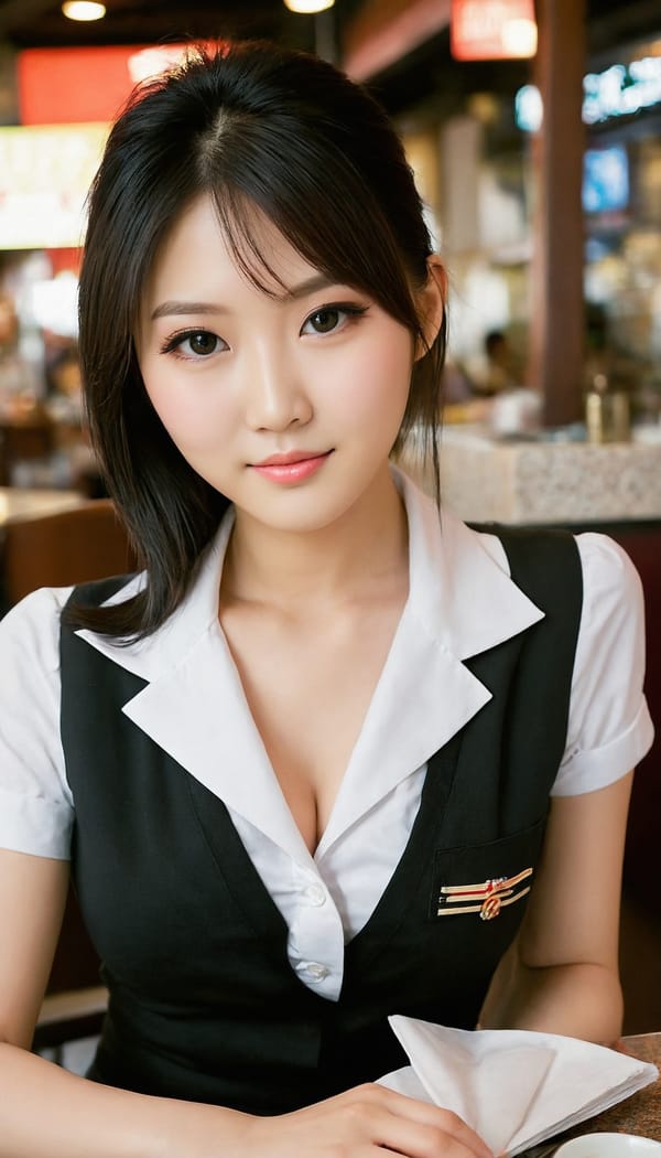 Tags: 21872187, SDXL
{"3": {"inputs": {"seed": 336899466957746, "steps": 32, "cfg": 5.94, "sampler_name": "dpmpp_2m", "scheduler": "karras", "denoise": 1.0, "model": ["27", 0], "positive": ["6", 0], "negative": ["7", 0], "latent_image": ["5", 0]}, "class_type": "KSampler"}, "4": {"inputs": {"ckpt_name": "juggernautXL_v8Rundiffusion.safetensors"}, "class_type": "CheckpointLoaderSimple"}, "5": {"inputs": {"width": 768, "height": 1344, "batch_size": 1}, "class_type": "EmptyLatentImage"}, "6": {"inputs": {"text": "26 year old girl, (taiwanese:1.03), (seductive pose:0.95), (slim:0.95), (seductive facial expression:1.02), (temptress:0.95), (detailed face:1.01), (eyelashes:1.13), (cute:0.97), (sexy lips:0.96), (double eyelids:1.05), (blush:1.11), (pale skin:0.95), (in a seductive pose:1.00), (large perky breasts:1.04), (cleavage:0.96), (thigh gap:0.99), (a waitress in uniform:1.05) working at a restaurant, (soft lighting:1.00), (candid cinema:1.02), (natural looking skin:1.05), (RAW:1.07), (skin fuzz:1.01), (portra:1.09), (textured skin:1.04), (film:1.02), (detailed skin:1.09)", "clip": ["27", 1]}, "class_type": "CLIPTextEncode"}, "7": {"inputs": {"text": "(worst quality:1.14), (open mouth:1.10), (twisted:1.07), (watermark:1.13), (distorted:1.07), (low resolution:1.14), (bad hands:1.05)", "clip": ["27", 1]}, "class_type": "CLIPTextEncode"}, "8": {"inputs": {"samples": ["3", 0], "vae": ["4", 2]}, "class_type": "VAEDecode"}, "25": {"inputs": {"lora_name": "nudify_xl.safetensors", "strength_model": 0.01, "strength_clip": 0.06, "model": ["4", 0], "clip": ["4", 1]}, "class_type": "LoraLoader"}, "26": {"inputs": {"lora_name": "shirtlift_SDXL_v2.safetensors", "strength_model": 0.11, "strength_clip": 0.08, "model": ["25", 0], "clip": ["25", 1]}, "class_type": "LoraLoader"}, "27": {"inputs": {"lora_name": "PerfectEyesXL.safetensors", "strength_model": 0.05, "strength_clip": 0.05, "model": ["26", 0], "clip": ["26", 1]}, "class_type": "LoraLoader"}, "30": {"inputs": {"model_name": "4x_NMKD-Superscale-SP_178000_G.pth"}, "class_type": "UpscaleModelLoader"}, "31": {"inputs": {"upscale_model": ["30", 0], "image": ["8", 0]}, "class_type": "ImageUpscaleWithModel"}, "32": {"inputs": {"upscale_method": "lanczos", "scale_by": 0.5, "image": ["31", 0]}, "class_type": "ImageScaleBy"}, "33": {"inputs": {"pixels": ["32", 0], "vae": ["4", 2]}, "class_type": "VAEEncode"}, "34": {"inputs": {"seed": 336899466957746, "steps": 32, "cfg": 5.94, "sampler_name": "dpmpp_2m", "scheduler": "karras", "denoise": 0.3, "model": ["27", 0], "positive": ["6", 0], "negative": ["7", 0], "latent_image": ["33", 0]}, "class_type": "KSampler"}, "36": {"inputs": {"samples": ["34", 0], "vae": ["4", 2]}, "class_type": "VAEDecode"}, "39": {"inputs": {"filename_prefix": "comfyapi-1707660746717", "images": ["36", 0]}, "class_type": "SaveImage"}}