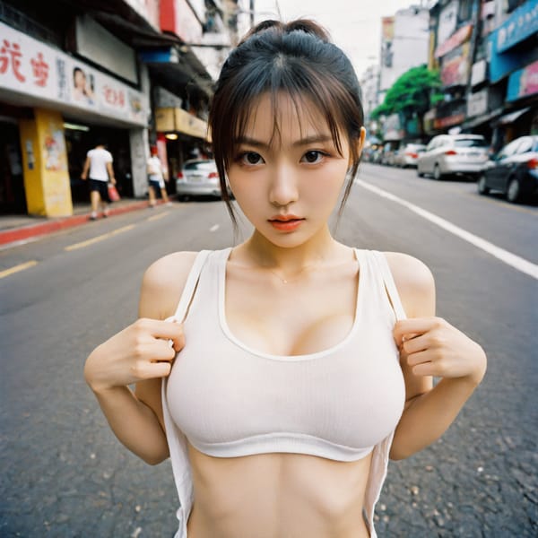 Tags: 21872187, SDXL
{"3": {"inputs": {"seed": 676939893691460, "steps": 64, "cfg": 7.04, "sampler_name": "dpmpp_2m", "scheduler": "karras", "denoise": 1.0, "model": ["27", 0], "positive": ["6", 0], "negative": ["7", 0], "latent_image": ["5", 0]}, "class_type": "KSampler"}, "4": {"inputs": {"ckpt_name": "helloworldxl.safetensors"}, "class_type": "CheckpointLoaderSimple"}, "5": {"inputs": {"width": 1024, "height": 1024, "batch_size": 1}, "class_type": "EmptyLatentImage"}, "6": {"inputs": {"text": "21 year old girl, (taiwanese:0.96), (cute:1.10), (blush:1.07), (pale skin:0.97), (slim:1.10), (beautiful eyes:0.99), (idol:0.95), (eyelashes:1.12), (seductive facial expression:1.09), (double eyelids:1.10), (detailed face:1.12), (seductive pose:1.13), (temptress:1.01), (in a seductive pose:1.06), (large perky breasts:1.04), (cleavage:1.00), (thigh gap:0.97), (white tanktop:1.06), busy street, (textured skin:1.08), (film:1.06), (candid cinema:1.09), (portra:1.05), (RAW:1.03), (detailed skin:1.03), (soft lighting:1.06), (skin fuzz:1.01), (natural looking skin:1.09)", "clip": ["27", 1]}, "class_type": "CLIPTextEncode"}, "7": {"inputs": {"text": "(bad hands:1.11), (worst quality:1.11), (watermark:1.09), (twisted:1.05), (low resolution:1.09)", "clip": ["27", 1]}, "class_type": "CLIPTextEncode"}, "8": {"inputs": {"samples": ["3", 0], "vae": ["4", 2]}, "class_type": "VAEDecode"}, "25": {"inputs": {"lora_name": "nudify_xl.safetensors", "strength_model": 0.05, "strength_clip": 0.07, "model": ["4", 0], "clip": ["4", 1]}, "class_type": "LoraLoader"}, "26": {"inputs": {"lora_name": "shirtlift_SDXL_v2.safetensors", "strength_model": 0.16, "strength_clip": 0.15, "model": ["25", 0], "clip": ["25", 1]}, "class_type": "LoraLoader"}, "27": {"inputs": {"lora_name": "PerfectEyesXL.safetensors", "strength_model": 0.16, "strength_clip": 0.13, "model": ["26", 0], "clip": ["26", 1]}, "class_type": "LoraLoader"}, "30": {"inputs": {"model_name": "4x_NMKD-Superscale-SP_178000_G.pth"}, "class_type": "UpscaleModelLoader"}, "31": {"inputs": {"upscale_model": ["30", 0], "image": ["8", 0]}, "class_type": "ImageUpscaleWithModel"}, "32": {"inputs": {"upscale_method": "lanczos", "scale_by": 0.5, "image": ["31", 0]}, "class_type": "ImageScaleBy"}, "33": {"inputs": {"pixels": ["32", 0], "vae": ["4", 2]}, "class_type": "VAEEncode"}, "34": {"inputs": {"seed": 676939893691460, "steps": 64, "cfg": 7.04, "sampler_name": "dpmpp_2m", "scheduler": "karras", "denoise": 0.3, "model": ["27", 0], "positive": ["6", 0], "negative": ["7", 0], "latent_image": ["33", 0]}, "class_type": "KSampler"}, "36": {"inputs": {"samples": ["34", 0], "vae": ["4", 2]}, "class_type": "VAEDecode"}, "39": {"inputs": {"filename_prefix": "comfyapi-1732861976053", "images": ["36", 0]}, "class_type": "SaveImage"}}