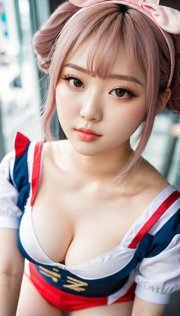Tags: 21872187, SDXL
{"3": {"inputs": {"seed": 184804496257500, "steps": 32, "cfg": 7.9, "sampler_name": "dpmpp_2m", "scheduler": "karras", "denoise": 1.0, "model": ["27", 0], "positive": ["6", 0], "negative": ["7", 0], "latent_image": ["5", 0]}, "class_type": "KSampler"}, "4": {"inputs": {"ckpt_name": "juggernautxl.safetensors"}, "class_type": "CheckpointLoaderSimple"}, "5": {"inputs": {"width": 768, "height": 1344, "batch_size": 1}, "class_type": "EmptyLatentImage"}, "6": {"inputs": {"text": "24 year old girl, (korean:1.13), (seductive facial expression:1.06), (cute:0.98), (double eyelids:1.10), (detailed face:0.96), (pale skin:1.00), (blush:1.05), (beautiful eyes:1.03), (eyelashes:1.14), (sexy lips:1.09), (temptress:1.10), (idol:1.09), (seductive pose:0.99), (perky ass:1.00), (exposed ass:1.01), (looking back:1.03), (sexy ass:1.05), (thigh gap:0.95), (in a cosplay:1.11) at comiket posing for camera, (textured skin:1.08), (skin fuzz:1.04), (candid cinema:1.00), (film:1.09), (soft lighting:1.05), (RAW:1.05), (natural looking skin:1.07), (portra:1.04), (detailed skin:1.00)", "clip": ["27", 1]}, "class_type": "CLIPTextEncode"}, "7": {"inputs": {"text": "(watermark:1.11), (low resolution:1.07), (open mouth:1.12), (worst quality:1.14), (bad hands:1.09), (twisted:1.09), (distorted:1.11)", "clip": ["27", 1]}, "class_type": "CLIPTextEncode"}, "8": {"inputs": {"samples": ["3", 0], "vae": ["4", 2]}, "class_type": "VAEDecode"}, "25": {"inputs": {"lora_name": "nudify_xl.safetensors", "strength_model": 0.21, "strength_clip": 0.27, "model": ["4", 0], "clip": ["4", 1]}, "class_type": "LoraLoader"}, "26": {"inputs": {"lora_name": "shirtlift_SDXL_v2.safetensors", "strength_model": 0.12, "strength_clip": 0.11, "model": ["25", 0], "clip": ["25", 1]}, "class_type": "LoraLoader"}, "27": {"inputs": {"lora_name": "PerfectEyesXL.safetensors", "strength_model": 0.15, "strength_clip": 0.19, "model": ["26", 0], "clip": ["26", 1]}, "class_type": "LoraLoader"}, "30": {"inputs": {"model_name": "4x_NMKD-Superscale-SP_178000_G.pth"}, "class_type": "UpscaleModelLoader"}, "31": {"inputs": {"upscale_model": ["30", 0], "image": ["8", 0]}, "class_type": "ImageUpscaleWithModel"}, "32": {"inputs": {"upscale_method": "lanczos", "scale_by": 0.5, "image": ["31", 0]}, "class_type": "ImageScaleBy"}, "33": {"inputs": {"pixels": ["32", 0], "vae": ["4", 2]}, "class_type": "VAEEncode"}, "34": {"inputs": {"seed": 184804496257500, "steps": 32, "cfg": 7.9, "sampler_name": "dpmpp_2m", "scheduler": "karras", "denoise": 0.3, "model": ["27", 0], "positive": ["6", 0], "negative": ["7", 0], "latent_image": ["33", 0]}, "class_type": "KSampler"}, "36": {"inputs": {"samples": ["34", 0], "vae": ["4", 2]}, "class_type": "VAEDecode"}, "39": {"inputs": {"filename_prefix": "comfyapi-1711447242679", "images": ["36", 0]}, "class_type": "SaveImage"}}