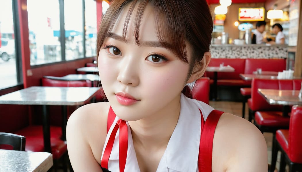 Tags: 21872187, SDXL
{"3": {"inputs": {"seed": 765335519045310, "steps": 64, "cfg": 7.55, "sampler_name": "dpmpp_2m", "scheduler": "karras", "denoise": 1.0, "model": ["27", 0], "positive": ["6", 0], "negative": ["7", 0], "latent_image": ["5", 0]}, "class_type": "KSampler"}, "4": {"inputs": {"ckpt_name": "juggernautxl.safetensors"}, "class_type": "CheckpointLoaderSimple"}, "5": {"inputs": {"width": 1344, "height": 768, "batch_size": 1}, "class_type": "EmptyLatentImage"}, "6": {"inputs": {"text": "22 year old girl, (korean:1.11), (seductive pose:1.09), (cute:1.12), (pale skin:1.10), (sexy lips:1.07), (blush:1.14), (temptress:0.97), (idol:1.11), (seductive facial expression:1.12), (beautiful eyes:0.96), (eyelashes:1.00), (detailed face:1.01), (double eyelids:1.05), (slim:1.11), (perky ass:1.05), (exposed ass:1.01), (looking back:1.05), (sexy ass:0.98), (thigh gap:1.01), (a waitress in uniform:1.01) working at a restaurant, (portra:1.06), (textured skin:1.00), (natural looking skin:1.02), (RAW:1.02), (candid cinema:1.09), (skin fuzz:1.05), (film:1.01), (detailed skin:1.06), (soft lighting:1.07)", "clip": ["27", 1]}, "class_type": "CLIPTextEncode"}, "7": {"inputs": {"text": "(twisted:1.06), (low resolution:1.11), (open mouth:1.08), (worst quality:1.14), (bad hands:1.11), (watermark:1.13), (distorted:1.11)", "clip": ["27", 1]}, "class_type": "CLIPTextEncode"}, "8": {"inputs": {"samples": ["3", 0], "vae": ["4", 2]}, "class_type": "VAEDecode"}, "25": {"inputs": {"lora_name": "nudify_xl.safetensors", "strength_model": 0.2, "strength_clip": 0.38, "model": ["4", 0], "clip": ["4", 1]}, "class_type": "LoraLoader"}, "26": {"inputs": {"lora_name": "shirtlift_SDXL_v2.safetensors", "strength_model": 0.18, "strength_clip": 0.06, "model": ["25", 0], "clip": ["25", 1]}, "class_type": "LoraLoader"}, "27": {"inputs": {"lora_name": "PerfectEyesXL.safetensors", "strength_model": 0.04, "strength_clip": 0.04, "model": ["26", 0], "clip": ["26", 1]}, "class_type": "LoraLoader"}, "30": {"inputs": {"model_name": "4x_NMKD-Superscale-SP_178000_G.pth"}, "class_type": "UpscaleModelLoader"}, "31": {"inputs": {"upscale_model": ["30", 0], "image": ["8", 0]}, "class_type": "ImageUpscaleWithModel"}, "32": {"inputs": {"upscale_method": "lanczos", "scale_by": 0.5, "image": ["31", 0]}, "class_type": "ImageScaleBy"}, "33": {"inputs": {"pixels": ["32", 0], "vae": ["4", 2]}, "class_type": "VAEEncode"}, "34": {"inputs": {"seed": 765335519045310, "steps": 64, "cfg": 7.55, "sampler_name": "dpmpp_2m", "scheduler": "karras", "denoise": 0.3, "model": ["27", 0], "positive": ["6", 0], "negative": ["7", 0], "latent_image": ["33", 0]}, "class_type": "KSampler"}, "36": {"inputs": {"samples": ["34", 0], "vae": ["4", 2]}, "class_type": "VAEDecode"}, "39": {"inputs": {"filename_prefix": "comfyapi-1714044343696", "images": ["36", 0]}, "class_type": "SaveImage"}}