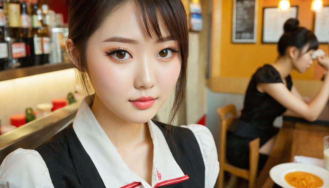 Tags: 21872187, SDXL
{"3": {"inputs": {"seed": 721448641081320, "steps": 64, "cfg": 6.0, "sampler_name": "dpmpp_2m", "scheduler": "karras", "denoise": 1.0, "model": ["27", 0], "positive": ["6", 0], "negative": ["7", 0], "latent_image": ["5", 0]}, "class_type": "KSampler"}, "4": {"inputs": {"ckpt_name": "juggernautxl.safetensors"}, "class_type": "CheckpointLoaderSimple"}, "5": {"inputs": {"width": 1344, "height": 768, "batch_size": 1}, "class_type": "EmptyLatentImage"}, "6": {"inputs": {"text": "21 year old girl, (chinese:1.04), (taiwanese:1.05), (cute:0.97), (beautiful eyes:1.02), (temptress:1.04), (seductive facial expression:1.08), (seductive pose:1.08), (sexy lips:1.12), (pale skin:1.00), (detailed face:0.95), (slim:1.05), (double eyelids:1.14), (eyelashes:1.08), (idol:0.95), (blush:0.95), (in a seductive pose:1.06), (large perky breasts:1.06), (cleavage:0.99), (thigh gap:1.01), (a waitress in uniform:1.04) working at a restaurant, (textured skin:1.07), (candid cinema:1.02), (RAW:1.03), (soft lighting:1.00), (portra:1.07), (natural looking skin:1.01), (skin fuzz:1.08), (film:1.03), (detailed skin:1.09)", "clip": ["27", 1]}, "class_type": "CLIPTextEncode"}, "7": {"inputs": {"text": "(twisted:1.10), (distorted:1.13), (watermark:1.05), (open mouth:1.08), (worst quality:1.09), (low resolution:1.12), (bad hands:1.13)", "clip": ["27", 1]}, "class_type": "CLIPTextEncode"}, "8": {"inputs": {"samples": ["3", 0], "vae": ["4", 2]}, "class_type": "VAEDecode"}, "25": {"inputs": {"lora_name": "nudify_xl.safetensors", "strength_model": 0.31, "strength_clip": 0.37, "model": ["4", 0], "clip": ["4", 1]}, "class_type": "LoraLoader"}, "26": {"inputs": {"lora_name": "shirtlift_SDXL_v2.safetensors", "strength_model": 0.03, "strength_clip": 0.03, "model": ["25", 0], "clip": ["25", 1]}, "class_type": "LoraLoader"}, "27": {"inputs": {"lora_name": "PerfectEyesXL.safetensors", "strength_model": 0.18, "strength_clip": 0.04, "model": ["26", 0], "clip": ["26", 1]}, "class_type": "LoraLoader"}, "30": {"inputs": {"model_name": "4x_NMKD-Superscale-SP_178000_G.pth"}, "class_type": "UpscaleModelLoader"}, "31": {"inputs": {"upscale_model": ["30", 0], "image": ["8", 0]}, "class_type": "ImageUpscaleWithModel"}, "32": {"inputs": {"upscale_method": "lanczos", "scale_by": 0.5, "image": ["31", 0]}, "class_type": "ImageScaleBy"}, "33": {"inputs": {"pixels": ["32", 0], "vae": ["4", 2]}, "class_type": "VAEEncode"}, "34": {"inputs": {"seed": 721448641081320, "steps": 64, "cfg": 6.0, "sampler_name": "dpmpp_2m", "scheduler": "karras", "denoise": 0.3, "model": ["27", 0], "positive": ["6", 0], "negative": ["7", 0], "latent_image": ["33", 0]}, "class_type": "KSampler"}, "36": {"inputs": {"samples": ["34", 0], "vae": ["4", 2]}, "class_type": "VAEDecode"}, "39": {"inputs": {"filename_prefix": "comfyapi-1716488004244", "images": ["36", 0]}, "class_type": "SaveImage"}}