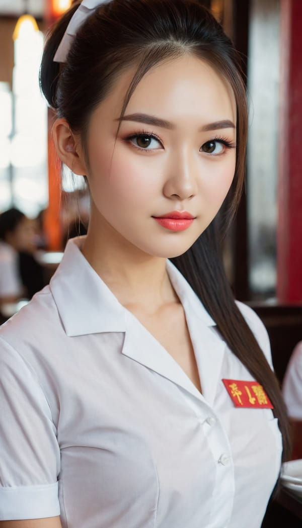 Tags: 21872187, SDXL
{"3": {"inputs": {"seed": 599911194922671, "steps": 64, "cfg": 6.54, "sampler_name": "dpmpp_2m", "scheduler": "karras", "denoise": 1.0, "model": ["27", 0], "positive": ["6", 0], "negative": ["7", 0], "latent_image": ["5", 0]}, "class_type": "KSampler"}, "4": {"inputs": {"ckpt_name": "juggernautXL_v8Rundiffusion.safetensors"}, "class_type": "CheckpointLoaderSimple"}, "5": {"inputs": {"width": 768, "height": 1344, "batch_size": 1}, "class_type": "EmptyLatentImage"}, "6": {"inputs": {"text": "22 year old girl, (ukrainian:1.01), (chinese:0.96), (beautiful eyes:1.08), (temptress:1.04), (seductive pose:1.12), (slim:0.97), (idol:1.05), (detailed face:0.96), (sexy lips:1.08), (double eyelids:1.02), (eyelashes:1.12), (blush:1.01), (seductive facial expression:1.01), (cute:0.99), (perky ass:0.96), (exposed ass:1.10), (looking back:1.03), (sexy ass:1.05), (thigh gap:0.95), (a waitress in uniform:1.07) working at a restaurant, (portra:1.04), (candid cinema:1.04), (RAW:1.02), (natural looking skin:1.04), (soft lighting:1.05), (film:1.01), (textured skin:1.00), (detailed skin:1.03), (skin fuzz:1.08)", "clip": ["27", 1]}, "class_type": "CLIPTextEncode"}, "7": {"inputs": {"text": "(low resolution:1.07), (worst quality:1.09), (open mouth:1.13), (watermark:1.06), (bad hands:1.14), (distorted:1.07), (twisted:1.11)", "clip": ["27", 1]}, "class_type": "CLIPTextEncode"}, "8": {"inputs": {"samples": ["3", 0], "vae": ["4", 2]}, "class_type": "VAEDecode"}, "25": {"inputs": {"lora_name": "nudify_xl.safetensors", "strength_model": 0.05, "strength_clip": 0.1, "model": ["4", 0], "clip": ["4", 1]}, "class_type": "LoraLoader"}, "26": {"inputs": {"lora_name": "shirtlift_SDXL_v2.safetensors", "strength_model": 0.06, "strength_clip": 0.16, "model": ["25", 0], "clip": ["25", 1]}, "class_type": "LoraLoader"}, "27": {"inputs": {"lora_name": "PerfectEyesXL.safetensors", "strength_model": 0.1, "strength_clip": 0.14, "model": ["26", 0], "clip": ["26", 1]}, "class_type": "LoraLoader"}, "30": {"inputs": {"model_name": "4x_NMKD-Superscale-SP_178000_G.pth"}, "class_type": "UpscaleModelLoader"}, "31": {"inputs": {"upscale_model": ["30", 0], "image": ["8", 0]}, "class_type": "ImageUpscaleWithModel"}, "32": {"inputs": {"upscale_method": "lanczos", "scale_by": 0.5, "image": ["31", 0]}, "class_type": "ImageScaleBy"}, "33": {"inputs": {"pixels": ["32", 0], "vae": ["4", 2]}, "class_type": "VAEEncode"}, "34": {"inputs": {"seed": 599911194922671, "steps": 64, "cfg": 6.54, "sampler_name": "dpmpp_2m", "scheduler": "karras", "denoise": 0.3, "model": ["27", 0], "positive": ["6", 0], "negative": ["7", 0], "latent_image": ["33", 0]}, "class_type": "KSampler"}, "36": {"inputs": {"samples": ["34", 0], "vae": ["4", 2]}, "class_type": "VAEDecode"}, "39": {"inputs": {"filename_prefix": "comfyapi-1707430783114", "images": ["36", 0]}, "class_type": "SaveImage"}}