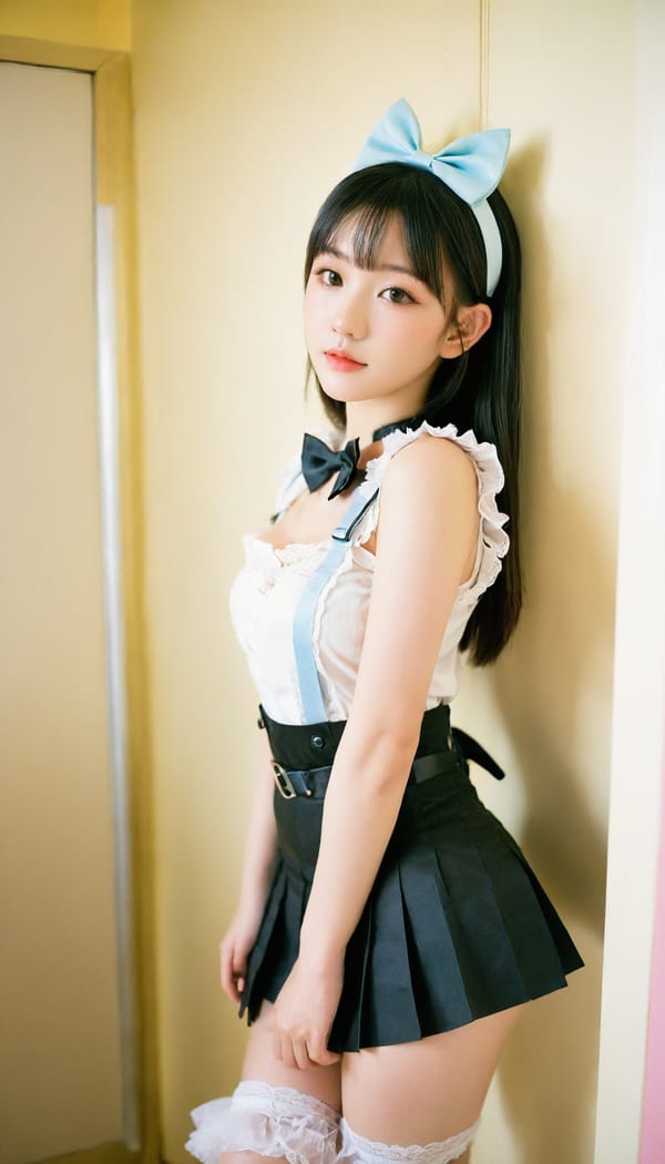 Tags: 21872187, SDXL
{"3": {"inputs": {"seed": 410785866715177, "steps": 32, "cfg": 7.3, "sampler_name": "dpmpp_2m", "scheduler": "karras", "denoise": 1.0, "model": ["27", 0], "positive": ["6", 0], "negative": ["7", 0], "latent_image": ["5", 0]}, "class_type": "KSampler"}, "4": {"inputs": {"ckpt_name": "leosamsHelloworldSDXL_helloworldSDXL32DPO.safetensors"}, "class_type": "CheckpointLoaderSimple"}, "5": {"inputs": {"width": 768, "height": 1344, "batch_size": 1}, "class_type": "EmptyLatentImage"}, "6": {"inputs": {"text": "18 year old girl, (irish:1.09), (taiwanese:1.04), (eyelashes:1.04), (slim:1.11), (detailed face:1.13), (sexy lips:0.96), (pale skin:1.05), (idol:1.13), (blush:1.07), (double eyelids:1.08), (temptress:0.97), (beautiful eyes:1.11), (seductive pose:1.06), (seductive facial expression:1.10), (cute:1.01), (perky ass:1.14), (exposed ass:0.98), (looking back:1.09), (sexy ass:1.03), (thigh gap:0.99), in a (skimpy maid costume:0.97) working at a maid cafe, choker, bowtie, headband, pleated skirt, (film:1.06), (textured skin:1.04), (portra:1.09), (RAW:1.02), (detailed skin:1.04), (natural looking skin:1.03), (soft lighting:1.00), (candid cinema:1.07), (skin fuzz:1.05)", "clip": ["27", 1]}, "class_type": "CLIPTextEncode"}, "7": {"inputs": {"text": "(low resolution:1.12), (twisted:1.12), (bad hands:1.05), (distorted:1.05), (watermark:1.14), (open mouth:1.08), (worst quality:1.11)", "clip": ["27", 1]}, "class_type": "CLIPTextEncode"}, "8": {"inputs": {"samples": ["3", 0], "vae": ["4", 2]}, "class_type": "VAEDecode"}, "25": {"inputs": {"lora_name": "nudify_xl.safetensors", "strength_model": 0.07, "strength_clip": 0.03, "model": ["4", 0], "clip": ["4", 1]}, "class_type": "LoraLoader"}, "26": {"inputs": {"lora_name": "shirtlift_SDXL_v2.safetensors", "strength_model": 0.07, "strength_clip": 0.13, "model": ["25", 0], "clip": ["25", 1]}, "class_type": "LoraLoader"}, "27": {"inputs": {"lora_name": "PerfectEyesXL.safetensors", "strength_model": 0.03, "strength_clip": 0.14, "model": ["26", 0], "clip": ["26", 1]}, "class_type": "LoraLoader"}, "30": {"inputs": {"model_name": "4x_NMKD-Superscale-SP_178000_G.pth"}, "class_type": "UpscaleModelLoader"}, "31": {"inputs": {"upscale_model": ["30", 0], "image": ["8", 0]}, "class_type": "ImageUpscaleWithModel"}, "32": {"inputs": {"upscale_method": "lanczos", "scale_by": 0.5, "image": ["31", 0]}, "class_type": "ImageScaleBy"}, "33": {"inputs": {"pixels": ["32", 0], "vae": ["4", 2]}, "class_type": "VAEEncode"}, "34": {"inputs": {"seed": 410785866715177, "steps": 32, "cfg": 7.3, "sampler_name": "dpmpp_2m", "scheduler": "karras", "denoise": 0.3, "model": ["27", 0], "positive": ["6", 0], "negative": ["7", 0], "latent_image": ["33", 0]}, "class_type": "KSampler"}, "36": {"inputs": {"samples": ["34", 0], "vae": ["4", 2]}, "class_type": "VAEDecode"}, "39": {"inputs": {"filename_prefix": "comfyapi-1708223564672", "images": ["36", 0]}, "class_type": "SaveImage"}}