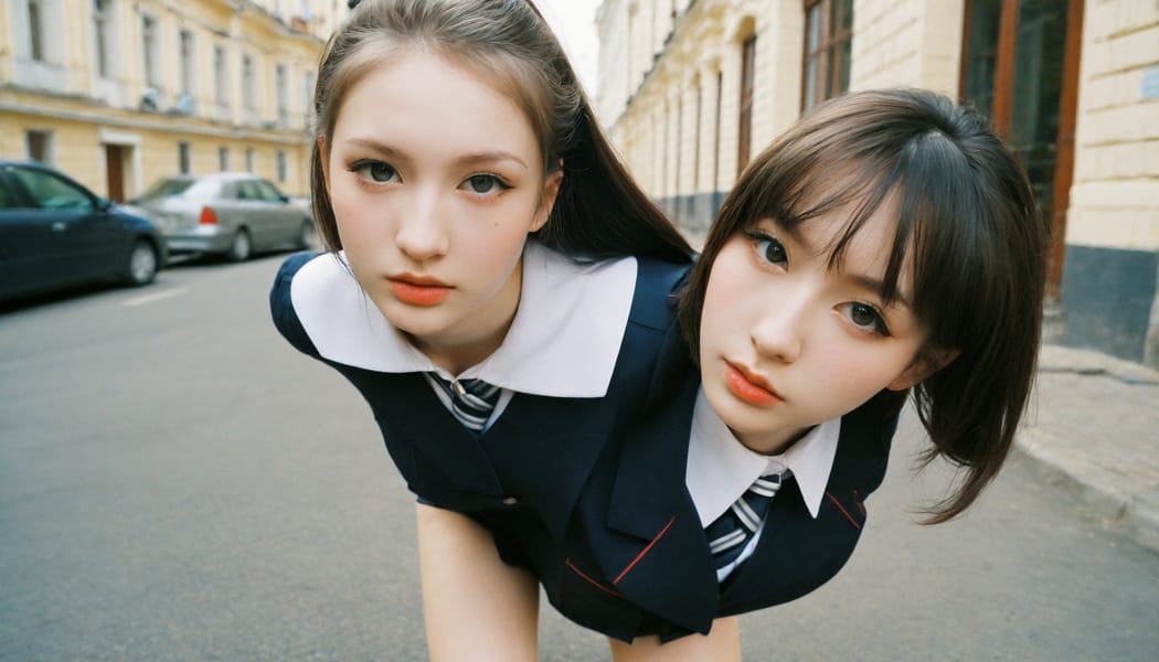 Tags: 21872187, SDXL
{"3": {"inputs": {"seed": 641191704851812, "steps": 32, "cfg": 6.06, "sampler_name": "dpmpp_2m", "scheduler": "karras", "denoise": 1.0, "model": ["27", 0], "positive": ["6", 0], "negative": ["7", 0], "latent_image": ["5", 0]}, "class_type": "KSampler"}, "4": {"inputs": {"ckpt_name": "helloworldxl.safetensors"}, "class_type": "CheckpointLoaderSimple"}, "5": {"inputs": {"width": 1344, "height": 768, "batch_size": 1}, "class_type": "EmptyLatentImage"}, "6": {"inputs": {"text": "21 year old girl, (russian:0.96), (slim:0.95), (pale skin:1.12), (blush:0.98), (beautiful eyes:0.95), (seductive facial expression:1.06), (detailed face:1.04), (cute:1.12), (eyelashes:1.07), (sexy lips:1.12), (temptress:1.12), (idol:1.11), (double eyelids:1.01), (in a seductive pose:1.12), (large perky breasts:1.14), (cleavage:0.98), (thigh gap:1.01), (school uniform:1.06), choker, busy street, (skin fuzz:1.04), (film:1.08), (textured skin:1.07), (candid cinema:1.02), (detailed skin:1.01), (soft lighting:1.08), (portra:1.09), (natural looking skin:1.00), (RAW:1.04)", "clip": ["27", 1]}, "class_type": "CLIPTextEncode"}, "7": {"inputs": {"text": "(distorted:1.05), (watermark:1.13), (low resolution:1.07), (open mouth:1.08), (bad hands:1.12), (twisted:1.08), (worst quality:1.10)", "clip": ["27", 1]}, "class_type": "CLIPTextEncode"}, "8": {"inputs": {"samples": ["3", 0], "vae": ["4", 2]}, "class_type": "VAEDecode"}, "25": {"inputs": {"lora_name": "nudify_xl.safetensors", "strength_model": 0.3, "strength_clip": 0.13, "model": ["4", 0], "clip": ["4", 1]}, "class_type": "LoraLoader"}, "26": {"inputs": {"lora_name": "shirtlift_SDXL_v2.safetensors", "strength_model": 0.03, "strength_clip": 0.19, "model": ["25", 0], "clip": ["25", 1]}, "class_type": "LoraLoader"}, "27": {"inputs": {"lora_name": "PerfectEyesXL.safetensors", "strength_model": 0.12, "strength_clip": 0.16, "model": ["26", 0], "clip": ["26", 1]}, "class_type": "LoraLoader"}, "30": {"inputs": {"model_name": "4x_NMKD-Superscale-SP_178000_G.pth"}, "class_type": "UpscaleModelLoader"}, "31": {"inputs": {"upscale_model": ["30", 0], "image": ["8", 0]}, "class_type": "ImageUpscaleWithModel"}, "32": {"inputs": {"upscale_method": "lanczos", "scale_by": 0.5, "image": ["31", 0]}, "class_type": "ImageScaleBy"}, "33": {"inputs": {"pixels": ["32", 0], "vae": ["4", 2]}, "class_type": "VAEEncode"}, "34": {"inputs": {"seed": 641191704851812, "steps": 32, "cfg": 6.06, "sampler_name": "dpmpp_2m", "scheduler": "karras", "denoise": 0.3, "model": ["27", 0], "positive": ["6", 0], "negative": ["7", 0], "latent_image": ["33", 0]}, "class_type": "KSampler"}, "36": {"inputs": {"samples": ["34", 0], "vae": ["4", 2]}, "class_type": "VAEDecode"}, "39": {"inputs": {"filename_prefix": "comfyapi-1735753101915", "images": ["36", 0]}, "class_type": "SaveImage"}}