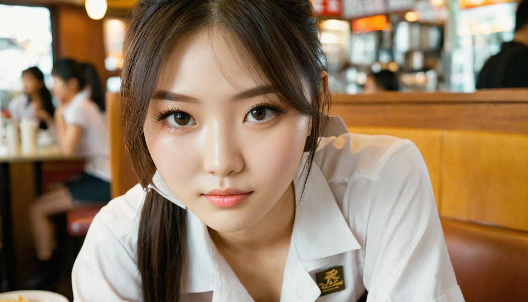 Tags: 21872187, SDXL
{"3": {"inputs": {"seed": 751398914872101, "steps": 32, "cfg": 5.51, "sampler_name": "dpmpp_2m", "scheduler": "karras", "denoise": 1.0, "model": ["27", 0], "positive": ["6", 0], "negative": ["7", 0], "latent_image": ["5", 0]}, "class_type": "KSampler"}, "4": {"inputs": {"ckpt_name": "juggernautxl.safetensors"}, "class_type": "CheckpointLoaderSimple"}, "5": {"inputs": {"width": 1344, "height": 768, "batch_size": 1}, "class_type": "EmptyLatentImage"}, "6": {"inputs": {"text": "18 year old girl, (taiwanese:1.00), (beautiful eyes:1.04), (temptress:0.95), (sexy lips:1.06), (slim:1.02), (double eyelids:1.05), (seductive facial expression:1.12), (idol:0.96), (seductive pose:1.09), (pale skin:1.12), (cute:0.96), (detailed face:1.08), (eyelashes:0.96), (in a seductive pose:0.95), (large perky breasts:0.98), (cleavage:0.96), (thigh gap:0.96), (a waitress in uniform:1.12) working at a restaurant, (textured skin:1.02), (candid cinema:1.08), (RAW:1.02), (soft lighting:1.05), (skin fuzz:1.00), (natural looking skin:1.04), (portra:1.01), (detailed skin:1.00), (film:1.09)", "clip": ["27", 1]}, "class_type": "CLIPTextEncode"}, "7": {"inputs": {"text": "(worst quality:1.09), (open mouth:1.09), (distorted:1.08), (bad hands:1.06), (low resolution:1.07), (twisted:1.08), (watermark:1.07)", "clip": ["27", 1]}, "class_type": "CLIPTextEncode"}, "8": {"inputs": {"samples": ["3", 0], "vae": ["4", 2]}, "class_type": "VAEDecode"}, "25": {"inputs": {"lora_name": "nudify_xl.safetensors", "strength_model": 0.27, "strength_clip": 0.15, "model": ["4", 0], "clip": ["4", 1]}, "class_type": "LoraLoader"}, "26": {"inputs": {"lora_name": "shirtlift_SDXL_v2.safetensors", "strength_model": 0.13, "strength_clip": 0.15, "model": ["25", 0], "clip": ["25", 1]}, "class_type": "LoraLoader"}, "27": {"inputs": {"lora_name": "PerfectEyesXL.safetensors", "strength_model": 0.14, "strength_clip": 0.04, "model": ["26", 0], "clip": ["26", 1]}, "class_type": "LoraLoader"}, "30": {"inputs": {"model_name": "4x_NMKD-Superscale-SP_178000_G.pth"}, "class_type": "UpscaleModelLoader"}, "31": {"inputs": {"upscale_model": ["30", 0], "image": ["8", 0]}, "class_type": "ImageUpscaleWithModel"}, "32": {"inputs": {"upscale_method": "lanczos", "scale_by": 0.5, "image": ["31", 0]}, "class_type": "ImageScaleBy"}, "33": {"inputs": {"pixels": ["32", 0], "vae": ["4", 2]}, "class_type": "VAEEncode"}, "34": {"inputs": {"seed": 751398914872101, "steps": 32, "cfg": 5.51, "sampler_name": "dpmpp_2m", "scheduler": "karras", "denoise": 0.3, "model": ["27", 0], "positive": ["6", 0], "negative": ["7", 0], "latent_image": ["33", 0]}, "class_type": "KSampler"}, "36": {"inputs": {"samples": ["34", 0], "vae": ["4", 2]}, "class_type": "VAEDecode"}, "39": {"inputs": {"filename_prefix": "comfyapi-1713324054403", "images": ["36", 0]}, "class_type": "SaveImage"}}