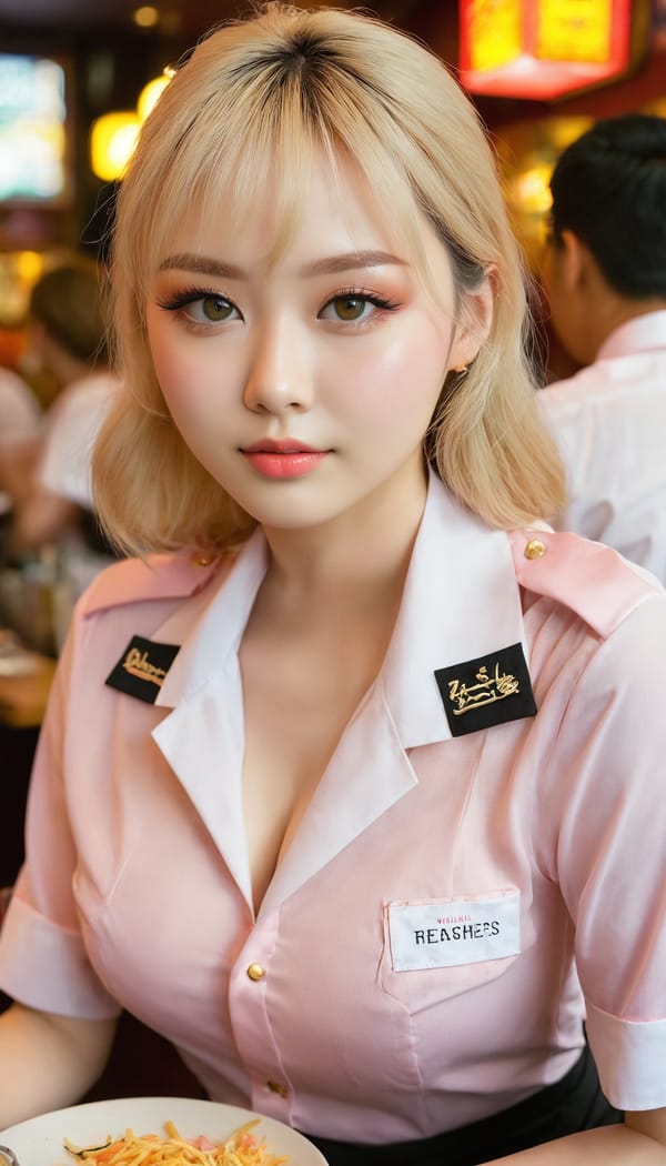 Tags: 21872187, SDXL
{"3": {"inputs": {"seed": 613119860889179, "steps": 64, "cfg": 7.05, "sampler_name": "dpmpp_2m", "scheduler": "karras", "denoise": 1.0, "model": ["27", 0], "positive": ["6", 0], "negative": ["7", 0], "latent_image": ["5", 0]}, "class_type": "KSampler"}, "4": {"inputs": {"ckpt_name": "juggernautxl.safetensors"}, "class_type": "CheckpointLoaderSimple"}, "5": {"inputs": {"width": 768, "height": 1344, "batch_size": 1}, "class_type": "EmptyLatentImage"}, "6": {"inputs": {"text": "26 year old girl, (eyelashes:0.97), (idol:1.10), (seductive facial expression:1.01), (detailed face:1.04), (blush:1.09), (slim:1.10), (cute:1.14), (beautiful eyes:1.04), (sexy lips:1.00), (seductive pose:1.05), (temptress:1.06), (double eyelids:1.01), (pale skin:1.06), (in a seductive pose:1.13), (large perky breasts:1.05), (cleavage:0.96), (thigh gap:1.00), (a waitress in uniform:1.09) working at a restaurant, (candid cinema:1.01), (natural looking skin:1.01), (film:1.07), (textured skin:1.04), (RAW:1.08), (detailed skin:1.08), (portra:1.00), (soft lighting:1.05), (skin fuzz:1.05)", "clip": ["27", 1]}, "class_type": "CLIPTextEncode"}, "7": {"inputs": {"text": "(watermark:1.08), (distorted:1.06), (twisted:1.12), (worst quality:1.06), (open mouth:1.14), (bad hands:1.06), (low resolution:1.06)", "clip": ["27", 1]}, "class_type": "CLIPTextEncode"}, "8": {"inputs": {"samples": ["3", 0], "vae": ["4", 2]}, "class_type": "VAEDecode"}, "25": {"inputs": {"lora_name": "nudify_xl.safetensors", "strength_model": 0.31, "strength_clip": 0.28, "model": ["4", 0], "clip": ["4", 1]}, "class_type": "LoraLoader"}, "26": {"inputs": {"lora_name": "shirtlift_SDXL_v2.safetensors", "strength_model": 0.03, "strength_clip": 0.15, "model": ["25", 0], "clip": ["25", 1]}, "class_type": "LoraLoader"}, "27": {"inputs": {"lora_name": "PerfectEyesXL.safetensors", "strength_model": 0.08, "strength_clip": 0.13, "model": ["26", 0], "clip": ["26", 1]}, "class_type": "LoraLoader"}, "30": {"inputs": {"model_name": "4x_NMKD-Superscale-SP_178000_G.pth"}, "class_type": "UpscaleModelLoader"}, "31": {"inputs": {"upscale_model": ["30", 0], "image": ["8", 0]}, "class_type": "ImageUpscaleWithModel"}, "32": {"inputs": {"upscale_method": "lanczos", "scale_by": 0.5, "image": ["31", 0]}, "class_type": "ImageScaleBy"}, "33": {"inputs": {"pixels": ["32", 0], "vae": ["4", 2]}, "class_type": "VAEEncode"}, "34": {"inputs": {"seed": 613119860889179, "steps": 64, "cfg": 7.05, "sampler_name": "dpmpp_2m", "scheduler": "karras", "denoise": 0.3, "model": ["27", 0], "positive": ["6", 0], "negative": ["7", 0], "latent_image": ["33", 0]}, "class_type": "KSampler"}, "36": {"inputs": {"samples": ["34", 0], "vae": ["4", 2]}, "class_type": "VAEDecode"}, "39": {"inputs": {"filename_prefix": "comfyapi-1718237399366", "images": ["36", 0]}, "class_type": "SaveImage"}}