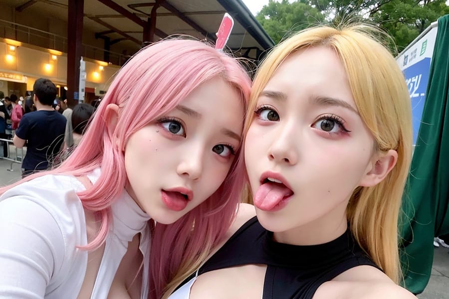 Tags: 21872187
<lora:koreanDollLikeness:0.70>, (cosplay:0.94), cosplay exhibition, comiket, posing for camera, <lora:ahegao-x-v4:0.46>, ahegao face, pleasure, extremely detailed eyes, extremely detailed face, cute, (photorealistic:0.91), sexy lips, seductive smile, double eyelids, pale skin, perky breasts, full body portrait, 4K, best quality, sharp, hyper realistic, (thigh gap:1.05), blush, 1girl, (stunningly attractive:0.91), (dramatic:1.08)
Negative prompt: sketches, paintings, black and white, (worst quality:1.94)
Steps: 32, Sampler: DPM++ 2M Karras, CFG scale: 6.71, Seed: 2657733221, Size: 768x512, Model hash: fc2511737a, Model: chilloutmix_NiPrunedFp32Fix, Seed resize from: -1x-1, Denoising strength: 0.35, Version: v1.2.1, Hires upscale: 2.0, Hires steps: 16, Hires upscaler: ESRGAN_4x