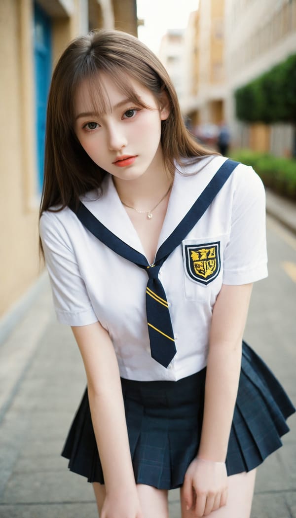 Tags: 21872187, SDXL
{"3": {"inputs": {"seed": 921206503247551, "steps": 64, "cfg": 5.92, "sampler_name": "dpmpp_2m", "scheduler": "karras", "denoise": 1.0, "model": ["27", 0], "positive": ["6", 0], "negative": ["7", 0], "latent_image": ["5", 0]}, "class_type": "KSampler"}, "4": {"inputs": {"ckpt_name": "leosamsHelloworldSDXL_helloworldSDXL32DPO.safetensors"}, "class_type": "CheckpointLoaderSimple"}, "5": {"inputs": {"width": 768, "height": 1344, "batch_size": 1}, "class_type": "EmptyLatentImage"}, "6": {"inputs": {"text": "20 year old girl, (pale skin:1.00), (beautiful eyes:0.95), (eyelashes:0.96), (cute:1.14), (seductive pose:1.01), (seductive facial expression:1.02), (sexy lips:1.11), (idol:1.06), (detailed face:1.01), (double eyelids:0.99), (slim:1.13), (temptress:1.03), (in a seductive pose:0.97), (large perky breasts:1.09), (cleavage:1.02), (thigh gap:1.11), (school uniform:1.13), choker, busy street, (detailed skin:1.03), (textured skin:1.01), (natural looking skin:1.00), (candid cinema:1.08), (soft lighting:1.05), (film:1.07), (skin fuzz:1.03), (RAW:1.06), (portra:1.03)", "clip": ["27", 1]}, "class_type": "CLIPTextEncode"}, "7": {"inputs": {"text": "(bad hands:1.09), (open mouth:1.11), (worst quality:1.14), (watermark:1.13), (twisted:1.10), (distorted:1.10), (low resolution:1.13)", "clip": ["27", 1]}, "class_type": "CLIPTextEncode"}, "8": {"inputs": {"samples": ["3", 0], "vae": ["4", 2]}, "class_type": "VAEDecode"}, "25": {"inputs": {"lora_name": "nudify_xl.safetensors", "strength_model": 0.38, "strength_clip": 0.23, "model": ["4", 0], "clip": ["4", 1]}, "class_type": "LoraLoader"}, "26": {"inputs": {"lora_name": "shirtlift_SDXL_v2.safetensors", "strength_model": 0.02, "strength_clip": 0.06, "model": ["25", 0], "clip": ["25", 1]}, "class_type": "LoraLoader"}, "27": {"inputs": {"lora_name": "PerfectEyesXL.safetensors", "strength_model": 0.14, "strength_clip": 0.03, "model": ["26", 0], "clip": ["26", 1]}, "class_type": "LoraLoader"}, "30": {"inputs": {"model_name": "4x_NMKD-Superscale-SP_178000_G.pth"}, "class_type": "UpscaleModelLoader"}, "31": {"inputs": {"upscale_model": ["30", 0], "image": ["8", 0]}, "class_type": "ImageUpscaleWithModel"}, "32": {"inputs": {"upscale_method": "lanczos", "scale_by": 0.5, "image": ["31", 0]}, "class_type": "ImageScaleBy"}, "33": {"inputs": {"pixels": ["32", 0], "vae": ["4", 2]}, "class_type": "VAEEncode"}, "34": {"inputs": {"seed": 921206503247551, "steps": 64, "cfg": 5.92, "sampler_name": "dpmpp_2m", "scheduler": "karras", "denoise": 0.3, "model": ["27", 0], "positive": ["6", 0], "negative": ["7", 0], "latent_image": ["33", 0]}, "class_type": "KSampler"}, "36": {"inputs": {"samples": ["34", 0], "vae": ["4", 2]}, "class_type": "VAEDecode"}, "39": {"inputs": {"filename_prefix": "comfyapi-1707742255471", "images": ["36", 0]}, "class_type": "SaveImage"}}