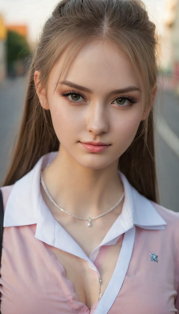 Tags: 21872187, SDXL
{"3": {"inputs": {"seed": 157167266684781, "steps": 32, "cfg": 6.26, "sampler_name": "dpmpp_2m", "scheduler": "karras", "denoise": 1.0, "model": ["27", 0], "positive": ["6", 0], "negative": ["7", 0], "latent_image": ["5", 0]}, "class_type": "KSampler"}, "4": {"inputs": {"ckpt_name": "juggernautXL_v7Rundiffusion.safetensors"}, "class_type": "CheckpointLoaderSimple"}, "5": {"inputs": {"width": 768, "height": 1344, "batch_size": 1}, "class_type": "EmptyLatentImage"}, "6": {"inputs": {"text": "21 year old girl, (russian:1.13), (slim:1.12), (cute:0.95), (seductive facial expression:1.04), (double eyelids:1.08), (sexy lips:0.99), (idol:1.02), (eyelashes:1.02), (beautiful eyes:1.00), (blush:1.11), (detailed face:1.12), (seductive pose:1.14), (in a seductive pose:0.99), (large perky breasts:0.95), (cleavage:1.09), (thigh gap:0.98), (school uniform:1.03), choker, busy street, (film:1.09), (natural looking skin:1.06), (soft lighting:1.02), (detailed skin:1.03), (textured skin:1.09), (candid cinema:1.04), (skin fuzz:1.00), (RAW:1.09), (portra:1.03)", "clip": ["27", 1]}, "class_type": "CLIPTextEncode"}, "7": {"inputs": {"text": "(twisted:1.06), (open mouth:1.10), (watermark:1.12), (bad hands:1.05), (worst quality:1.09), (distorted:1.07), (low resolution:1.14)", "clip": ["27", 1]}, "class_type": "CLIPTextEncode"}, "8": {"inputs": {"samples": ["3", 0], "vae": ["4", 2]}, "class_type": "VAEDecode"}, "25": {"inputs": {"lora_name": "nudify_xl.safetensors", "strength_model": 0.04, "strength_clip": 0.25, "model": ["4", 0], "clip": ["4", 1]}, "class_type": "LoraLoader"}, "26": {"inputs": {"lora_name": "shirtlift_SDXL_v2.safetensors", "strength_model": 0.13, "strength_clip": 0.13, "model": ["25", 0], "clip": ["25", 1]}, "class_type": "LoraLoader"}, "27": {"inputs": {"lora_name": "PerfectEyesXL.safetensors", "strength_model": 0.03, "strength_clip": 0.19, "model": ["26", 0], "clip": ["26", 1]}, "class_type": "LoraLoader"}, "30": {"inputs": {"model_name": "4x_NMKD-Superscale-SP_178000_G.pth"}, "class_type": "UpscaleModelLoader"}, "31": {"inputs": {"upscale_model": ["30", 0], "image": ["8", 0]}, "class_type": "ImageUpscaleWithModel"}, "32": {"inputs": {"upscale_method": "lanczos", "scale_by": 0.5, "image": ["31", 0]}, "class_type": "ImageScaleBy"}, "33": {"inputs": {"pixels": ["32", 0], "vae": ["4", 2]}, "class_type": "VAEEncode"}, "34": {"inputs": {"seed": 157167266684781, "steps": 32, "cfg": 6.26, "sampler_name": "dpmpp_2m", "scheduler": "karras", "denoise": 0.3, "model": ["27", 0], "positive": ["6", 0], "negative": ["7", 0], "latent_image": ["33", 0]}, "class_type": "KSampler"}, "36": {"inputs": {"samples": ["34", 0], "vae": ["4", 2]}, "class_type": "VAEDecode"}, "39": {"inputs": {"filename_prefix": "comfyapi-1704535539811", "images": ["36", 0]}, "class_type": "SaveImage"}}