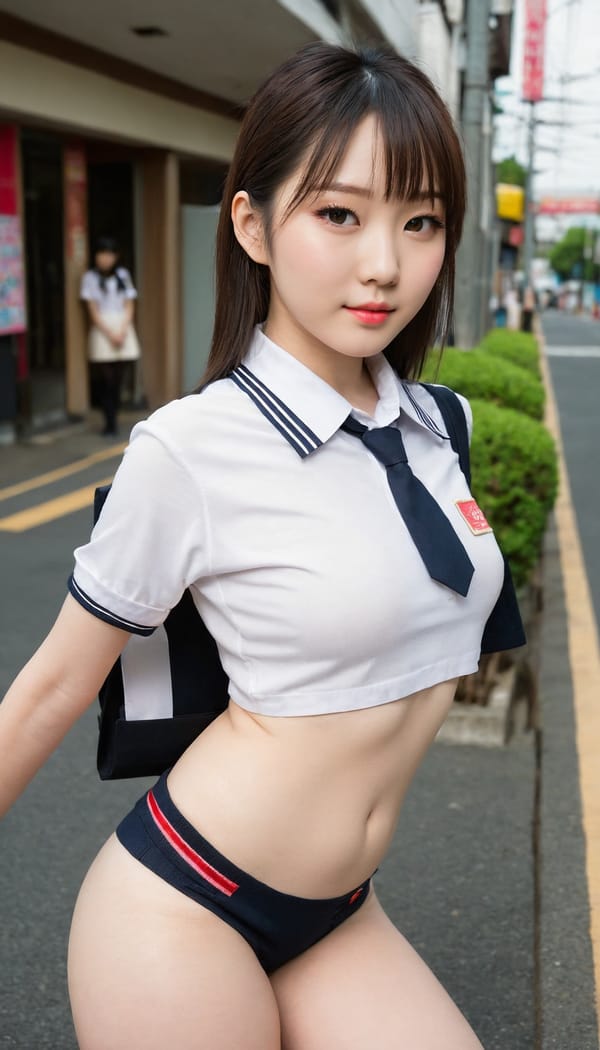 Tags: 21872187, SDXL
{"3": {"inputs": {"seed": 894672961491549, "steps": 32, "cfg": 7.05, "sampler_name": "dpmpp_2m", "scheduler": "karras", "denoise": 1.0, "model": ["27", 0], "positive": ["6", 0], "negative": ["7", 0], "latent_image": ["5", 0]}, "class_type": "KSampler"}, "4": {"inputs": {"ckpt_name": "juggernautXL_v8Rundiffusion.safetensors"}, "class_type": "CheckpointLoaderSimple"}, "5": {"inputs": {"width": 768, "height": 1344, "batch_size": 1}, "class_type": "EmptyLatentImage"}, "6": {"inputs": {"text": "25 year old girl, (japanese:0.97), (sexy lips:1.03), (cute:1.00), (seductive facial expression:1.06), (detailed face:1.14), (idol:0.96), (eyelashes:1.00), (temptress:0.96), (beautiful eyes:1.10), (pale skin:1.12), (seductive pose:1.01), (double eyelids:1.06), (blush:1.02), (perky ass:0.95), (exposed ass:0.95), (looking back:1.00), (sexy ass:1.11), (thigh gap:1.12), (school uniform:1.02), choker, busy street, (candid cinema:1.08), (film:1.00), (soft lighting:1.01), (textured skin:1.08), (portra:1.00), (RAW:1.04), (skin fuzz:1.04), (detailed skin:1.03), (natural looking skin:1.01)", "clip": ["27", 1]}, "class_type": "CLIPTextEncode"}, "7": {"inputs": {"text": "(worst quality:1.11), (twisted:1.11), (bad hands:1.14), (open mouth:1.12), (low resolution:1.14), (distorted:1.11), (watermark:1.14)", "clip": ["27", 1]}, "class_type": "CLIPTextEncode"}, "8": {"inputs": {"samples": ["3", 0], "vae": ["4", 2]}, "class_type": "VAEDecode"}, "25": {"inputs": {"lora_name": "nudify_xl.safetensors", "strength_model": 0.12, "strength_clip": 0.08, "model": ["4", 0], "clip": ["4", 1]}, "class_type": "LoraLoader"}, "26": {"inputs": {"lora_name": "shirtlift_SDXL_v2.safetensors", "strength_model": 0.05, "strength_clip": 0.19, "model": ["25", 0], "clip": ["25", 1]}, "class_type": "LoraLoader"}, "27": {"inputs": {"lora_name": "PerfectEyesXL.safetensors", "strength_model": 0.01, "strength_clip": 0.04, "model": ["26", 0], "clip": ["26", 1]}, "class_type": "LoraLoader"}, "30": {"inputs": {"model_name": "4x_NMKD-Superscale-SP_178000_G.pth"}, "class_type": "UpscaleModelLoader"}, "31": {"inputs": {"upscale_model": ["30", 0], "image": ["8", 0]}, "class_type": "ImageUpscaleWithModel"}, "32": {"inputs": {"upscale_method": "lanczos", "scale_by": 0.5, "image": ["31", 0]}, "class_type": "ImageScaleBy"}, "33": {"inputs": {"pixels": ["32", 0], "vae": ["4", 2]}, "class_type": "VAEEncode"}, "34": {"inputs": {"seed": 894672961491549, "steps": 32, "cfg": 7.05, "sampler_name": "dpmpp_2m", "scheduler": "karras", "denoise": 0.3, "model": ["27", 0], "positive": ["6", 0], "negative": ["7", 0], "latent_image": ["33", 0]}, "class_type": "KSampler"}, "36": {"inputs": {"samples": ["34", 0], "vae": ["4", 2]}, "class_type": "VAEDecode"}, "39": {"inputs": {"filename_prefix": "comfyapi-1707926870376", "images": ["36", 0]}, "class_type": "SaveImage"}}