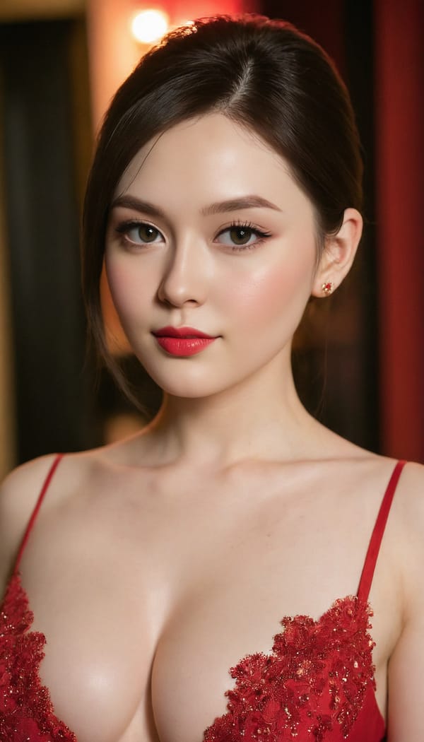 Tags: 21872187, SDXL
{"3": {"inputs": {"seed": 694797604250233, "steps": 32, "cfg": 5.85, "sampler_name": "dpmpp_2m", "scheduler": "karras", "denoise": 1.0, "model": ["27", 0], "positive": ["6", 0], "negative": ["7", 0], "latent_image": ["5", 0]}, "class_type": "KSampler"}, "4": {"inputs": {"ckpt_name": "juggernautXL_v8Rundiffusion.safetensors"}, "class_type": "CheckpointLoaderSimple"}, "5": {"inputs": {"width": 768, "height": 1344, "batch_size": 1}, "class_type": "EmptyLatentImage"}, "6": {"inputs": {"text": "28 year old girl, (detailed face:1.14), (pale skin:1.03), (slim:0.97), (double eyelids:1.04), (blush:1.10), (sexy lips:1.07), (seductive facial expression:0.95), (cute:0.96), (seductive pose:1.10), (idol:1.01), (temptress:0.95), (eyelashes:1.04), (in a seductive pose:0.96), (large perky breasts:1.06), (cleavage:1.12), (thigh gap:1.02), (wearing a low-cut red dress:0.98) at a ballroom, (skin fuzz:1.05), (film:1.06), (soft lighting:1.06), (detailed skin:1.09), (natural looking skin:1.01), (portra:1.08), (candid cinema:1.08), (textured skin:1.07), (RAW:1.04)", "clip": ["27", 1]}, "class_type": "CLIPTextEncode"}, "7": {"inputs": {"text": "(open mouth:1.09), (twisted:1.14), (low resolution:1.08), (watermark:1.11), (bad hands:1.07), (distorted:1.05), (worst quality:1.14)", "clip": ["27", 1]}, "class_type": "CLIPTextEncode"}, "8": {"inputs": {"samples": ["3", 0], "vae": ["4", 2]}, "class_type": "VAEDecode"}, "25": {"inputs": {"lora_name": "nudify_xl.safetensors", "strength_model": 0.18, "strength_clip": 0.02, "model": ["4", 0], "clip": ["4", 1]}, "class_type": "LoraLoader"}, "26": {"inputs": {"lora_name": "shirtlift_SDXL_v2.safetensors", "strength_model": 0.02, "strength_clip": 0.0, "model": ["25", 0], "clip": ["25", 1]}, "class_type": "LoraLoader"}, "27": {"inputs": {"lora_name": "PerfectEyesXL.safetensors", "strength_model": 0.05, "strength_clip": 0.16, "model": ["26", 0], "clip": ["26", 1]}, "class_type": "LoraLoader"}, "30": {"inputs": {"model_name": "4x_NMKD-Superscale-SP_178000_G.pth"}, "class_type": "UpscaleModelLoader"}, "31": {"inputs": {"upscale_model": ["30", 0], "image": ["8", 0]}, "class_type": "ImageUpscaleWithModel"}, "32": {"inputs": {"upscale_method": "lanczos", "scale_by": 0.5, "image": ["31", 0]}, "class_type": "ImageScaleBy"}, "33": {"inputs": {"pixels": ["32", 0], "vae": ["4", 2]}, "class_type": "VAEEncode"}, "34": {"inputs": {"seed": 694797604250233, "steps": 32, "cfg": 5.85, "sampler_name": "dpmpp_2m", "scheduler": "karras", "denoise": 0.3, "model": ["27", 0], "positive": ["6", 0], "negative": ["7", 0], "latent_image": ["33", 0]}, "class_type": "KSampler"}, "36": {"inputs": {"samples": ["34", 0], "vae": ["4", 2]}, "class_type": "VAEDecode"}, "39": {"inputs": {"filename_prefix": "comfyapi-1708201625859", "images": ["36", 0]}, "class_type": "SaveImage"}}