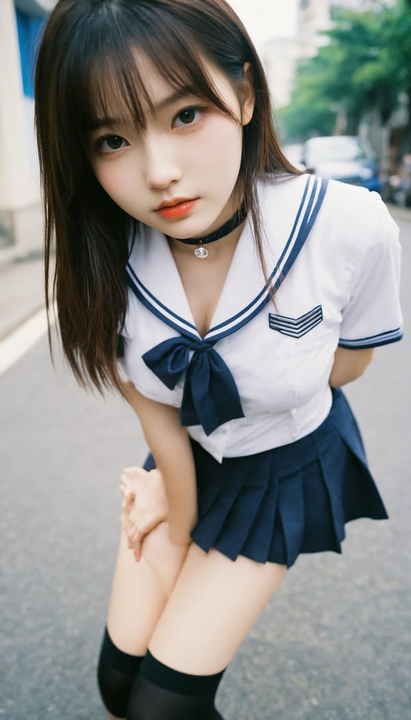 Tags: 21872187, SDXL
{"3": {"inputs": {"seed": 135782126005573, "steps": 32, "cfg": 5.41, "sampler_name": "dpmpp_2m", "scheduler": "karras", "denoise": 1.0, "model": ["27", 0], "positive": ["6", 0], "negative": ["7", 0], "latent_image": ["5", 0]}, "class_type": "KSampler"}, "4": {"inputs": {"ckpt_name": "helloworldxl.safetensors"}, "class_type": "CheckpointLoaderSimple"}, "5": {"inputs": {"width": 768, "height": 1344, "batch_size": 1}, "class_type": "EmptyLatentImage"}, "6": {"inputs": {"text": "18 year old girl, (chinese:0.98), (japanese:0.95), (russian:1.07), (pale skin:0.97), (cute:1.10), (sexy lips:1.07), (slim:0.96), (idol:1.00), (seductive facial expression:1.08), (eyelashes:1.05), (beautiful eyes:1.02), (detailed face:1.12), (seductive pose:0.99), (temptress:1.14), (in a seductive pose:0.97), (large perky breasts:1.01), (cleavage:1.13), (thigh gap:1.04), (school uniform:1.08), choker, busy street, (skin fuzz:1.02), (soft lighting:1.08), (portra:1.04), (candid cinema:1.04), (RAW:1.09), (textured skin:1.05), (natural looking skin:1.06), (detailed skin:1.09), (film:1.02)", "clip": ["27", 1]}, "class_type": "CLIPTextEncode"}, "7": {"inputs": {"text": "(distorted:1.05), (twisted:1.11), (low resolution:1.05), (bad hands:1.12), (watermark:1.13), (open mouth:1.12), (worst quality:1.06)", "clip": ["27", 1]}, "class_type": "CLIPTextEncode"}, "8": {"inputs": {"samples": ["3", 0], "vae": ["4", 2]}, "class_type": "VAEDecode"}, "25": {"inputs": {"lora_name": "nudify_xl.safetensors", "strength_model": 0.2, "strength_clip": 0.15, "model": ["4", 0], "clip": ["4", 1]}, "class_type": "LoraLoader"}, "26": {"inputs": {"lora_name": "shirtlift_SDXL_v2.safetensors", "strength_model": 0.16, "strength_clip": 0.03, "model": ["25", 0], "clip": ["25", 1]}, "class_type": "LoraLoader"}, "27": {"inputs": {"lora_name": "PerfectEyesXL.safetensors", "strength_model": 0.04, "strength_clip": 0.04, "model": ["26", 0], "clip": ["26", 1]}, "class_type": "LoraLoader"}, "30": {"inputs": {"model_name": "4x_NMKD-Superscale-SP_178000_G.pth"}, "class_type": "UpscaleModelLoader"}, "31": {"inputs": {"upscale_model": ["30", 0], "image": ["8", 0]}, "class_type": "ImageUpscaleWithModel"}, "32": {"inputs": {"upscale_method": "lanczos", "scale_by": 0.5, "image": ["31", 0]}, "class_type": "ImageScaleBy"}, "33": {"inputs": {"pixels": ["32", 0], "vae": ["4", 2]}, "class_type": "VAEEncode"}, "34": {"inputs": {"seed": 135782126005573, "steps": 32, "cfg": 5.41, "sampler_name": "dpmpp_2m", "scheduler": "karras", "denoise": 0.3, "model": ["27", 0], "positive": ["6", 0], "negative": ["7", 0], "latent_image": ["33", 0]}, "class_type": "KSampler"}, "36": {"inputs": {"samples": ["34", 0], "vae": ["4", 2]}, "class_type": "VAEDecode"}, "39": {"inputs": {"filename_prefix": "comfyapi-1734557580764", "images": ["36", 0]}, "class_type": "SaveImage"}}