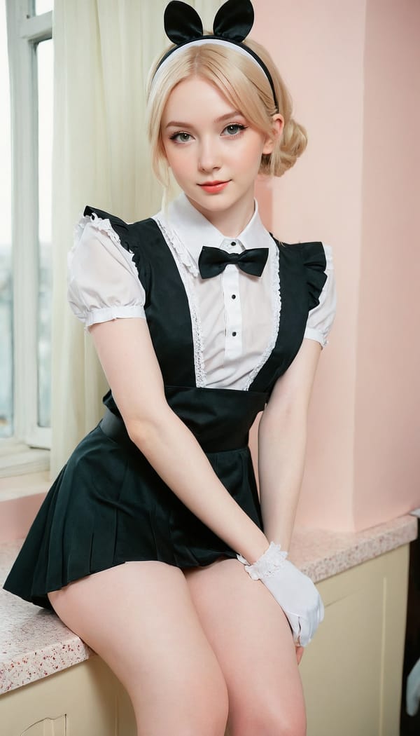 Tags: 21872187, SDXL
{"3": {"inputs": {"seed": 517805423695886, "steps": 32, "cfg": 6.03, "sampler_name": "dpmpp_2m", "scheduler": "karras", "denoise": 1.0, "model": ["27", 0], "positive": ["6", 0], "negative": ["7", 0], "latent_image": ["5", 0]}, "class_type": "KSampler"}, "4": {"inputs": {"ckpt_name": "juggernautXL_v8Rundiffusion.safetensors"}, "class_type": "CheckpointLoaderSimple"}, "5": {"inputs": {"width": 768, "height": 1344, "batch_size": 1}, "class_type": "EmptyLatentImage"}, "6": {"inputs": {"text": "26 year old girl, (irish:1.14), (pale skin:1.13), (seductive pose:1.09), (eyelashes:1.08), (double eyelids:1.08), (seductive facial expression:0.99), (slim:1.10), (cute:1.11), (sexy lips:1.12), (temptress:1.12), (detailed face:1.01), (blush:1.07), (idol:1.05), (perky ass:1.03), (exposed ass:1.00), (looking back:1.02), (sexy ass:1.13), (thigh gap:0.98), in a (skimpy maid costume:1.09) working at a maid cafe, choker, bowtie, headband, pleated skirt, (textured skin:1.04), (portra:1.06), (film:1.06), (soft lighting:1.01), (detailed skin:1.02), (RAW:1.00), (natural looking skin:1.03), (skin fuzz:1.03), (candid cinema:1.02)", "clip": ["27", 1]}, "class_type": "CLIPTextEncode"}, "7": {"inputs": {"text": "(low resolution:1.07), (twisted:1.14), (watermark:1.14), (open mouth:1.08), (distorted:1.14), (bad hands:1.05), (worst quality:1.12)", "clip": ["27", 1]}, "class_type": "CLIPTextEncode"}, "8": {"inputs": {"samples": ["3", 0], "vae": ["4", 2]}, "class_type": "VAEDecode"}, "25": {"inputs": {"lora_name": "nudify_xl.safetensors", "strength_model": 0.12, "strength_clip": 0.05, "model": ["4", 0], "clip": ["4", 1]}, "class_type": "LoraLoader"}, "26": {"inputs": {"lora_name": "shirtlift_SDXL_v2.safetensors", "strength_model": 0.01, "strength_clip": 0.04, "model": ["25", 0], "clip": ["25", 1]}, "class_type": "LoraLoader"}, "27": {"inputs": {"lora_name": "PerfectEyesXL.safetensors", "strength_model": 0.12, "strength_clip": 0.17, "model": ["26", 0], "clip": ["26", 1]}, "class_type": "LoraLoader"}, "30": {"inputs": {"model_name": "4x_NMKD-Superscale-SP_178000_G.pth"}, "class_type": "UpscaleModelLoader"}, "31": {"inputs": {"upscale_model": ["30", 0], "image": ["8", 0]}, "class_type": "ImageUpscaleWithModel"}, "32": {"inputs": {"upscale_method": "lanczos", "scale_by": 0.5, "image": ["31", 0]}, "class_type": "ImageScaleBy"}, "33": {"inputs": {"pixels": ["32", 0], "vae": ["4", 2]}, "class_type": "VAEEncode"}, "34": {"inputs": {"seed": 517805423695886, "steps": 32, "cfg": 6.03, "sampler_name": "dpmpp_2m", "scheduler": "karras", "denoise": 0.3, "model": ["27", 0], "positive": ["6", 0], "negative": ["7", 0], "latent_image": ["33", 0]}, "class_type": "KSampler"}, "36": {"inputs": {"samples": ["34", 0], "vae": ["4", 2]}, "class_type": "VAEDecode"}, "39": {"inputs": {"filename_prefix": "comfyapi-1707297599739", "images": ["36", 0]}, "class_type": "SaveImage"}}