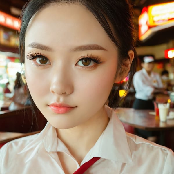 Tags: 21872187, SDXL
{"3": {"inputs": {"seed": 287049542129331, "steps": 32, "cfg": 5.5, "sampler_name": "dpmpp_2m", "scheduler": "karras", "denoise": 1.0, "model": ["27", 0], "positive": ["6", 0], "negative": ["7", 0], "latent_image": ["5", 0]}, "class_type": "KSampler"}, "4": {"inputs": {"ckpt_name": "juggernautxl.safetensors"}, "class_type": "CheckpointLoaderSimple"}, "5": {"inputs": {"width": 1024, "height": 1024, "batch_size": 1}, "class_type": "EmptyLatentImage"}, "6": {"inputs": {"text": "26 year old girl, (double eyelids:1.09), (eyelashes:1.06), (cute:1.14), (detailed face:1.05), (temptress:1.06), (beautiful eyes:1.09), (pale skin:1.06), (sexy lips:1.07), (idol:1.04), (seductive facial expression:1.08), (seductive pose:0.99), (slim:1.10), (in a seductive pose:1.06), (large perky breasts:0.97), (cleavage:1.03), (thigh gap:0.98), (a waitress in uniform:1.08) working at a restaurant, (film:1.09), (detailed skin:1.02), (candid cinema:1.02), (skin fuzz:1.09), (portra:1.07), (natural looking skin:1.02), (soft lighting:1.08), (textured skin:1.04), (RAW:1.07)", "clip": ["27", 1]}, "class_type": "CLIPTextEncode"}, "7": {"inputs": {"text": "(twisted:1.06), (watermark:1.10), (distorted:1.11), (bad hands:1.05), (worst quality:1.09), (open mouth:1.11), (low resolution:1.14)", "clip": ["27", 1]}, "class_type": "CLIPTextEncode"}, "8": {"inputs": {"samples": ["3", 0], "vae": ["4", 2]}, "class_type": "VAEDecode"}, "25": {"inputs": {"lora_name": "nudify_xl.safetensors", "strength_model": 0.24, "strength_clip": 0.38, "model": ["4", 0], "clip": ["4", 1]}, "class_type": "LoraLoader"}, "26": {"inputs": {"lora_name": "shirtlift_SDXL_v2.safetensors", "strength_model": 0.01, "strength_clip": 0.18, "model": ["25", 0], "clip": ["25", 1]}, "class_type": "LoraLoader"}, "27": {"inputs": {"lora_name": "PerfectEyesXL.safetensors", "strength_model": 0.08, "strength_clip": 0.03, "model": ["26", 0], "clip": ["26", 1]}, "class_type": "LoraLoader"}, "30": {"inputs": {"model_name": "4x_NMKD-Superscale-SP_178000_G.pth"}, "class_type": "UpscaleModelLoader"}, "31": {"inputs": {"upscale_model": ["30", 0], "image": ["8", 0]}, "class_type": "ImageUpscaleWithModel"}, "32": {"inputs": {"upscale_method": "lanczos", "scale_by": 0.5, "image": ["31", 0]}, "class_type": "ImageScaleBy"}, "33": {"inputs": {"pixels": ["32", 0], "vae": ["4", 2]}, "class_type": "VAEEncode"}, "34": {"inputs": {"seed": 287049542129331, "steps": 32, "cfg": 5.5, "sampler_name": "dpmpp_2m", "scheduler": "karras", "denoise": 0.3, "model": ["27", 0], "positive": ["6", 0], "negative": ["7", 0], "latent_image": ["33", 0]}, "class_type": "KSampler"}, "36": {"inputs": {"samples": ["34", 0], "vae": ["4", 2]}, "class_type": "VAEDecode"}, "39": {"inputs": {"filename_prefix": "comfyapi-1734066609662", "images": ["36", 0]}, "class_type": "SaveImage"}}