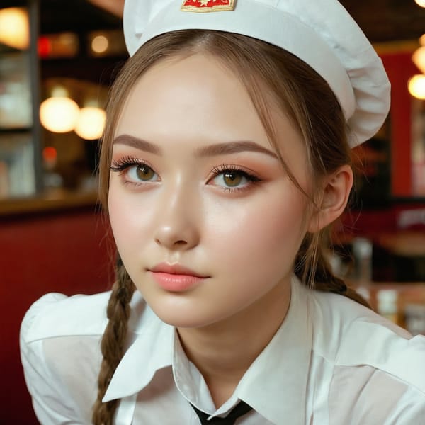 Tags: 21872187, SDXL
{"3": {"inputs": {"seed": 313515222087217, "steps": 64, "cfg": 6.68, "sampler_name": "dpmpp_2m", "scheduler": "karras", "denoise": 1.0, "model": ["27", 0], "positive": ["6", 0], "negative": ["7", 0], "latent_image": ["5", 0]}, "class_type": "KSampler"}, "4": {"inputs": {"ckpt_name": "juggernautxl.safetensors"}, "class_type": "CheckpointLoaderSimple"}, "5": {"inputs": {"width": 1024, "height": 1024, "batch_size": 1}, "class_type": "EmptyLatentImage"}, "6": {"inputs": {"text": "18 year old girl, (russian:1.12), (cute:1.07), (temptress:1.11), (double eyelids:1.04), (detailed face:1.06), (blush:1.12), (idol:1.10), (seductive pose:0.99), (eyelashes:1.05), (sexy lips:1.06), (beautiful eyes:1.11), (seductive facial expression:0.96), (perky ass:1.02), (exposed ass:0.99), (looking back:0.96), (sexy ass:1.03), (thigh gap:1.11), (a waitress in uniform:1.06) working at a restaurant, (natural looking skin:1.02), (film:1.07), (textured skin:1.04), (RAW:1.00), (portra:1.06), (soft lighting:1.09), (candid cinema:1.09), (detailed skin:1.01), (skin fuzz:1.06)", "clip": ["27", 1]}, "class_type": "CLIPTextEncode"}, "7": {"inputs": {"text": "(low resolution:1.11), (distorted:1.09), (open mouth:1.11), (worst quality:1.06), (watermark:1.11), (bad hands:1.14), (twisted:1.13)", "clip": ["27", 1]}, "class_type": "CLIPTextEncode"}, "8": {"inputs": {"samples": ["3", 0], "vae": ["4", 2]}, "class_type": "VAEDecode"}, "25": {"inputs": {"lora_name": "nudify_xl.safetensors", "strength_model": 0.22, "strength_clip": 0.08, "model": ["4", 0], "clip": ["4", 1]}, "class_type": "LoraLoader"}, "26": {"inputs": {"lora_name": "shirtlift_SDXL_v2.safetensors", "strength_model": 0.13, "strength_clip": 0.13, "model": ["25", 0], "clip": ["25", 1]}, "class_type": "LoraLoader"}, "27": {"inputs": {"lora_name": "PerfectEyesXL.safetensors", "strength_model": 0.14, "strength_clip": 0.17, "model": ["26", 0], "clip": ["26", 1]}, "class_type": "LoraLoader"}, "30": {"inputs": {"model_name": "4x_NMKD-Superscale-SP_178000_G.pth"}, "class_type": "UpscaleModelLoader"}, "31": {"inputs": {"upscale_model": ["30", 0], "image": ["8", 0]}, "class_type": "ImageUpscaleWithModel"}, "32": {"inputs": {"upscale_method": "lanczos", "scale_by": 0.5, "image": ["31", 0]}, "class_type": "ImageScaleBy"}, "33": {"inputs": {"pixels": ["32", 0], "vae": ["4", 2]}, "class_type": "VAEEncode"}, "34": {"inputs": {"seed": 313515222087217, "steps": 64, "cfg": 6.68, "sampler_name": "dpmpp_2m", "scheduler": "karras", "denoise": 0.3, "model": ["27", 0], "positive": ["6", 0], "negative": ["7", 0], "latent_image": ["33", 0]}, "class_type": "KSampler"}, "36": {"inputs": {"samples": ["34", 0], "vae": ["4", 2]}, "class_type": "VAEDecode"}, "39": {"inputs": {"filename_prefix": "comfyapi-1735118792799", "images": ["36", 0]}, "class_type": "SaveImage"}}