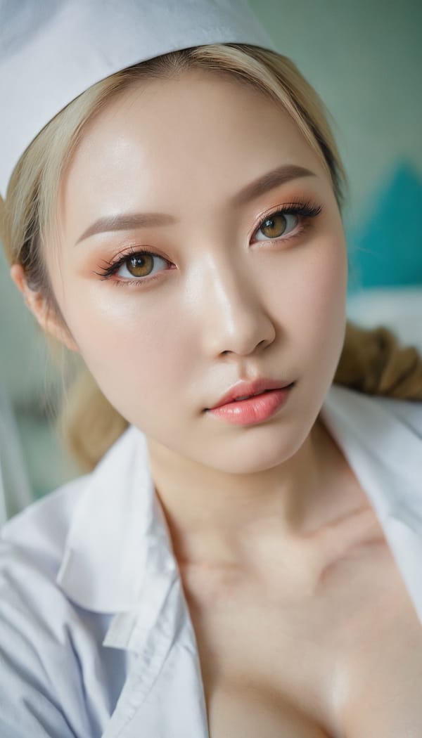 Tags: 21872187, SDXL
{"3": {"inputs": {"seed": 952239672894041, "steps": 32, "cfg": 5.01, "sampler_name": "dpmpp_2m", "scheduler": "karras", "denoise": 1.0, "model": ["27", 0], "positive": ["6", 0], "negative": ["7", 0], "latent_image": ["5", 0]}, "class_type": "KSampler"}, "4": {"inputs": {"ckpt_name": "juggernautxl.safetensors"}, "class_type": "CheckpointLoaderSimple"}, "5": {"inputs": {"width": 768, "height": 1344, "batch_size": 1}, "class_type": "EmptyLatentImage"}, "6": {"inputs": {"text": "28 year old girl, (chinese:0.97), (ukrainian:1.14), (beautiful eyes:1.11), (eyelashes:0.99), (cute:0.97), (seductive pose:1.13), (pale skin:1.11), (temptress:0.96), (blush:1.06), (detailed face:1.05), (idol:1.09), (double eyelids:1.13), (seductive facial expression:1.06), (slim:0.98), (on all fours:0.96), (spreading ass cheeks:1.08), (from behind:1.11), (backboob:1.00), (nurse in uniform:0.99) working in a hospital ward, (RAW:1.02), (detailed skin:1.07), (skin fuzz:1.06), (film:1.00), (textured skin:1.09), (candid cinema:1.09), (natural looking skin:1.05), (portra:1.00), (soft lighting:1.08)", "clip": ["27", 1]}, "class_type": "CLIPTextEncode"}, "7": {"inputs": {"text": "(watermark:1.13), (worst quality:1.08), (low resolution:1.06), (bad hands:1.08), (open mouth:1.06), (distorted:1.08), (twisted:1.11)", "clip": ["27", 1]}, "class_type": "CLIPTextEncode"}, "8": {"inputs": {"samples": ["3", 0], "vae": ["4", 2]}, "class_type": "VAEDecode"}, "25": {"inputs": {"lora_name": "nudify_xl.safetensors", "strength_model": 0.06, "strength_clip": 0.39, "model": ["4", 0], "clip": ["4", 1]}, "class_type": "LoraLoader"}, "26": {"inputs": {"lora_name": "shirtlift_SDXL_v2.safetensors", "strength_model": 0.11, "strength_clip": 0.12, "model": ["25", 0], "clip": ["25", 1]}, "class_type": "LoraLoader"}, "27": {"inputs": {"lora_name": "PerfectEyesXL.safetensors", "strength_model": 0.11, "strength_clip": 0.19, "model": ["26", 0], "clip": ["26", 1]}, "class_type": "LoraLoader"}, "30": {"inputs": {"model_name": "4x_NMKD-Superscale-SP_178000_G.pth"}, "class_type": "UpscaleModelLoader"}, "31": {"inputs": {"upscale_model": ["30", 0], "image": ["8", 0]}, "class_type": "ImageUpscaleWithModel"}, "32": {"inputs": {"upscale_method": "lanczos", "scale_by": 0.5, "image": ["31", 0]}, "class_type": "ImageScaleBy"}, "33": {"inputs": {"pixels": ["32", 0], "vae": ["4", 2]}, "class_type": "VAEEncode"}, "34": {"inputs": {"seed": 952239672894041, "steps": 32, "cfg": 5.01, "sampler_name": "dpmpp_2m", "scheduler": "karras", "denoise": 0.3, "model": ["27", 0], "positive": ["6", 0], "negative": ["7", 0], "latent_image": ["33", 0]}, "class_type": "KSampler"}, "36": {"inputs": {"samples": ["34", 0], "vae": ["4", 2]}, "class_type": "VAEDecode"}, "39": {"inputs": {"filename_prefix": "comfyapi-1715927205425", "images": ["36", 0]}, "class_type": "SaveImage"}}