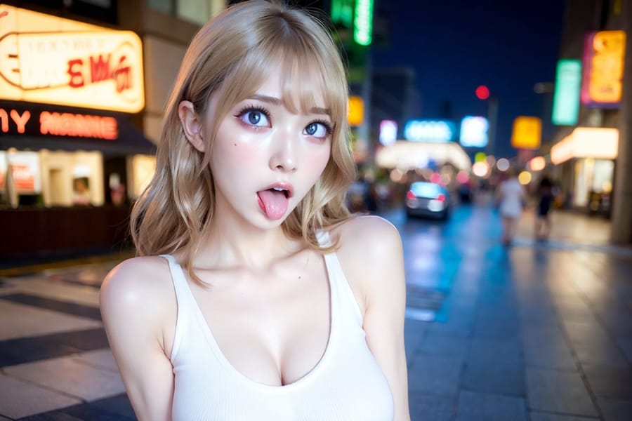 Tags: 21872187
<lora:JapaneseDollLikeness_v15:0.62>, (white tank top:0.98), (large breasts:0.91), busy street in urban city, <lora:ahegao-x-v4:0.73>, ahegao face, pleasure, extremely detailed eyes, extremely detailed face, cute, (photorealistic:1.03), seductive smile, double eyelids, pale skin, perky breasts, RAW, sharp, hyper realistic, tall, (long slim legs:1.07), blush, 1girl, solo, (stunningly attractive:1.10)
Negative prompt: paintings, black and white, fat, (worst quality:2.12)
Steps: 48, Sampler: DPM++ 2M Karras, CFG scale: 6.41, Seed: 2176916171, Size: 768x512, Model hash: fc2511737a, Model: chilloutmix_NiPrunedFp32Fix, Seed resize from: -1x-1, Denoising strength: 0.35, Version: v1.2.1, Hires upscale: 2.0, Hires steps: 16, Hires upscaler: ESRGAN_4x