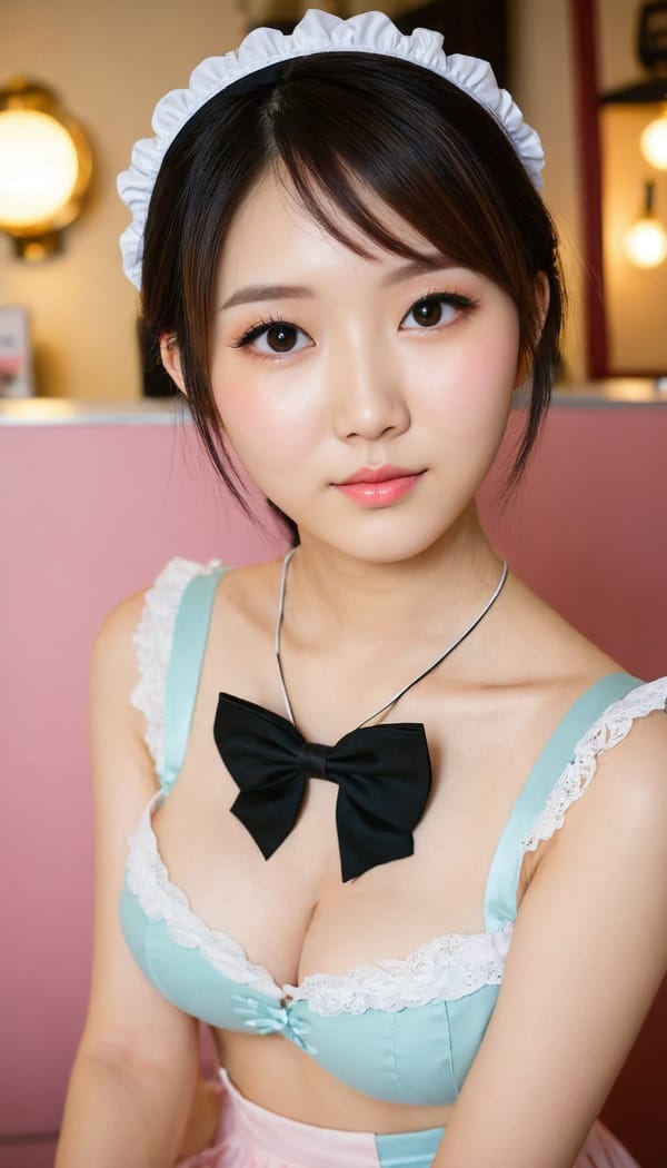 Tags: 21872187, SDXL
{"3": {"inputs": {"seed": 176826478562792, "steps": 32, "cfg": 6.31, "sampler_name": "dpmpp_2m", "scheduler": "karras", "denoise": 1.0, "model": ["27", 0], "positive": ["6", 0], "negative": ["7", 0], "latent_image": ["5", 0]}, "class_type": "KSampler"}, "4": {"inputs": {"ckpt_name": "juggernautXL_v8Rundiffusion.safetensors"}, "class_type": "CheckpointLoaderSimple"}, "5": {"inputs": {"width": 768, "height": 1344, "batch_size": 1}, "class_type": "EmptyLatentImage"}, "6": {"inputs": {"text": "27 year old girl, (taiwanese:0.99), (seductive pose:1.13), (cute:1.05), (temptress:1.06), (slim:0.97), (pale skin:0.98), (idol:1.09), (double eyelids:1.12), (beautiful eyes:1.13), (detailed face:0.97), (eyelashes:1.14), (seductive facial expression:0.99), (sexy lips:0.98), (blush:0.98), (in a seductive pose:1.09), (large perky breasts:1.12), (cleavage:0.98), (thigh gap:1.08), in a (skimpy maid costume:0.95) working at a maid cafe, choker, bowtie, headband, pleated skirt, (soft lighting:1.00), (textured skin:1.02), (candid cinema:1.06), (film:1.00), (portra:1.07), (natural looking skin:1.03), (skin fuzz:1.00), (detailed skin:1.09), (RAW:1.09)", "clip": ["27", 1]}, "class_type": "CLIPTextEncode"}, "7": {"inputs": {"text": "(twisted:1.13), (watermark:1.08), (bad hands:1.13), (distorted:1.12), (worst quality:1.10), (open mouth:1.13), (low resolution:1.10)", "clip": ["27", 1]}, "class_type": "CLIPTextEncode"}, "8": {"inputs": {"samples": ["3", 0], "vae": ["4", 2]}, "class_type": "VAEDecode"}, "25": {"inputs": {"lora_name": "nudify_xl.safetensors", "strength_model": 0.32, "strength_clip": 0.25, "model": ["4", 0], "clip": ["4", 1]}, "class_type": "LoraLoader"}, "26": {"inputs": {"lora_name": "shirtlift_SDXL_v2.safetensors", "strength_model": 0.14, "strength_clip": 0.05, "model": ["25", 0], "clip": ["25", 1]}, "class_type": "LoraLoader"}, "27": {"inputs": {"lora_name": "PerfectEyesXL.safetensors", "strength_model": 0.15, "strength_clip": 0.0, "model": ["26", 0], "clip": ["26", 1]}, "class_type": "LoraLoader"}, "30": {"inputs": {"model_name": "4x_NMKD-Superscale-SP_178000_G.pth"}, "class_type": "UpscaleModelLoader"}, "31": {"inputs": {"upscale_model": ["30", 0], "image": ["8", 0]}, "class_type": "ImageUpscaleWithModel"}, "32": {"inputs": {"upscale_method": "lanczos", "scale_by": 0.5, "image": ["31", 0]}, "class_type": "ImageScaleBy"}, "33": {"inputs": {"pixels": ["32", 0], "vae": ["4", 2]}, "class_type": "VAEEncode"}, "34": {"inputs": {"seed": 176826478562792, "steps": 32, "cfg": 6.31, "sampler_name": "dpmpp_2m", "scheduler": "karras", "denoise": 0.3, "model": ["27", 0], "positive": ["6", 0], "negative": ["7", 0], "latent_image": ["33", 0]}, "class_type": "KSampler"}, "36": {"inputs": {"samples": ["34", 0], "vae": ["4", 2]}, "class_type": "VAEDecode"}, "39": {"inputs": {"filename_prefix": "comfyapi-1707657672493", "images": ["36", 0]}, "class_type": "SaveImage"}}