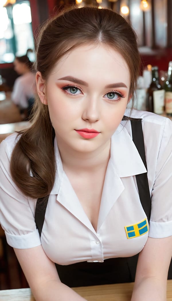 Tags: 21872187, SDXL
{"3": {"inputs": {"seed": 486566886959141, "steps": 32, "cfg": 7.15, "sampler_name": "dpmpp_2m", "scheduler": "karras", "denoise": 1.0, "model": ["27", 0], "positive": ["6", 0], "negative": ["7", 0], "latent_image": ["5", 0]}, "class_type": "KSampler"}, "4": {"inputs": {"ckpt_name": "juggernautXL_v8Rundiffusion.safetensors"}, "class_type": "CheckpointLoaderSimple"}, "5": {"inputs": {"width": 768, "height": 1344, "batch_size": 1}, "class_type": "EmptyLatentImage"}, "6": {"inputs": {"text": "25 year old girl, (ukrainian:1.13), (idol:1.01), (pale skin:1.05), (temptress:1.02), (beautiful eyes:1.12), (blush:1.14), (seductive pose:0.99), (eyelashes:1.00), (seductive facial expression:0.98), (cute:1.10), (detailed face:1.04), (double eyelids:1.09), (sexy lips:1.03), (on all fours:0.98), (spreading ass cheeks:0.96), (from behind:1.03), (backboob:1.11), (a waitress in uniform:1.14) working at a restaurant, (portra:1.06), (film:1.03), (RAW:1.01), (textured skin:1.01), (candid cinema:1.06), (soft lighting:1.09), (skin fuzz:1.08), (detailed skin:1.04), (natural looking skin:1.07)", "clip": ["27", 1]}, "class_type": "CLIPTextEncode"}, "7": {"inputs": {"text": "(watermark:1.11), (open mouth:1.06), (low resolution:1.06), (twisted:1.06), (bad hands:1.13), (distorted:1.14), (worst quality:1.08)", "clip": ["27", 1]}, "class_type": "CLIPTextEncode"}, "8": {"inputs": {"samples": ["3", 0], "vae": ["4", 2]}, "class_type": "VAEDecode"}, "25": {"inputs": {"lora_name": "nudify_xl.safetensors", "strength_model": 0.39, "strength_clip": 0.32, "model": ["4", 0], "clip": ["4", 1]}, "class_type": "LoraLoader"}, "26": {"inputs": {"lora_name": "shirtlift_SDXL_v2.safetensors", "strength_model": 0.08, "strength_clip": 0.19, "model": ["25", 0], "clip": ["25", 1]}, "class_type": "LoraLoader"}, "27": {"inputs": {"lora_name": "PerfectEyesXL.safetensors", "strength_model": 0.12, "strength_clip": 0.18, "model": ["26", 0], "clip": ["26", 1]}, "class_type": "LoraLoader"}, "30": {"inputs": {"model_name": "4x_NMKD-Superscale-SP_178000_G.pth"}, "class_type": "UpscaleModelLoader"}, "31": {"inputs": {"upscale_model": ["30", 0], "image": ["8", 0]}, "class_type": "ImageUpscaleWithModel"}, "32": {"inputs": {"upscale_method": "lanczos", "scale_by": 0.5, "image": ["31", 0]}, "class_type": "ImageScaleBy"}, "33": {"inputs": {"pixels": ["32", 0], "vae": ["4", 2]}, "class_type": "VAEEncode"}, "34": {"inputs": {"seed": 486566886959141, "steps": 32, "cfg": 7.15, "sampler_name": "dpmpp_2m", "scheduler": "karras", "denoise": 0.3, "model": ["27", 0], "positive": ["6", 0], "negative": ["7", 0], "latent_image": ["33", 0]}, "class_type": "KSampler"}, "36": {"inputs": {"samples": ["34", 0], "vae": ["4", 2]}, "class_type": "VAEDecode"}, "39": {"inputs": {"filename_prefix": "comfyapi-1707690055651", "images": ["36", 0]}, "class_type": "SaveImage"}}