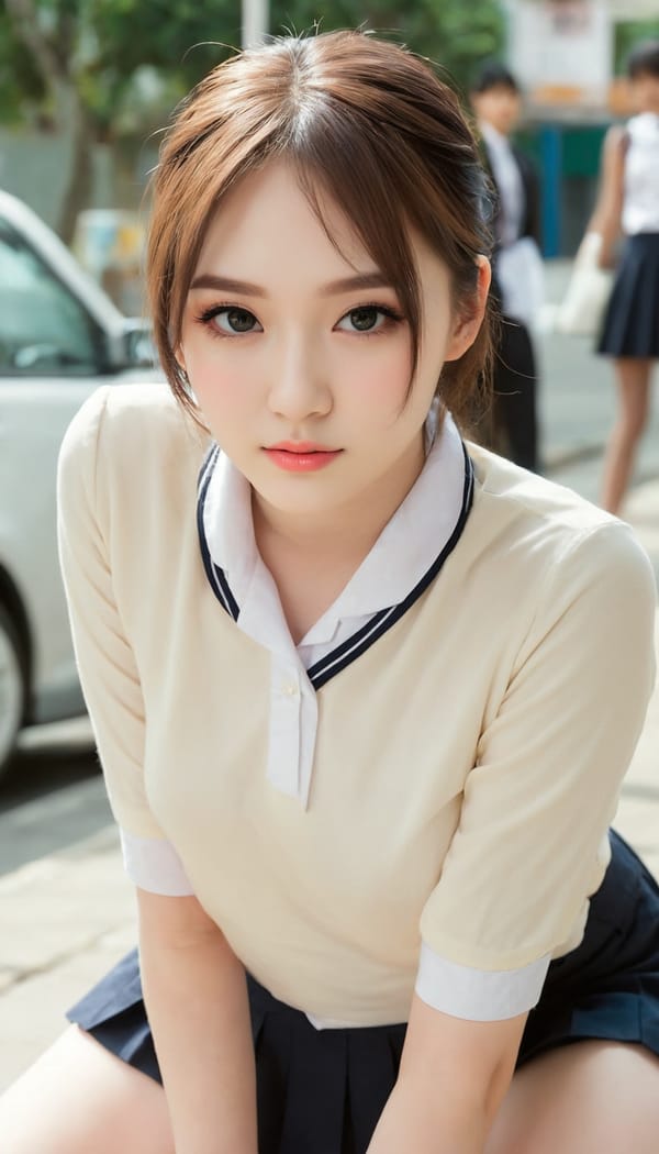 Tags: 21872187, SDXL
{"3": {"inputs": {"seed": 691007625751939, "steps": 64, "cfg": 5.28, "sampler_name": "dpmpp_2m", "scheduler": "karras", "denoise": 1.0, "model": ["27", 0], "positive": ["6", 0], "negative": ["7", 0], "latent_image": ["5", 0]}, "class_type": "KSampler"}, "4": {"inputs": {"ckpt_name": "juggernautXL_v8Rundiffusion.safetensors"}, "class_type": "CheckpointLoaderSimple"}, "5": {"inputs": {"width": 768, "height": 1344, "batch_size": 1}, "class_type": "EmptyLatentImage"}, "6": {"inputs": {"text": "24 year old girl, (idol:1.01), (seductive facial expression:1.01), (eyelashes:0.98), (seductive pose:1.12), (beautiful eyes:1.05), (sexy lips:1.02), (pale skin:1.13), (detailed face:1.04), (temptress:1.00), (slim:0.99), (double eyelids:1.11), (blush:1.03), (cute:0.98), (on all fours:1.09), (spreading ass cheeks:1.08), (from behind:1.09), (backboob:0.96), (school uniform:1.14), choker, busy street, (soft lighting:1.05), (candid cinema:1.08), (portra:1.08), (skin fuzz:1.01), (natural looking skin:1.09), (film:1.07), (RAW:1.02), (detailed skin:1.06), (textured skin:1.06)", "clip": ["27", 1]}, "class_type": "CLIPTextEncode"}, "7": {"inputs": {"text": "(watermark:1.07), (worst quality:1.10), (open mouth:1.07), (bad hands:1.12), (twisted:1.05), (distorted:1.08), (low resolution:1.06)", "clip": ["27", 1]}, "class_type": "CLIPTextEncode"}, "8": {"inputs": {"samples": ["3", 0], "vae": ["4", 2]}, "class_type": "VAEDecode"}, "25": {"inputs": {"lora_name": "nudify_xl.safetensors", "strength_model": 0.28, "strength_clip": 0.15, "model": ["4", 0], "clip": ["4", 1]}, "class_type": "LoraLoader"}, "26": {"inputs": {"lora_name": "shirtlift_SDXL_v2.safetensors", "strength_model": 0.0, "strength_clip": 0.07, "model": ["25", 0], "clip": ["25", 1]}, "class_type": "LoraLoader"}, "27": {"inputs": {"lora_name": "PerfectEyesXL.safetensors", "strength_model": 0.07, "strength_clip": 0.18, "model": ["26", 0], "clip": ["26", 1]}, "class_type": "LoraLoader"}, "30": {"inputs": {"model_name": "4x_NMKD-Superscale-SP_178000_G.pth"}, "class_type": "UpscaleModelLoader"}, "31": {"inputs": {"upscale_model": ["30", 0], "image": ["8", 0]}, "class_type": "ImageUpscaleWithModel"}, "32": {"inputs": {"upscale_method": "lanczos", "scale_by": 0.5, "image": ["31", 0]}, "class_type": "ImageScaleBy"}, "33": {"inputs": {"pixels": ["32", 0], "vae": ["4", 2]}, "class_type": "VAEEncode"}, "34": {"inputs": {"seed": 691007625751939, "steps": 64, "cfg": 5.28, "sampler_name": "dpmpp_2m", "scheduler": "karras", "denoise": 0.3, "model": ["27", 0], "positive": ["6", 0], "negative": ["7", 0], "latent_image": ["33", 0]}, "class_type": "KSampler"}, "36": {"inputs": {"samples": ["34", 0], "vae": ["4", 2]}, "class_type": "VAEDecode"}, "39": {"inputs": {"filename_prefix": "comfyapi-1707254465032", "images": ["36", 0]}, "class_type": "SaveImage"}}