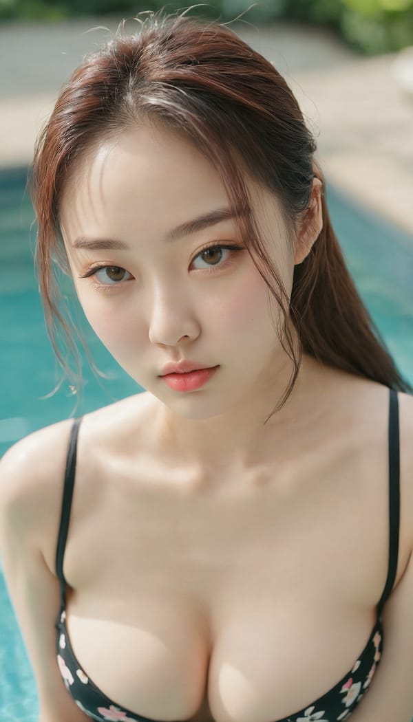 Tags: 21872187, SDXL
{"3": {"inputs": {"seed": 810986109079631, "steps": 64, "cfg": 5.08, "sampler_name": "dpmpp_2m", "scheduler": "karras", "denoise": 1.0, "model": ["27", 0], "positive": ["6", 0], "negative": ["7", 0], "latent_image": ["5", 0]}, "class_type": "KSampler"}, "4": {"inputs": {"ckpt_name": "juggernautxl.safetensors"}, "class_type": "CheckpointLoaderSimple"}, "5": {"inputs": {"width": 768, "height": 1344, "batch_size": 1}, "class_type": "EmptyLatentImage"}, "6": {"inputs": {"text": "23 year old girl, (korean:1.03), (russian:1.12), (sexy lips:1.12), (beautiful eyes:1.00), (seductive facial expression:1.08), (double eyelids:0.95), (temptress:1.03), (eyelashes:1.03), (cute:1.05), (detailed face:1.03), (slim:1.14), (seductive pose:1.00), (pale skin:0.97), (idol:0.95), (in a seductive pose:1.13), (large perky breasts:0.98), (cleavage:0.95), (thigh gap:1.11), (in a swimsuit:0.99) at a pool, (film:1.03), (textured skin:1.00), (natural looking skin:1.09), (detailed skin:1.07), (portra:1.04), (soft lighting:1.08), (candid cinema:1.01), (RAW:1.06), (skin fuzz:1.01)", "clip": ["27", 1]}, "class_type": "CLIPTextEncode"}, "7": {"inputs": {"text": "(worst quality:1.10), (twisted:1.12), (distorted:1.07), (bad hands:1.06), (watermark:1.14), (open mouth:1.10), (low resolution:1.14)", "clip": ["27", 1]}, "class_type": "CLIPTextEncode"}, "8": {"inputs": {"samples": ["3", 0], "vae": ["4", 2]}, "class_type": "VAEDecode"}, "25": {"inputs": {"lora_name": "nudify_xl.safetensors", "strength_model": 0.09, "strength_clip": 0.34, "model": ["4", 0], "clip": ["4", 1]}, "class_type": "LoraLoader"}, "26": {"inputs": {"lora_name": "shirtlift_SDXL_v2.safetensors", "strength_model": 0.01, "strength_clip": 0.03, "model": ["25", 0], "clip": ["25", 1]}, "class_type": "LoraLoader"}, "27": {"inputs": {"lora_name": "PerfectEyesXL.safetensors", "strength_model": 0.15, "strength_clip": 0.17, "model": ["26", 0], "clip": ["26", 1]}, "class_type": "LoraLoader"}, "30": {"inputs": {"model_name": "4x_NMKD-Superscale-SP_178000_G.pth"}, "class_type": "UpscaleModelLoader"}, "31": {"inputs": {"upscale_model": ["30", 0], "image": ["8", 0]}, "class_type": "ImageUpscaleWithModel"}, "32": {"inputs": {"upscale_method": "lanczos", "scale_by": 0.5, "image": ["31", 0]}, "class_type": "ImageScaleBy"}, "33": {"inputs": {"pixels": ["32", 0], "vae": ["4", 2]}, "class_type": "VAEEncode"}, "34": {"inputs": {"seed": 810986109079631, "steps": 64, "cfg": 5.08, "sampler_name": "dpmpp_2m", "scheduler": "karras", "denoise": 0.3, "model": ["27", 0], "positive": ["6", 0], "negative": ["7", 0], "latent_image": ["33", 0]}, "class_type": "KSampler"}, "36": {"inputs": {"samples": ["34", 0], "vae": ["4", 2]}, "class_type": "VAEDecode"}, "39": {"inputs": {"filename_prefix": "comfyapi-1733066222266", "images": ["36", 0]}, "class_type": "SaveImage"}}