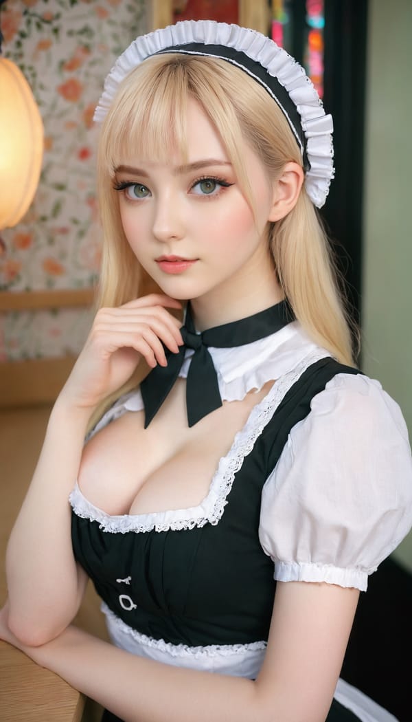 Tags: 21872187, SDXL
{"3": {"inputs": {"seed": 648569057827711, "steps": 64, "cfg": 5.67, "sampler_name": "dpmpp_2m", "scheduler": "karras", "denoise": 1.0, "model": ["27", 0], "positive": ["6", 0], "negative": ["7", 0], "latent_image": ["5", 0]}, "class_type": "KSampler"}, "4": {"inputs": {"ckpt_name": "juggernautxl.safetensors"}, "class_type": "CheckpointLoaderSimple"}, "5": {"inputs": {"width": 768, "height": 1344, "batch_size": 1}, "class_type": "EmptyLatentImage"}, "6": {"inputs": {"text": "26 year old girl, (irish:1.08), (detailed face:0.95), (idol:1.04), (beautiful eyes:1.01), (cute:1.03), (eyelashes:1.13), (temptress:1.05), (seductive pose:1.02), (slim:1.12), (pale skin:1.03), (sexy lips:1.04), (seductive facial expression:0.99), (double eyelids:0.99), (in a seductive pose:1.01), (large perky breasts:0.97), (cleavage:1.06), (thigh gap:0.98), in a (skimpy maid costume:1.12) working at a maid cafe, choker, bowtie, headband, pleated skirt, (film:1.05), (candid cinema:1.05), (skin fuzz:1.06), (natural looking skin:1.09), (textured skin:1.04), (soft lighting:1.08), (RAW:1.06), (detailed skin:1.01), (portra:1.09)", "clip": ["27", 1]}, "class_type": "CLIPTextEncode"}, "7": {"inputs": {"text": "(watermark:1.14), (bad hands:1.07), (worst quality:1.14), (twisted:1.06), (open mouth:1.11), (distorted:1.06), (low resolution:1.05)", "clip": ["27", 1]}, "class_type": "CLIPTextEncode"}, "8": {"inputs": {"samples": ["3", 0], "vae": ["4", 2]}, "class_type": "VAEDecode"}, "25": {"inputs": {"lora_name": "nudify_xl.safetensors", "strength_model": 0.34, "strength_clip": 0.11, "model": ["4", 0], "clip": ["4", 1]}, "class_type": "LoraLoader"}, "26": {"inputs": {"lora_name": "shirtlift_SDXL_v2.safetensors", "strength_model": 0.01, "strength_clip": 0.05, "model": ["25", 0], "clip": ["25", 1]}, "class_type": "LoraLoader"}, "27": {"inputs": {"lora_name": "PerfectEyesXL.safetensors", "strength_model": 0.01, "strength_clip": 0.11, "model": ["26", 0], "clip": ["26", 1]}, "class_type": "LoraLoader"}, "30": {"inputs": {"model_name": "4x_NMKD-Superscale-SP_178000_G.pth"}, "class_type": "UpscaleModelLoader"}, "31": {"inputs": {"upscale_model": ["30", 0], "image": ["8", 0]}, "class_type": "ImageUpscaleWithModel"}, "32": {"inputs": {"upscale_method": "lanczos", "scale_by": 0.5, "image": ["31", 0]}, "class_type": "ImageScaleBy"}, "33": {"inputs": {"pixels": ["32", 0], "vae": ["4", 2]}, "class_type": "VAEEncode"}, "34": {"inputs": {"seed": 648569057827711, "steps": 64, "cfg": 5.67, "sampler_name": "dpmpp_2m", "scheduler": "karras", "denoise": 0.3, "model": ["27", 0], "positive": ["6", 0], "negative": ["7", 0], "latent_image": ["33", 0]}, "class_type": "KSampler"}, "36": {"inputs": {"samples": ["34", 0], "vae": ["4", 2]}, "class_type": "VAEDecode"}, "39": {"inputs": {"filename_prefix": "comfyapi-1714140488673", "images": ["36", 0]}, "class_type": "SaveImage"}}