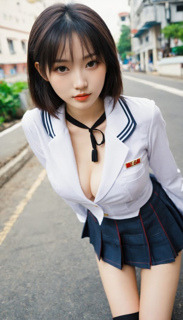 Tags: 21872187, SDXL
{"3": {"inputs": {"seed": 864691506903613, "steps": 32, "cfg": 6.56, "sampler_name": "dpmpp_2m", "scheduler": "karras", "denoise": 1.0, "model": ["27", 0], "positive": ["6", 0], "negative": ["7", 0], "latent_image": ["5", 0]}, "class_type": "KSampler"}, "4": {"inputs": {"ckpt_name": "helloworldxl.safetensors"}, "class_type": "CheckpointLoaderSimple"}, "5": {"inputs": {"width": 768, "height": 1344, "batch_size": 1}, "class_type": "EmptyLatentImage"}, "6": {"inputs": {"text": "26 year old girl, (russian:1.12), (chinese:1.04), (taiwanese:0.99), (temptress:1.12), (slim:1.04), (seductive facial expression:1.02), (seductive pose:0.96), (beautiful eyes:1.14), (detailed face:0.99), (blush:0.99), (cute:1.03), (idol:1.04), (double eyelids:1.07), (sexy lips:1.13), (pale skin:0.99), (in a seductive pose:1.08), (large perky breasts:0.95), (cleavage:1.06), (thigh gap:1.06), (school uniform:1.13), choker, busy street, (detailed skin:1.00), (textured skin:1.07), (portra:1.09), (soft lighting:1.08), (skin fuzz:1.05), (candid cinema:1.08), (natural looking skin:1.01), (film:1.04), (RAW:1.01)", "clip": ["27", 1]}, "class_type": "CLIPTextEncode"}, "7": {"inputs": {"text": "(bad hands:1.10), (watermark:1.10), (low resolution:1.10), (distorted:1.05), (twisted:1.10), (open mouth:1.10), (worst quality:1.11)", "clip": ["27", 1]}, "class_type": "CLIPTextEncode"}, "8": {"inputs": {"samples": ["3", 0], "vae": ["4", 2]}, "class_type": "VAEDecode"}, "25": {"inputs": {"lora_name": "nudify_xl.safetensors", "strength_model": 0.39, "strength_clip": 0.15, "model": ["4", 0], "clip": ["4", 1]}, "class_type": "LoraLoader"}, "26": {"inputs": {"lora_name": "shirtlift_SDXL_v2.safetensors", "strength_model": 0.05, "strength_clip": 0.01, "model": ["25", 0], "clip": ["25", 1]}, "class_type": "LoraLoader"}, "27": {"inputs": {"lora_name": "PerfectEyesXL.safetensors", "strength_model": 0.09, "strength_clip": 0.0, "model": ["26", 0], "clip": ["26", 1]}, "class_type": "LoraLoader"}, "30": {"inputs": {"model_name": "4x_NMKD-Superscale-SP_178000_G.pth"}, "class_type": "UpscaleModelLoader"}, "31": {"inputs": {"upscale_model": ["30", 0], "image": ["8", 0]}, "class_type": "ImageUpscaleWithModel"}, "32": {"inputs": {"upscale_method": "lanczos", "scale_by": 0.5, "image": ["31", 0]}, "class_type": "ImageScaleBy"}, "33": {"inputs": {"pixels": ["32", 0], "vae": ["4", 2]}, "class_type": "VAEEncode"}, "34": {"inputs": {"seed": 864691506903613, "steps": 32, "cfg": 6.56, "sampler_name": "dpmpp_2m", "scheduler": "karras", "denoise": 0.3, "model": ["27", 0], "positive": ["6", 0], "negative": ["7", 0], "latent_image": ["33", 0]}, "class_type": "KSampler"}, "36": {"inputs": {"samples": ["34", 0], "vae": ["4", 2]}, "class_type": "VAEDecode"}, "39": {"inputs": {"filename_prefix": "comfyapi-1724834535800", "images": ["36", 0]}, "class_type": "SaveImage"}}