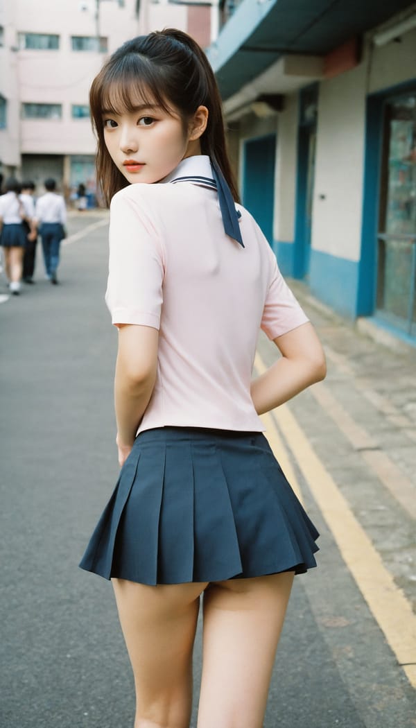 Tags: 21872187, SDXL
{"3": {"inputs": {"seed": 243062164437794, "steps": 32, "cfg": 5.85, "sampler_name": "dpmpp_2m", "scheduler": "karras", "denoise": 1.0, "model": ["27", 0], "positive": ["6", 0], "negative": ["7", 0], "latent_image": ["5", 0]}, "class_type": "KSampler"}, "4": {"inputs": {"ckpt_name": "helloworldxl.safetensors"}, "class_type": "CheckpointLoaderSimple"}, "5": {"inputs": {"width": 768, "height": 1344, "batch_size": 1}, "class_type": "EmptyLatentImage"}, "6": {"inputs": {"text": "20 year old girl, (korean:0.95), (beautiful eyes:0.96), (idol:1.10), (slim:1.09), (blush:1.14), (sexy lips:0.97), (detailed face:1.14), (eyelashes:1.03), (seductive pose:1.05), (double eyelids:1.03), (temptress:1.14), (cute:0.99), (seductive facial expression:0.97), (perky ass:1.13), (exposed ass:1.03), (looking back:1.03), (sexy ass:1.07), (thigh gap:0.95), (school uniform:1.03), choker, busy street, (candid cinema:1.03), (RAW:1.06), (film:1.02), (soft lighting:1.09), (portra:1.02), (detailed skin:1.02), (skin fuzz:1.03), (textured skin:1.01), (natural looking skin:1.02)", "clip": ["27", 1]}, "class_type": "CLIPTextEncode"}, "7": {"inputs": {"text": "(distorted:1.08), (bad hands:1.12), (watermark:1.06), (open mouth:1.06), (worst quality:1.10), (low resolution:1.06), (twisted:1.06)", "clip": ["27", 1]}, "class_type": "CLIPTextEncode"}, "8": {"inputs": {"samples": ["3", 0], "vae": ["4", 2]}, "class_type": "VAEDecode"}, "25": {"inputs": {"lora_name": "nudify_xl.safetensors", "strength_model": 0.34, "strength_clip": 0.17, "model": ["4", 0], "clip": ["4", 1]}, "class_type": "LoraLoader"}, "26": {"inputs": {"lora_name": "shirtlift_SDXL_v2.safetensors", "strength_model": 0.09, "strength_clip": 0.1, "model": ["25", 0], "clip": ["25", 1]}, "class_type": "LoraLoader"}, "27": {"inputs": {"lora_name": "PerfectEyesXL.safetensors", "strength_model": 0.15, "strength_clip": 0.15, "model": ["26", 0], "clip": ["26", 1]}, "class_type": "LoraLoader"}, "30": {"inputs": {"model_name": "4x_NMKD-Superscale-SP_178000_G.pth"}, "class_type": "UpscaleModelLoader"}, "31": {"inputs": {"upscale_model": ["30", 0], "image": ["8", 0]}, "class_type": "ImageUpscaleWithModel"}, "32": {"inputs": {"upscale_method": "lanczos", "scale_by": 0.5, "image": ["31", 0]}, "class_type": "ImageScaleBy"}, "33": {"inputs": {"pixels": ["32", 0], "vae": ["4", 2]}, "class_type": "VAEEncode"}, "34": {"inputs": {"seed": 243062164437794, "steps": 32, "cfg": 5.85, "sampler_name": "dpmpp_2m", "scheduler": "karras", "denoise": 0.3, "model": ["27", 0], "positive": ["6", 0], "negative": ["7", 0], "latent_image": ["33", 0]}, "class_type": "KSampler"}, "36": {"inputs": {"samples": ["34", 0], "vae": ["4", 2]}, "class_type": "VAEDecode"}, "39": {"inputs": {"filename_prefix": "comfyapi-1716623629290", "images": ["36", 0]}, "class_type": "SaveImage"}}