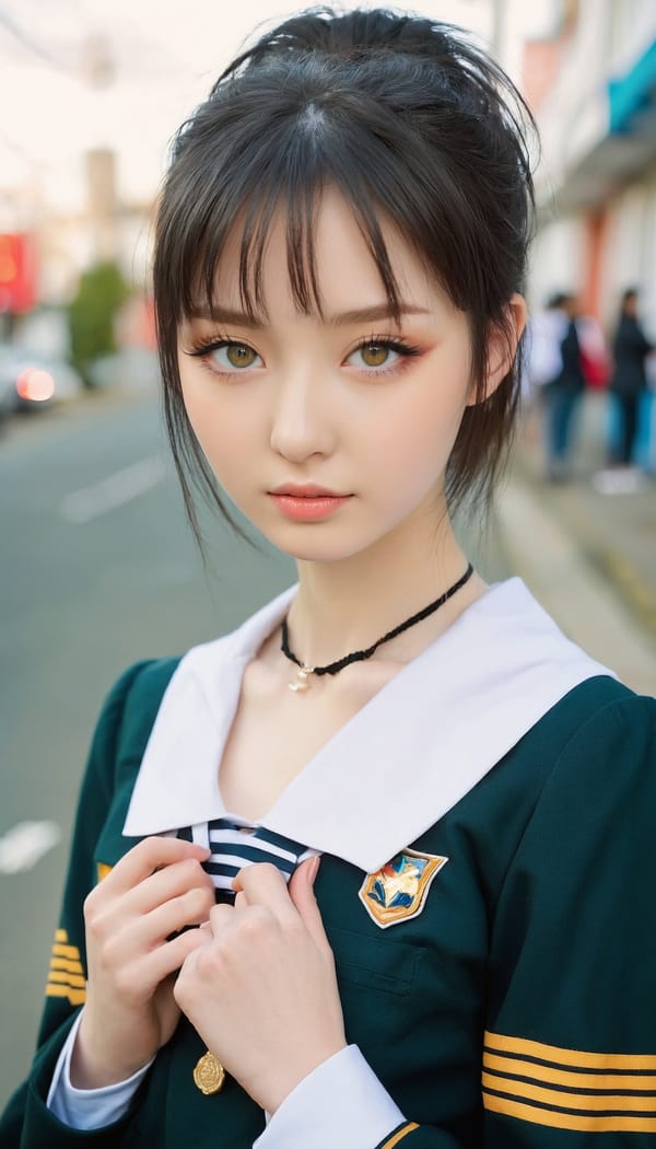 Tags: 21872187, SDXL
{"3": {"inputs": {"seed": 785247670798887, "steps": 32, "cfg": 7.24, "sampler_name": "dpmpp_2m", "scheduler": "karras", "denoise": 1.0, "model": ["27", 0], "positive": ["6", 0], "negative": ["7", 0], "latent_image": ["5", 0]}, "class_type": "KSampler"}, "4": {"inputs": {"ckpt_name": "juggernautxl.safetensors"}, "class_type": "CheckpointLoaderSimple"}, "5": {"inputs": {"width": 768, "height": 1344, "batch_size": 1}, "class_type": "EmptyLatentImage"}, "6": {"inputs": {"text": "18 year old girl, (irish:1.09), (ukrainian:1.07), (japanese:1.12), (blush:1.01), (pale skin:1.10), (beautiful eyes:0.99), (idol:1.07), (seductive pose:1.01), (double eyelids:1.02), (eyelashes:1.09), (seductive facial expression:1.14), (detailed face:1.01), (sexy lips:1.01), (cute:1.07), (slim:1.08), (in a seductive pose:1.03), (large perky breasts:1.08), (cleavage:1.14), (thigh gap:1.03), (school uniform:1.13), choker, busy street, (portra:1.09), (detailed skin:1.07), (RAW:1.03), (candid cinema:1.02), (skin fuzz:1.04), (textured skin:1.01), (film:1.04), (natural looking skin:1.06), (soft lighting:1.07)", "clip": ["27", 1]}, "class_type": "CLIPTextEncode"}, "7": {"inputs": {"text": "(watermark:1.11), (twisted:1.06), (low resolution:1.10), (open mouth:1.14), (distorted:1.09), (worst quality:1.09), (bad hands:1.14)", "clip": ["27", 1]}, "class_type": "CLIPTextEncode"}, "8": {"inputs": {"samples": ["3", 0], "vae": ["4", 2]}, "class_type": "VAEDecode"}, "25": {"inputs": {"lora_name": "nudify_xl.safetensors", "strength_model": 0.24, "strength_clip": 0.38, "model": ["4", 0], "clip": ["4", 1]}, "class_type": "LoraLoader"}, "26": {"inputs": {"lora_name": "shirtlift_SDXL_v2.safetensors", "strength_model": 0.18, "strength_clip": 0.04, "model": ["25", 0], "clip": ["25", 1]}, "class_type": "LoraLoader"}, "27": {"inputs": {"lora_name": "PerfectEyesXL.safetensors", "strength_model": 0.18, "strength_clip": 0.06, "model": ["26", 0], "clip": ["26", 1]}, "class_type": "LoraLoader"}, "30": {"inputs": {"model_name": "4x_NMKD-Superscale-SP_178000_G.pth"}, "class_type": "UpscaleModelLoader"}, "31": {"inputs": {"upscale_model": ["30", 0], "image": ["8", 0]}, "class_type": "ImageUpscaleWithModel"}, "32": {"inputs": {"upscale_method": "lanczos", "scale_by": 0.5, "image": ["31", 0]}, "class_type": "ImageScaleBy"}, "33": {"inputs": {"pixels": ["32", 0], "vae": ["4", 2]}, "class_type": "VAEEncode"}, "34": {"inputs": {"seed": 785247670798887, "steps": 32, "cfg": 7.24, "sampler_name": "dpmpp_2m", "scheduler": "karras", "denoise": 0.3, "model": ["27", 0], "positive": ["6", 0], "negative": ["7", 0], "latent_image": ["33", 0]}, "class_type": "KSampler"}, "36": {"inputs": {"samples": ["34", 0], "vae": ["4", 2]}, "class_type": "VAEDecode"}, "39": {"inputs": {"filename_prefix": "comfyapi-1731099811847", "images": ["36", 0]}, "class_type": "SaveImage"}}