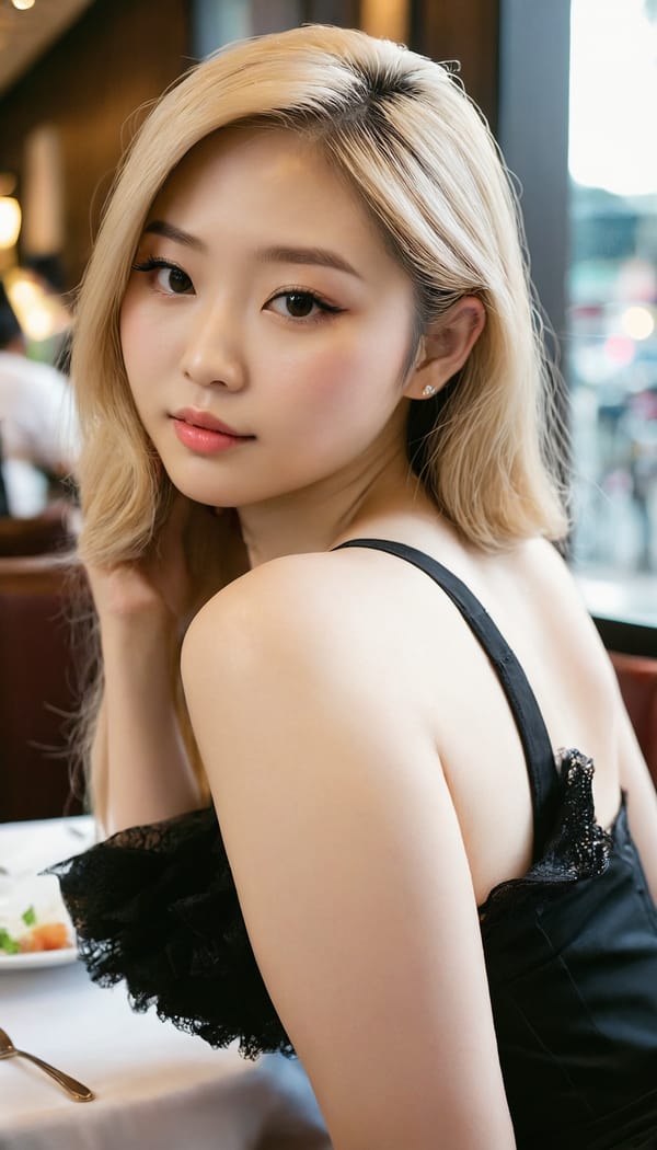 Tags: 21872187, SDXL
{"3": {"inputs": {"seed": 141861537855926, "steps": 64, "cfg": 5.98, "sampler_name": "dpmpp_2m", "scheduler": "karras", "denoise": 1.0, "model": ["27", 0], "positive": ["6", 0], "negative": ["7", 0], "latent_image": ["5", 0]}, "class_type": "KSampler"}, "4": {"inputs": {"ckpt_name": "juggernautxl.safetensors"}, "class_type": "CheckpointLoaderSimple"}, "5": {"inputs": {"width": 768, "height": 1344, "batch_size": 1}, "class_type": "EmptyLatentImage"}, "6": {"inputs": {"text": "21 year old girl, (taiwanese:1.07), (russian:1.08), (korean:1.03), (eyelashes:0.97), (beautiful eyes:0.96), (pale skin:0.95), (cute:1.13), (blush:1.01), (slim:0.95), (temptress:1.08), (idol:1.04), (sexy lips:1.09), (detailed face:1.01), (seductive pose:0.98), (seductive facial expression:1.13), (perky ass:1.14), (exposed ass:0.95), (looking back:1.13), (sexy ass:0.96), (thigh gap:1.05), (wearing a little black dress:1.02) at a fine dining restaurant, (candid cinema:1.03), (natural looking skin:1.01), (film:1.07), (portra:1.00), (skin fuzz:1.03), (RAW:1.01), (soft lighting:1.05), (detailed skin:1.02), (textured skin:1.03)", "clip": ["27", 1]}, "class_type": "CLIPTextEncode"}, "7": {"inputs": {"text": "(low resolution:1.08), (distorted:1.08), (worst quality:1.06), (bad hands:1.09), (twisted:1.08), (watermark:1.13), (open mouth:1.07)", "clip": ["27", 1]}, "class_type": "CLIPTextEncode"}, "8": {"inputs": {"samples": ["3", 0], "vae": ["4", 2]}, "class_type": "VAEDecode"}, "25": {"inputs": {"lora_name": "nudify_xl.safetensors", "strength_model": 0.27, "strength_clip": 0.02, "model": ["4", 0], "clip": ["4", 1]}, "class_type": "LoraLoader"}, "26": {"inputs": {"lora_name": "shirtlift_SDXL_v2.safetensors", "strength_model": 0.03, "strength_clip": 0.1, "model": ["25", 0], "clip": ["25", 1]}, "class_type": "LoraLoader"}, "27": {"inputs": {"lora_name": "PerfectEyesXL.safetensors", "strength_model": 0.08, "strength_clip": 0.09, "model": ["26", 0], "clip": ["26", 1]}, "class_type": "LoraLoader"}, "30": {"inputs": {"model_name": "4x_NMKD-Superscale-SP_178000_G.pth"}, "class_type": "UpscaleModelLoader"}, "31": {"inputs": {"upscale_model": ["30", 0], "image": ["8", 0]}, "class_type": "ImageUpscaleWithModel"}, "32": {"inputs": {"upscale_method": "lanczos", "scale_by": 0.5, "image": ["31", 0]}, "class_type": "ImageScaleBy"}, "33": {"inputs": {"pixels": ["32", 0], "vae": ["4", 2]}, "class_type": "VAEEncode"}, "34": {"inputs": {"seed": 141861537855926, "steps": 64, "cfg": 5.98, "sampler_name": "dpmpp_2m", "scheduler": "karras", "denoise": 0.3, "model": ["27", 0], "positive": ["6", 0], "negative": ["7", 0], "latent_image": ["33", 0]}, "class_type": "KSampler"}, "36": {"inputs": {"samples": ["34", 0], "vae": ["4", 2]}, "class_type": "VAEDecode"}, "39": {"inputs": {"filename_prefix": "comfyapi-1727882597025", "images": ["36", 0]}, "class_type": "SaveImage"}}