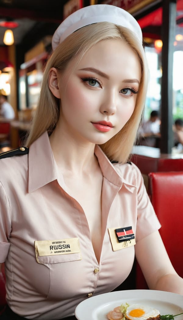 Tags: 21872187, SDXL
{"3": {"inputs": {"seed": 684460292294994, "steps": 64, "cfg": 6.93, "sampler_name": "dpmpp_2m", "scheduler": "karras", "denoise": 1.0, "model": ["27", 0], "positive": ["6", 0], "negative": ["7", 0], "latent_image": ["5", 0]}, "class_type": "KSampler"}, "4": {"inputs": {"ckpt_name": "juggernautxl.safetensors"}, "class_type": "CheckpointLoaderSimple"}, "5": {"inputs": {"width": 768, "height": 1344, "batch_size": 1}, "class_type": "EmptyLatentImage"}, "6": {"inputs": {"text": "28 year old girl, (russian:1.10), (sexy lips:0.99), (idol:1.03), (double eyelids:0.95), (seductive pose:1.09), (pale skin:1.10), (eyelashes:1.11), (beautiful eyes:1.07), (blush:1.02), (temptress:1.01), (slim:1.12), (in a seductive pose:1.13), (large perky breasts:1.09), (cleavage:0.97), (thigh gap:0.95), (a waitress in uniform:1.05) working at a restaurant, (detailed skin:1.07), (skin fuzz:1.06), (soft lighting:1.01), (candid cinema:1.01), (RAW:1.04), (film:1.04), (portra:1.09), (textured skin:1.01), (natural looking skin:1.01)", "clip": ["27", 1]}, "class_type": "CLIPTextEncode"}, "7": {"inputs": {"text": "(twisted:1.05), (low resolution:1.05), (bad hands:1.08), (worst quality:1.12), (distorted:1.06), (open mouth:1.13), (watermark:1.08)", "clip": ["27", 1]}, "class_type": "CLIPTextEncode"}, "8": {"inputs": {"samples": ["3", 0], "vae": ["4", 2]}, "class_type": "VAEDecode"}, "25": {"inputs": {"lora_name": "nudify_xl.safetensors", "strength_model": 0.06, "strength_clip": 0.38, "model": ["4", 0], "clip": ["4", 1]}, "class_type": "LoraLoader"}, "26": {"inputs": {"lora_name": "shirtlift_SDXL_v2.safetensors", "strength_model": 0.06, "strength_clip": 0.1, "model": ["25", 0], "clip": ["25", 1]}, "class_type": "LoraLoader"}, "27": {"inputs": {"lora_name": "PerfectEyesXL.safetensors", "strength_model": 0.09, "strength_clip": 0.19, "model": ["26", 0], "clip": ["26", 1]}, "class_type": "LoraLoader"}, "30": {"inputs": {"model_name": "4x_NMKD-Superscale-SP_178000_G.pth"}, "class_type": "UpscaleModelLoader"}, "31": {"inputs": {"upscale_model": ["30", 0], "image": ["8", 0]}, "class_type": "ImageUpscaleWithModel"}, "32": {"inputs": {"upscale_method": "lanczos", "scale_by": 0.5, "image": ["31", 0]}, "class_type": "ImageScaleBy"}, "33": {"inputs": {"pixels": ["32", 0], "vae": ["4", 2]}, "class_type": "VAEEncode"}, "34": {"inputs": {"seed": 684460292294994, "steps": 64, "cfg": 6.93, "sampler_name": "dpmpp_2m", "scheduler": "karras", "denoise": 0.3, "model": ["27", 0], "positive": ["6", 0], "negative": ["7", 0], "latent_image": ["33", 0]}, "class_type": "KSampler"}, "36": {"inputs": {"samples": ["34", 0], "vae": ["4", 2]}, "class_type": "VAEDecode"}, "39": {"inputs": {"filename_prefix": "comfyapi-1726967147743", "images": ["36", 0]}, "class_type": "SaveImage"}}