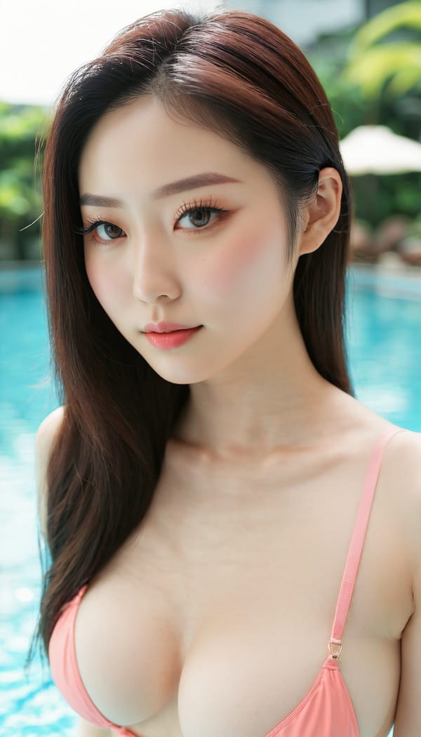 Tags: 21872187, SDXL
{"3": {"inputs": {"seed": 253739211182205, "steps": 32, "cfg": 7.72, "sampler_name": "dpmpp_2m", "scheduler": "karras", "denoise": 1.0, "model": ["27", 0], "positive": ["6", 0], "negative": ["7", 0], "latent_image": ["5", 0]}, "class_type": "KSampler"}, "4": {"inputs": {"ckpt_name": "juggernautxl.safetensors"}, "class_type": "CheckpointLoaderSimple"}, "5": {"inputs": {"width": 768, "height": 1344, "batch_size": 1}, "class_type": "EmptyLatentImage"}, "6": {"inputs": {"text": "27 year old girl, (taiwanese:1.14), (pale skin:1.08), (eyelashes:1.14), (seductive facial expression:1.13), (slim:1.10), (temptress:1.02), (double eyelids:1.02), (beautiful eyes:1.11), (sexy lips:1.08), (idol:1.10), (cute:0.98), (detailed face:1.13), (blush:0.99), (seductive pose:0.95), (in a seductive pose:1.11), (large perky breasts:0.98), (cleavage:1.02), (thigh gap:1.08), (in a swimsuit:0.98) at a pool, (RAW:1.06), (candid cinema:1.04), (film:1.02), (textured skin:1.05), (natural looking skin:1.03), (portra:1.00), (soft lighting:1.03), (skin fuzz:1.09), (detailed skin:1.09)", "clip": ["27", 1]}, "class_type": "CLIPTextEncode"}, "7": {"inputs": {"text": "(bad hands:1.14), (distorted:1.05), (watermark:1.05), (low resolution:1.06), (twisted:1.10), (worst quality:1.05), (open mouth:1.09)", "clip": ["27", 1]}, "class_type": "CLIPTextEncode"}, "8": {"inputs": {"samples": ["3", 0], "vae": ["4", 2]}, "class_type": "VAEDecode"}, "25": {"inputs": {"lora_name": "nudify_xl.safetensors", "strength_model": 0.04, "strength_clip": 0.18, "model": ["4", 0], "clip": ["4", 1]}, "class_type": "LoraLoader"}, "26": {"inputs": {"lora_name": "shirtlift_SDXL_v2.safetensors", "strength_model": 0.18, "strength_clip": 0.01, "model": ["25", 0], "clip": ["25", 1]}, "class_type": "LoraLoader"}, "27": {"inputs": {"lora_name": "PerfectEyesXL.safetensors", "strength_model": 0.05, "strength_clip": 0.08, "model": ["26", 0], "clip": ["26", 1]}, "class_type": "LoraLoader"}, "30": {"inputs": {"model_name": "4x_NMKD-Superscale-SP_178000_G.pth"}, "class_type": "UpscaleModelLoader"}, "31": {"inputs": {"upscale_model": ["30", 0], "image": ["8", 0]}, "class_type": "ImageUpscaleWithModel"}, "32": {"inputs": {"upscale_method": "lanczos", "scale_by": 0.5, "image": ["31", 0]}, "class_type": "ImageScaleBy"}, "33": {"inputs": {"pixels": ["32", 0], "vae": ["4", 2]}, "class_type": "VAEEncode"}, "34": {"inputs": {"seed": 253739211182205, "steps": 32, "cfg": 7.72, "sampler_name": "dpmpp_2m", "scheduler": "karras", "denoise": 0.3, "model": ["27", 0], "positive": ["6", 0], "negative": ["7", 0], "latent_image": ["33", 0]}, "class_type": "KSampler"}, "36": {"inputs": {"samples": ["34", 0], "vae": ["4", 2]}, "class_type": "VAEDecode"}, "39": {"inputs": {"filename_prefix": "comfyapi-1714860479610", "images": ["36", 0]}, "class_type": "SaveImage"}}