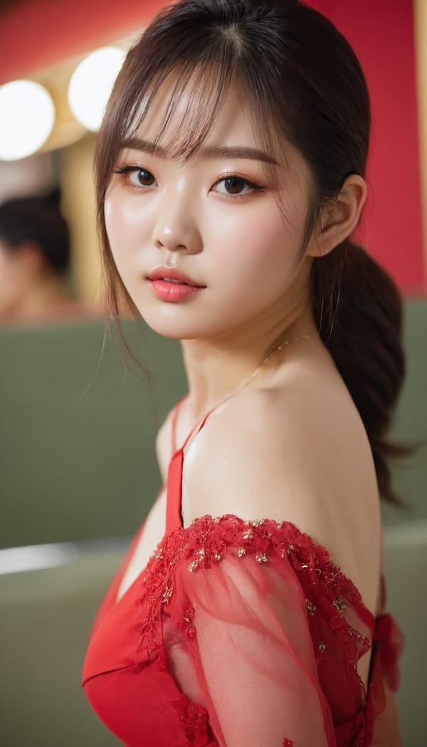 Tags: 21872187, SDXL
{"3": {"inputs": {"seed": 397089415214374, "steps": 32, "cfg": 6.81, "sampler_name": "dpmpp_2m", "scheduler": "karras", "denoise": 1.0, "model": ["27", 0], "positive": ["6", 0], "negative": ["7", 0], "latent_image": ["5", 0]}, "class_type": "KSampler"}, "4": {"inputs": {"ckpt_name": "juggernautxl.safetensors"}, "class_type": "CheckpointLoaderSimple"}, "5": {"inputs": {"width": 768, "height": 1344, "batch_size": 1}, "class_type": "EmptyLatentImage"}, "6": {"inputs": {"text": "20 year old girl, (korean:1.14), (taiwanese:0.99), (slim:1.02), (blush:1.09), (sexy lips:1.13), (cute:1.13), (seductive pose:1.01), (double eyelids:1.10), (beautiful eyes:1.09), (detailed face:0.98), (eyelashes:1.00), (temptress:1.10), (idol:0.96), (seductive facial expression:1.04), (pale skin:0.99), (perky ass:1.08), (exposed ass:1.10), (looking back:1.11), (sexy ass:1.05), (thigh gap:0.97), (wearing a low-cut red dress:0.97) at a ballroom, (candid cinema:1.09), (film:1.07), (soft lighting:1.07), (detailed skin:1.04), (natural looking skin:1.05), (portra:1.02), (textured skin:1.03), (RAW:1.09), (skin fuzz:1.03)", "clip": ["27", 1]}, "class_type": "CLIPTextEncode"}, "7": {"inputs": {"text": "(worst quality:1.10), (twisted:1.11), (low resolution:1.14), (bad hands:1.07), (open mouth:1.11), (watermark:1.05), (distorted:1.05)", "clip": ["27", 1]}, "class_type": "CLIPTextEncode"}, "8": {"inputs": {"samples": ["3", 0], "vae": ["4", 2]}, "class_type": "VAEDecode"}, "25": {"inputs": {"lora_name": "nudify_xl.safetensors", "strength_model": 0.06, "strength_clip": 0.12, "model": ["4", 0], "clip": ["4", 1]}, "class_type": "LoraLoader"}, "26": {"inputs": {"lora_name": "shirtlift_SDXL_v2.safetensors", "strength_model": 0.01, "strength_clip": 0.09, "model": ["25", 0], "clip": ["25", 1]}, "class_type": "LoraLoader"}, "27": {"inputs": {"lora_name": "PerfectEyesXL.safetensors", "strength_model": 0.02, "strength_clip": 0.17, "model": ["26", 0], "clip": ["26", 1]}, "class_type": "LoraLoader"}, "30": {"inputs": {"model_name": "4x_NMKD-Superscale-SP_178000_G.pth"}, "class_type": "UpscaleModelLoader"}, "31": {"inputs": {"upscale_model": ["30", 0], "image": ["8", 0]}, "class_type": "ImageUpscaleWithModel"}, "32": {"inputs": {"upscale_method": "lanczos", "scale_by": 0.5, "image": ["31", 0]}, "class_type": "ImageScaleBy"}, "33": {"inputs": {"pixels": ["32", 0], "vae": ["4", 2]}, "class_type": "VAEEncode"}, "34": {"inputs": {"seed": 397089415214374, "steps": 32, "cfg": 6.81, "sampler_name": "dpmpp_2m", "scheduler": "karras", "denoise": 0.3, "model": ["27", 0], "positive": ["6", 0], "negative": ["7", 0], "latent_image": ["33", 0]}, "class_type": "KSampler"}, "36": {"inputs": {"samples": ["34", 0], "vae": ["4", 2]}, "class_type": "VAEDecode"}, "39": {"inputs": {"filename_prefix": "comfyapi-1718194976292", "images": ["36", 0]}, "class_type": "SaveImage"}}