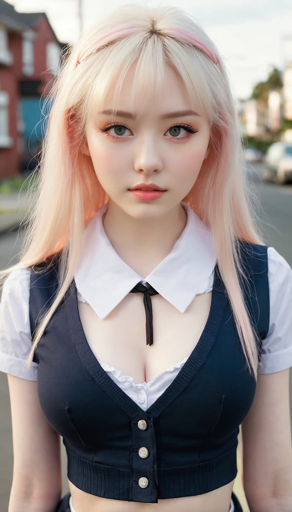 Tags: 21872187, SDXL
{"3": {"inputs": {"seed": 101965246853627, "steps": 64, "cfg": 6.0, "sampler_name": "dpmpp_2m", "scheduler": "karras", "denoise": 1.0, "model": ["27", 0], "positive": ["6", 0], "negative": ["7", 0], "latent_image": ["5", 0]}, "class_type": "KSampler"}, "4": {"inputs": {"ckpt_name": "juggernautxl.safetensors"}, "class_type": "CheckpointLoaderSimple"}, "5": {"inputs": {"width": 768, "height": 1344, "batch_size": 1}, "class_type": "EmptyLatentImage"}, "6": {"inputs": {"text": "26 year old girl, (pale skin:1.09), (detailed face:1.06), (idol:1.12), (cute:1.00), (seductive pose:1.03), (double eyelids:1.00), (temptress:1.01), (seductive facial expression:1.05), (blush:1.06), (eyelashes:1.03), (slim:1.05), (in a seductive pose:1.02), (large perky breasts:1.05), (cleavage:0.95), (thigh gap:1.04), (school uniform:1.07), choker, busy street, (detailed skin:1.04), (natural looking skin:1.04), (film:1.01), (skin fuzz:1.07), (portra:1.08), (soft lighting:1.00), (textured skin:1.05), (RAW:1.02), (candid cinema:1.07)", "clip": ["27", 1]}, "class_type": "CLIPTextEncode"}, "7": {"inputs": {"text": "(watermark:1.12), (bad hands:1.08), (distorted:1.08), (low resolution:1.08), (open mouth:1.14), (worst quality:1.05), (twisted:1.08)", "clip": ["27", 1]}, "class_type": "CLIPTextEncode"}, "8": {"inputs": {"samples": ["3", 0], "vae": ["4", 2]}, "class_type": "VAEDecode"}, "25": {"inputs": {"lora_name": "nudify_xl.safetensors", "strength_model": 0.34, "strength_clip": 0.35, "model": ["4", 0], "clip": ["4", 1]}, "class_type": "LoraLoader"}, "26": {"inputs": {"lora_name": "shirtlift_SDXL_v2.safetensors", "strength_model": 0.06, "strength_clip": 0.19, "model": ["25", 0], "clip": ["25", 1]}, "class_type": "LoraLoader"}, "27": {"inputs": {"lora_name": "PerfectEyesXL.safetensors", "strength_model": 0.15, "strength_clip": 0.06, "model": ["26", 0], "clip": ["26", 1]}, "class_type": "LoraLoader"}, "30": {"inputs": {"model_name": "4x_NMKD-Superscale-SP_178000_G.pth"}, "class_type": "UpscaleModelLoader"}, "31": {"inputs": {"upscale_model": ["30", 0], "image": ["8", 0]}, "class_type": "ImageUpscaleWithModel"}, "32": {"inputs": {"upscale_method": "lanczos", "scale_by": 0.5, "image": ["31", 0]}, "class_type": "ImageScaleBy"}, "33": {"inputs": {"pixels": ["32", 0], "vae": ["4", 2]}, "class_type": "VAEEncode"}, "34": {"inputs": {"seed": 101965246853627, "steps": 64, "cfg": 6.0, "sampler_name": "dpmpp_2m", "scheduler": "karras", "denoise": 0.3, "model": ["27", 0], "positive": ["6", 0], "negative": ["7", 0], "latent_image": ["33", 0]}, "class_type": "KSampler"}, "36": {"inputs": {"samples": ["34", 0], "vae": ["4", 2]}, "class_type": "VAEDecode"}, "39": {"inputs": {"filename_prefix": "comfyapi-1723799725896", "images": ["36", 0]}, "class_type": "SaveImage"}}