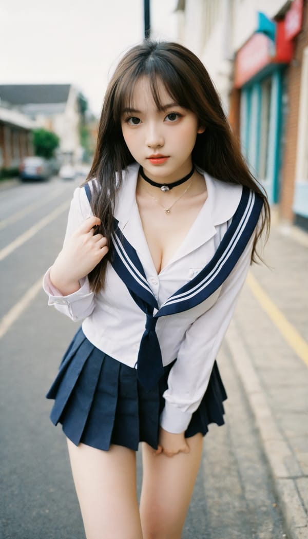 Tags: 21872187, SDXL
{"3": {"inputs": {"seed": 407098530551557, "steps": 64, "cfg": 6.22, "sampler_name": "dpmpp_2m", "scheduler": "karras", "denoise": 1.0, "model": ["27", 0], "positive": ["6", 0], "negative": ["7", 0], "latent_image": ["5", 0]}, "class_type": "KSampler"}, "4": {"inputs": {"ckpt_name": "helloworldxl.safetensors"}, "class_type": "CheckpointLoaderSimple"}, "5": {"inputs": {"width": 768, "height": 1344, "batch_size": 1}, "class_type": "EmptyLatentImage"}, "6": {"inputs": {"text": "19 year old girl, (seductive facial expression:1.14), (sexy lips:0.97), (temptress:0.98), (detailed face:1.08), (double eyelids:1.06), (blush:0.99), (eyelashes:0.97), (beautiful eyes:1.12), (cute:0.98), (idol:1.14), (pale skin:0.98), (in a seductive pose:1.08), (large perky breasts:0.95), (cleavage:1.04), (thigh gap:1.05), (school uniform:1.09), choker, busy street, (soft lighting:1.08), (skin fuzz:1.04), (candid cinema:1.02), (film:1.05), (textured skin:1.06), (portra:1.06), (RAW:1.01), (natural looking skin:1.06), (detailed skin:1.04)", "clip": ["27", 1]}, "class_type": "CLIPTextEncode"}, "7": {"inputs": {"text": "(low resolution:1.12), (distorted:1.08), (twisted:1.07), (watermark:1.11), (bad hands:1.13), (open mouth:1.08), (worst quality:1.10)", "clip": ["27", 1]}, "class_type": "CLIPTextEncode"}, "8": {"inputs": {"samples": ["3", 0], "vae": ["4", 2]}, "class_type": "VAEDecode"}, "25": {"inputs": {"lora_name": "nudify_xl.safetensors", "strength_model": 0.06, "strength_clip": 0.3, "model": ["4", 0], "clip": ["4", 1]}, "class_type": "LoraLoader"}, "26": {"inputs": {"lora_name": "shirtlift_SDXL_v2.safetensors", "strength_model": 0.08, "strength_clip": 0.05, "model": ["25", 0], "clip": ["25", 1]}, "class_type": "LoraLoader"}, "27": {"inputs": {"lora_name": "PerfectEyesXL.safetensors", "strength_model": 0.06, "strength_clip": 0.03, "model": ["26", 0], "clip": ["26", 1]}, "class_type": "LoraLoader"}, "30": {"inputs": {"model_name": "4x_NMKD-Superscale-SP_178000_G.pth"}, "class_type": "UpscaleModelLoader"}, "31": {"inputs": {"upscale_model": ["30", 0], "image": ["8", 0]}, "class_type": "ImageUpscaleWithModel"}, "32": {"inputs": {"upscale_method": "lanczos", "scale_by": 0.5, "image": ["31", 0]}, "class_type": "ImageScaleBy"}, "33": {"inputs": {"pixels": ["32", 0], "vae": ["4", 2]}, "class_type": "VAEEncode"}, "34": {"inputs": {"seed": 407098530551557, "steps": 64, "cfg": 6.22, "sampler_name": "dpmpp_2m", "scheduler": "karras", "denoise": 0.3, "model": ["27", 0], "positive": ["6", 0], "negative": ["7", 0], "latent_image": ["33", 0]}, "class_type": "KSampler"}, "36": {"inputs": {"samples": ["34", 0], "vae": ["4", 2]}, "class_type": "VAEDecode"}, "39": {"inputs": {"filename_prefix": "comfyapi-1730469479050", "images": ["36", 0]}, "class_type": "SaveImage"}}