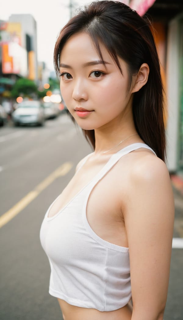 Tags: 21872187, SDXL
{"3": {"inputs": {"seed": 924783295902608, "steps": 32, "cfg": 7.16, "sampler_name": "dpmpp_2m", "scheduler": "karras", "denoise": 1.0, "model": ["27", 0], "positive": ["6", 0], "negative": ["7", 0], "latent_image": ["5", 0]}, "class_type": "KSampler"}, "4": {"inputs": {"ckpt_name": "juggernautxl.safetensors"}, "class_type": "CheckpointLoaderSimple"}, "5": {"inputs": {"width": 768, "height": 1344, "batch_size": 1}, "class_type": "EmptyLatentImage"}, "6": {"inputs": {"text": "20 year old girl, (taiwanese:0.97), (seductive facial expression:0.95), (slim:1.14), (detailed face:0.97), (double eyelids:1.09), (seductive pose:1.01), (eyelashes:1.07), (pale skin:1.01), (cute:0.95), (temptress:1.14), (blush:1.00), (idol:1.07), (beautiful eyes:0.98), (perky ass:1.10), (exposed ass:1.13), (looking back:1.01), (sexy ass:1.12), (thigh gap:1.12), (white tanktop:1.09), busy street, (portra:1.02), (natural looking skin:1.08), (candid cinema:1.04), (detailed skin:1.01), (RAW:1.03), (textured skin:1.04), (film:1.02), (soft lighting:1.06), (skin fuzz:1.06)", "clip": ["27", 1]}, "class_type": "CLIPTextEncode"}, "7": {"inputs": {"text": "(open mouth:1.14), (distorted:1.09), (low resolution:1.12), (worst quality:1.08), (bad hands:1.06), (twisted:1.07), (watermark:1.12)", "clip": ["27", 1]}, "class_type": "CLIPTextEncode"}, "8": {"inputs": {"samples": ["3", 0], "vae": ["4", 2]}, "class_type": "VAEDecode"}, "25": {"inputs": {"lora_name": "nudify_xl.safetensors", "strength_model": 0.25, "strength_clip": 0.35, "model": ["4", 0], "clip": ["4", 1]}, "class_type": "LoraLoader"}, "26": {"inputs": {"lora_name": "shirtlift_SDXL_v2.safetensors", "strength_model": 0.16, "strength_clip": 0.15, "model": ["25", 0], "clip": ["25", 1]}, "class_type": "LoraLoader"}, "27": {"inputs": {"lora_name": "PerfectEyesXL.safetensors", "strength_model": 0.15, "strength_clip": 0.04, "model": ["26", 0], "clip": ["26", 1]}, "class_type": "LoraLoader"}, "30": {"inputs": {"model_name": "4x_NMKD-Superscale-SP_178000_G.pth"}, "class_type": "UpscaleModelLoader"}, "31": {"inputs": {"upscale_model": ["30", 0], "image": ["8", 0]}, "class_type": "ImageUpscaleWithModel"}, "32": {"inputs": {"upscale_method": "lanczos", "scale_by": 0.5, "image": ["31", 0]}, "class_type": "ImageScaleBy"}, "33": {"inputs": {"pixels": ["32", 0], "vae": ["4", 2]}, "class_type": "VAEEncode"}, "34": {"inputs": {"seed": 924783295902608, "steps": 32, "cfg": 7.16, "sampler_name": "dpmpp_2m", "scheduler": "karras", "denoise": 0.3, "model": ["27", 0], "positive": ["6", 0], "negative": ["7", 0], "latent_image": ["33", 0]}, "class_type": "KSampler"}, "36": {"inputs": {"samples": ["34", 0], "vae": ["4", 2]}, "class_type": "VAEDecode"}, "39": {"inputs": {"filename_prefix": "comfyapi-1731839210396", "images": ["36", 0]}, "class_type": "SaveImage"}}