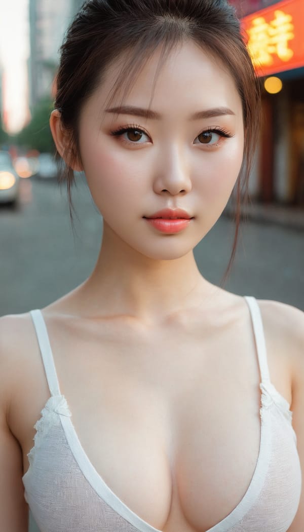 Tags: 21872187, SDXL
{"3": {"inputs": {"seed": 884783863714381, "steps": 32, "cfg": 5.69, "sampler_name": "dpmpp_2m", "scheduler": "karras", "denoise": 1.0, "model": ["27", 0], "positive": ["6", 0], "negative": ["7", 0], "latent_image": ["5", 0]}, "class_type": "KSampler"}, "4": {"inputs": {"ckpt_name": "juggernautxl.safetensors"}, "class_type": "CheckpointLoaderSimple"}, "5": {"inputs": {"width": 768, "height": 1344, "batch_size": 1}, "class_type": "EmptyLatentImage"}, "6": {"inputs": {"text": "23 year old girl, (chinese:1.08), (ukrainian:1.03), (blush:0.96), (sexy lips:1.04), (seductive facial expression:1.11), (seductive pose:1.05), (temptress:1.02), (idol:1.08), (eyelashes:0.95), (double eyelids:1.06), (pale skin:1.13), (cute:1.11), (slim:1.11), (beautiful eyes:0.96), (in a seductive pose:1.12), (large perky breasts:1.01), (cleavage:1.03), (thigh gap:0.96), (white tanktop:1.00), busy street, (skin fuzz:1.04), (detailed skin:1.04), (natural looking skin:1.03), (candid cinema:1.07), (soft lighting:1.00), (portra:1.06), (film:1.06), (textured skin:1.09), (RAW:1.05)", "clip": ["27", 1]}, "class_type": "CLIPTextEncode"}, "7": {"inputs": {"text": "(low resolution:1.14), (bad hands:1.10), (twisted:1.13), (open mouth:1.06), (distorted:1.14), (watermark:1.07), (worst quality:1.12)", "clip": ["27", 1]}, "class_type": "CLIPTextEncode"}, "8": {"inputs": {"samples": ["3", 0], "vae": ["4", 2]}, "class_type": "VAEDecode"}, "25": {"inputs": {"lora_name": "nudify_xl.safetensors", "strength_model": 0.13, "strength_clip": 0.37, "model": ["4", 0], "clip": ["4", 1]}, "class_type": "LoraLoader"}, "26": {"inputs": {"lora_name": "shirtlift_SDXL_v2.safetensors", "strength_model": 0.0, "strength_clip": 0.09, "model": ["25", 0], "clip": ["25", 1]}, "class_type": "LoraLoader"}, "27": {"inputs": {"lora_name": "PerfectEyesXL.safetensors", "strength_model": 0.01, "strength_clip": 0.1, "model": ["26", 0], "clip": ["26", 1]}, "class_type": "LoraLoader"}, "30": {"inputs": {"model_name": "4x_NMKD-Superscale-SP_178000_G.pth"}, "class_type": "UpscaleModelLoader"}, "31": {"inputs": {"upscale_model": ["30", 0], "image": ["8", 0]}, "class_type": "ImageUpscaleWithModel"}, "32": {"inputs": {"upscale_method": "lanczos", "scale_by": 0.5, "image": ["31", 0]}, "class_type": "ImageScaleBy"}, "33": {"inputs": {"pixels": ["32", 0], "vae": ["4", 2]}, "class_type": "VAEEncode"}, "34": {"inputs": {"seed": 884783863714381, "steps": 32, "cfg": 5.69, "sampler_name": "dpmpp_2m", "scheduler": "karras", "denoise": 0.3, "model": ["27", 0], "positive": ["6", 0], "negative": ["7", 0], "latent_image": ["33", 0]}, "class_type": "KSampler"}, "36": {"inputs": {"samples": ["34", 0], "vae": ["4", 2]}, "class_type": "VAEDecode"}, "39": {"inputs": {"filename_prefix": "comfyapi-1713896909440", "images": ["36", 0]}, "class_type": "SaveImage"}}