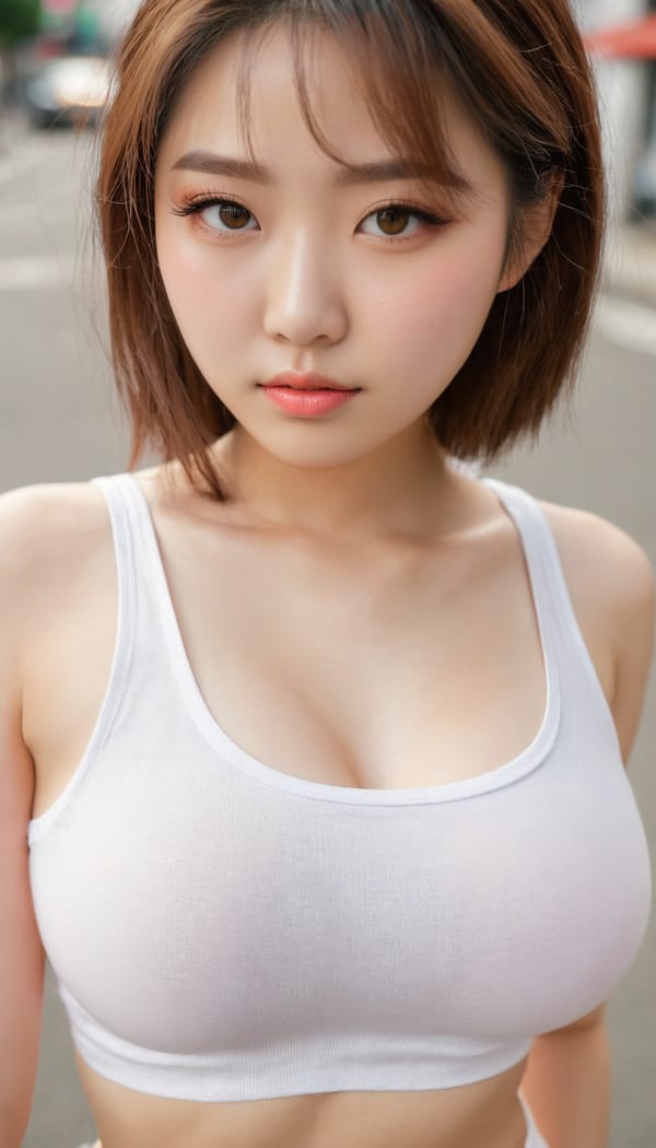 Tags: 21872187, SDXL
{"3": {"inputs": {"seed": 562704345217924, "steps": 64, "cfg": 5.45, "sampler_name": "dpmpp_2m", "scheduler": "karras", "denoise": 1.0, "model": ["27", 0], "positive": ["6", 0], "negative": ["7", 0], "latent_image": ["5", 0]}, "class_type": "KSampler"}, "4": {"inputs": {"ckpt_name": "juggernautxl.safetensors"}, "class_type": "CheckpointLoaderSimple"}, "5": {"inputs": {"width": 768, "height": 1344, "batch_size": 1}, "class_type": "EmptyLatentImage"}, "6": {"inputs": {"text": "20 year old girl, (korean:0.98), (sexy lips:0.97), (blush:1.04), (detailed face:1.04), (beautiful eyes:1.10), (double eyelids:1.00), (seductive pose:1.05), (eyelashes:1.11), (cute:1.03), (seductive facial expression:0.99), (pale skin:0.97), (temptress:1.08), (idol:0.98), (in a seductive pose:1.06), (large perky breasts:1.10), (cleavage:1.07), (thigh gap:0.98), (white tanktop:1.10), busy street, (textured skin:1.01), (RAW:1.01), (candid cinema:1.04), (skin fuzz:1.04), (detailed skin:1.03), (portra:1.00), (soft lighting:1.06), (natural looking skin:1.06), (film:1.02)", "clip": ["27", 1]}, "class_type": "CLIPTextEncode"}, "7": {"inputs": {"text": "(distorted:1.05), (twisted:1.13), (watermark:1.13), (low resolution:1.14), (worst quality:1.12), (bad hands:1.13), (open mouth:1.11)", "clip": ["27", 1]}, "class_type": "CLIPTextEncode"}, "8": {"inputs": {"samples": ["3", 0], "vae": ["4", 2]}, "class_type": "VAEDecode"}, "25": {"inputs": {"lora_name": "nudify_xl.safetensors", "strength_model": 0.21, "strength_clip": 0.28, "model": ["4", 0], "clip": ["4", 1]}, "class_type": "LoraLoader"}, "26": {"inputs": {"lora_name": "shirtlift_SDXL_v2.safetensors", "strength_model": 0.12, "strength_clip": 0.17, "model": ["25", 0], "clip": ["25", 1]}, "class_type": "LoraLoader"}, "27": {"inputs": {"lora_name": "PerfectEyesXL.safetensors", "strength_model": 0.17, "strength_clip": 0.16, "model": ["26", 0], "clip": ["26", 1]}, "class_type": "LoraLoader"}, "30": {"inputs": {"model_name": "4x_NMKD-Superscale-SP_178000_G.pth"}, "class_type": "UpscaleModelLoader"}, "31": {"inputs": {"upscale_model": ["30", 0], "image": ["8", 0]}, "class_type": "ImageUpscaleWithModel"}, "32": {"inputs": {"upscale_method": "lanczos", "scale_by": 0.5, "image": ["31", 0]}, "class_type": "ImageScaleBy"}, "33": {"inputs": {"pixels": ["32", 0], "vae": ["4", 2]}, "class_type": "VAEEncode"}, "34": {"inputs": {"seed": 562704345217924, "steps": 64, "cfg": 5.45, "sampler_name": "dpmpp_2m", "scheduler": "karras", "denoise": 0.3, "model": ["27", 0], "positive": ["6", 0], "negative": ["7", 0], "latent_image": ["33", 0]}, "class_type": "KSampler"}, "36": {"inputs": {"samples": ["34", 0], "vae": ["4", 2]}, "class_type": "VAEDecode"}, "39": {"inputs": {"filename_prefix": "comfyapi-1714685083683", "images": ["36", 0]}, "class_type": "SaveImage"}}