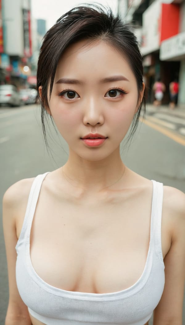 Tags: 21872187, SDXL
{"3": {"inputs": {"seed": 780981585652922, "steps": 64, "cfg": 6.5, "sampler_name": "dpmpp_2m", "scheduler": "karras", "denoise": 1.0, "model": ["27", 0], "positive": ["6", 0], "negative": ["7", 0], "latent_image": ["5", 0]}, "class_type": "KSampler"}, "4": {"inputs": {"ckpt_name": "juggernautxl.safetensors"}, "class_type": "CheckpointLoaderSimple"}, "5": {"inputs": {"width": 768, "height": 1344, "batch_size": 1}, "class_type": "EmptyLatentImage"}, "6": {"inputs": {"text": "27 year old girl, (korean:0.95), (slim:1.02), (temptress:1.08), (pale skin:1.00), (cute:1.07), (seductive facial expression:0.96), (seductive pose:0.95), (detailed face:1.13), (beautiful eyes:1.07), (double eyelids:1.01), (eyelashes:1.07), (sexy lips:1.04), (perky ass:0.95), (exposed ass:0.99), (looking back:1.05), (sexy ass:1.08), (thigh gap:1.13), (white tanktop:1.14), busy street, (textured skin:1.03), (detailed skin:1.01), (natural looking skin:1.08), (film:1.03), (RAW:1.00), (skin fuzz:1.02), (candid cinema:1.03), (portra:1.08), (soft lighting:1.08)", "clip": ["27", 1]}, "class_type": "CLIPTextEncode"}, "7": {"inputs": {"text": "(twisted:1.05), (worst quality:1.06), (watermark:1.08), (bad hands:1.11), (low resolution:1.11), (distorted:1.08)", "clip": ["27", 1]}, "class_type": "CLIPTextEncode"}, "8": {"inputs": {"samples": ["3", 0], "vae": ["4", 2]}, "class_type": "VAEDecode"}, "25": {"inputs": {"lora_name": "nudify_xl.safetensors", "strength_model": 0.3, "strength_clip": 0.38, "model": ["4", 0], "clip": ["4", 1]}, "class_type": "LoraLoader"}, "26": {"inputs": {"lora_name": "shirtlift_SDXL_v2.safetensors", "strength_model": 0.16, "strength_clip": 0.07, "model": ["25", 0], "clip": ["25", 1]}, "class_type": "LoraLoader"}, "27": {"inputs": {"lora_name": "PerfectEyesXL.safetensors", "strength_model": 0.08, "strength_clip": 0.0, "model": ["26", 0], "clip": ["26", 1]}, "class_type": "LoraLoader"}, "30": {"inputs": {"model_name": "4x_NMKD-Superscale-SP_178000_G.pth"}, "class_type": "UpscaleModelLoader"}, "31": {"inputs": {"upscale_model": ["30", 0], "image": ["8", 0]}, "class_type": "ImageUpscaleWithModel"}, "32": {"inputs": {"upscale_method": "lanczos", "scale_by": 0.5, "image": ["31", 0]}, "class_type": "ImageScaleBy"}, "33": {"inputs": {"pixels": ["32", 0], "vae": ["4", 2]}, "class_type": "VAEEncode"}, "34": {"inputs": {"seed": 780981585652922, "steps": 64, "cfg": 6.5, "sampler_name": "dpmpp_2m", "scheduler": "karras", "denoise": 0.3, "model": ["27", 0], "positive": ["6", 0], "negative": ["7", 0], "latent_image": ["33", 0]}, "class_type": "KSampler"}, "36": {"inputs": {"samples": ["34", 0], "vae": ["4", 2]}, "class_type": "VAEDecode"}, "39": {"inputs": {"filename_prefix": "comfyapi-1716480682301", "images": ["36", 0]}, "class_type": "SaveImage"}}