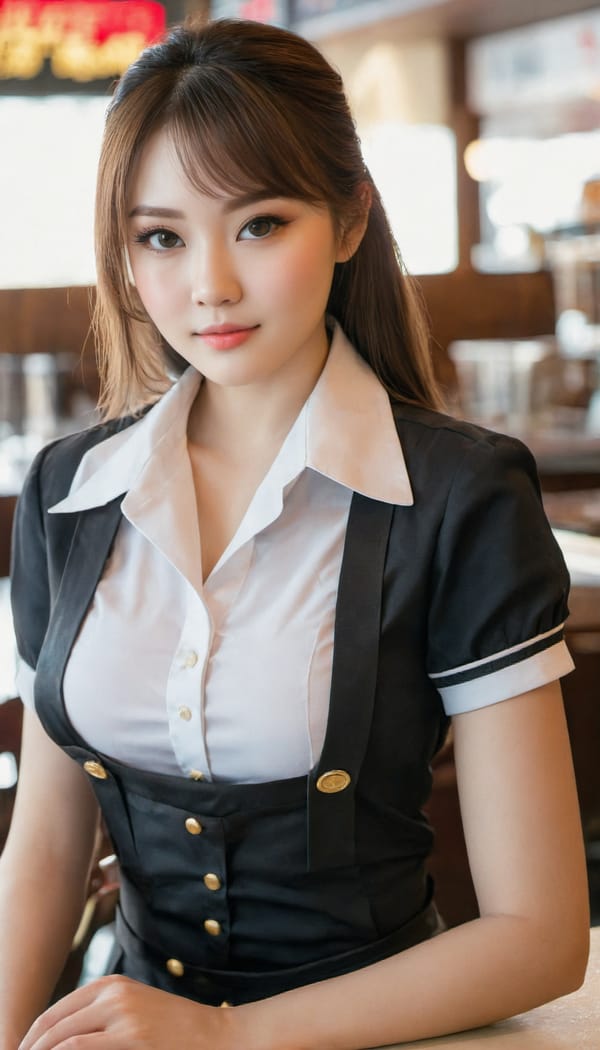 Tags: 21872187, SDXL
{"3": {"inputs": {"seed": 702802440923025, "steps": 32, "cfg": 5.53, "sampler_name": "dpmpp_2m", "scheduler": "karras", "denoise": 1.0, "model": ["27", 0], "positive": ["6", 0], "negative": ["7", 0], "latent_image": ["5", 0]}, "class_type": "KSampler"}, "4": {"inputs": {"ckpt_name": "juggernautXL_v7Rundiffusion.safetensors"}, "class_type": "CheckpointLoaderSimple"}, "5": {"inputs": {"width": 768, "height": 1344, "batch_size": 1}, "class_type": "EmptyLatentImage"}, "6": {"inputs": {"text": "25 year old girl, (idol:0.96), (sexy lips:1.03), (detailed face:1.09), (slim:1.05), (double eyelids:1.12), (seductive facial expression:1.05), (blush:0.95), (seductive pose:1.10), (cute:0.95), (pale skin:1.08), (temptress:1.07), (eyelashes:1.02), (beautiful eyes:1.03), (in a seductive pose:0.97), (large perky breasts:0.95), (cleavage:1.05), (thigh gap:0.95), (a waitress in uniform:1.13) working at a restaurant, (candid cinema:1.07), (textured skin:1.04), (skin fuzz:1.04), (soft lighting:1.04), (natural looking skin:1.00), (detailed skin:1.02), (RAW:1.01), (portra:1.08), (film:1.04)", "clip": ["27", 1]}, "class_type": "CLIPTextEncode"}, "7": {"inputs": {"text": "(distorted:1.10), (worst quality:1.14), (bad hands:1.14), (low resolution:1.09), (twisted:1.07), (watermark:1.07), (open mouth:1.11)", "clip": ["27", 1]}, "class_type": "CLIPTextEncode"}, "8": {"inputs": {"samples": ["3", 0], "vae": ["4", 2]}, "class_type": "VAEDecode"}, "25": {"inputs": {"lora_name": "nudify_xl.safetensors", "strength_model": 0.13, "strength_clip": 0.19, "model": ["4", 0], "clip": ["4", 1]}, "class_type": "LoraLoader"}, "26": {"inputs": {"lora_name": "shirtlift_SDXL_v2.safetensors", "strength_model": 0.0, "strength_clip": 0.11, "model": ["25", 0], "clip": ["25", 1]}, "class_type": "LoraLoader"}, "27": {"inputs": {"lora_name": "PerfectEyesXL.safetensors", "strength_model": 0.17, "strength_clip": 0.1, "model": ["26", 0], "clip": ["26", 1]}, "class_type": "LoraLoader"}, "30": {"inputs": {"model_name": "4x_NMKD-Superscale-SP_178000_G.pth"}, "class_type": "UpscaleModelLoader"}, "31": {"inputs": {"upscale_model": ["30", 0], "image": ["8", 0]}, "class_type": "ImageUpscaleWithModel"}, "32": {"inputs": {"upscale_method": "lanczos", "scale_by": 0.5, "image": ["31", 0]}, "class_type": "ImageScaleBy"}, "33": {"inputs": {"pixels": ["32", 0], "vae": ["4", 2]}, "class_type": "VAEEncode"}, "34": {"inputs": {"seed": 702802440923025, "steps": 32, "cfg": 5.53, "sampler_name": "dpmpp_2m", "scheduler": "karras", "denoise": 0.3, "model": ["27", 0], "positive": ["6", 0], "negative": ["7", 0], "latent_image": ["33", 0]}, "class_type": "KSampler"}, "36": {"inputs": {"samples": ["34", 0], "vae": ["4", 2]}, "class_type": "VAEDecode"}, "39": {"inputs": {"filename_prefix": "comfyapi-1705673854307", "images": ["36", 0]}, "class_type": "SaveImage"}}