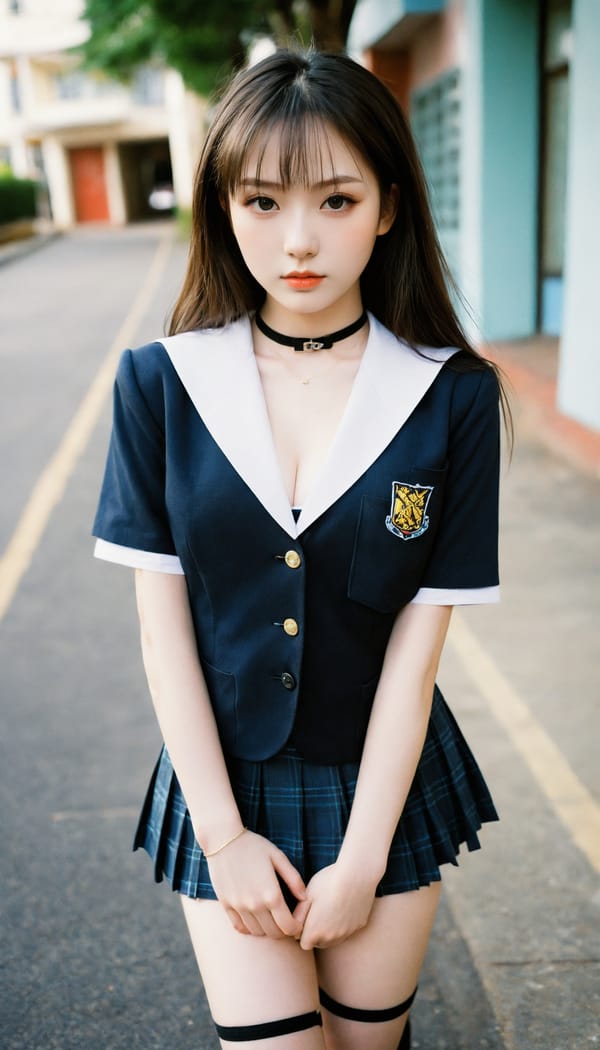 Tags: 21872187, SDXL
{"3": {"inputs": {"seed": 829180027739692, "steps": 64, "cfg": 7.33, "sampler_name": "dpmpp_2m", "scheduler": "karras", "denoise": 1.0, "model": ["27", 0], "positive": ["6", 0], "negative": ["7", 0], "latent_image": ["5", 0]}, "class_type": "KSampler"}, "4": {"inputs": {"ckpt_name": "helloworldxl.safetensors"}, "class_type": "CheckpointLoaderSimple"}, "5": {"inputs": {"width": 768, "height": 1344, "batch_size": 1}, "class_type": "EmptyLatentImage"}, "6": {"inputs": {"text": "18 year old girl, (temptress:0.96), (slim:1.02), (seductive facial expression:1.05), (double eyelids:1.07), (sexy lips:1.03), (blush:1.04), (detailed face:1.14), (idol:1.12), (pale skin:1.12), (eyelashes:1.01), (beautiful eyes:1.07), (cute:1.03), (in a seductive pose:1.07), (large perky breasts:1.03), (cleavage:1.12), (thigh gap:0.96), (school uniform:1.12), choker, busy street, (portra:1.02), (skin fuzz:1.03), (detailed skin:1.06), (natural looking skin:1.00), (soft lighting:1.01), (textured skin:1.03), (film:1.06), (candid cinema:1.09), (RAW:1.09)", "clip": ["27", 1]}, "class_type": "CLIPTextEncode"}, "7": {"inputs": {"text": "(low resolution:1.05), (worst quality:1.10), (open mouth:1.06), (bad hands:1.08), (distorted:1.10), (watermark:1.09), (twisted:1.06)", "clip": ["27", 1]}, "class_type": "CLIPTextEncode"}, "8": {"inputs": {"samples": ["3", 0], "vae": ["4", 2]}, "class_type": "VAEDecode"}, "25": {"inputs": {"lora_name": "nudify_xl.safetensors", "strength_model": 0.39, "strength_clip": 0.3, "model": ["4", 0], "clip": ["4", 1]}, "class_type": "LoraLoader"}, "26": {"inputs": {"lora_name": "shirtlift_SDXL_v2.safetensors", "strength_model": 0.0, "strength_clip": 0.19, "model": ["25", 0], "clip": ["25", 1]}, "class_type": "LoraLoader"}, "27": {"inputs": {"lora_name": "PerfectEyesXL.safetensors", "strength_model": 0.18, "strength_clip": 0.04, "model": ["26", 0], "clip": ["26", 1]}, "class_type": "LoraLoader"}, "30": {"inputs": {"model_name": "4x_NMKD-Superscale-SP_178000_G.pth"}, "class_type": "UpscaleModelLoader"}, "31": {"inputs": {"upscale_model": ["30", 0], "image": ["8", 0]}, "class_type": "ImageUpscaleWithModel"}, "32": {"inputs": {"upscale_method": "lanczos", "scale_by": 0.5, "image": ["31", 0]}, "class_type": "ImageScaleBy"}, "33": {"inputs": {"pixels": ["32", 0], "vae": ["4", 2]}, "class_type": "VAEEncode"}, "34": {"inputs": {"seed": 829180027739692, "steps": 64, "cfg": 7.33, "sampler_name": "dpmpp_2m", "scheduler": "karras", "denoise": 0.3, "model": ["27", 0], "positive": ["6", 0], "negative": ["7", 0], "latent_image": ["33", 0]}, "class_type": "KSampler"}, "36": {"inputs": {"samples": ["34", 0], "vae": ["4", 2]}, "class_type": "VAEDecode"}, "39": {"inputs": {"filename_prefix": "comfyapi-1735112395987", "images": ["36", 0]}, "class_type": "SaveImage"}}