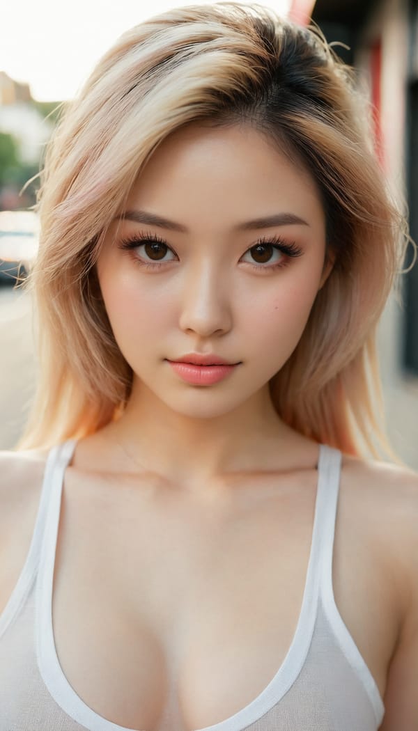 Tags: 21872187, SDXL
{"3": {"inputs": {"seed": 724404889356484, "steps": 32, "cfg": 5.92, "sampler_name": "dpmpp_2m", "scheduler": "karras", "denoise": 1.0, "model": ["27", 0], "positive": ["6", 0], "negative": ["7", 0], "latent_image": ["5", 0]}, "class_type": "KSampler"}, "4": {"inputs": {"ckpt_name": "juggernautxl.safetensors"}, "class_type": "CheckpointLoaderSimple"}, "5": {"inputs": {"width": 768, "height": 1344, "batch_size": 1}, "class_type": "EmptyLatentImage"}, "6": {"inputs": {"text": "26 year old girl, (blush:1.10), (eyelashes:1.03), (seductive pose:0.97), (temptress:1.10), (cute:1.12), (sexy lips:1.13), (idol:1.13), (slim:1.10), (double eyelids:1.08), (detailed face:1.06), (seductive facial expression:1.09), (pale skin:1.09), (perky ass:0.95), (exposed ass:1.02), (looking back:1.09), (sexy ass:0.99), (thigh gap:0.97), (white tanktop:1.03), busy street, (natural looking skin:1.04), (skin fuzz:1.01), (candid cinema:1.09), (soft lighting:1.01), (portra:1.07), (film:1.04), (RAW:1.07), (detailed skin:1.02), (textured skin:1.01)", "clip": ["27", 1]}, "class_type": "CLIPTextEncode"}, "7": {"inputs": {"text": "(worst quality:1.09), (open mouth:1.14), (bad hands:1.11), (distorted:1.05), (low resolution:1.14), (twisted:1.13), (watermark:1.13)", "clip": ["27", 1]}, "class_type": "CLIPTextEncode"}, "8": {"inputs": {"samples": ["3", 0], "vae": ["4", 2]}, "class_type": "VAEDecode"}, "25": {"inputs": {"lora_name": "nudify_xl.safetensors", "strength_model": 0.22, "strength_clip": 0.35, "model": ["4", 0], "clip": ["4", 1]}, "class_type": "LoraLoader"}, "26": {"inputs": {"lora_name": "shirtlift_SDXL_v2.safetensors", "strength_model": 0.07, "strength_clip": 0.14, "model": ["25", 0], "clip": ["25", 1]}, "class_type": "LoraLoader"}, "27": {"inputs": {"lora_name": "PerfectEyesXL.safetensors", "strength_model": 0.16, "strength_clip": 0.18, "model": ["26", 0], "clip": ["26", 1]}, "class_type": "LoraLoader"}, "30": {"inputs": {"model_name": "4x_NMKD-Superscale-SP_178000_G.pth"}, "class_type": "UpscaleModelLoader"}, "31": {"inputs": {"upscale_model": ["30", 0], "image": ["8", 0]}, "class_type": "ImageUpscaleWithModel"}, "32": {"inputs": {"upscale_method": "lanczos", "scale_by": 0.5, "image": ["31", 0]}, "class_type": "ImageScaleBy"}, "33": {"inputs": {"pixels": ["32", 0], "vae": ["4", 2]}, "class_type": "VAEEncode"}, "34": {"inputs": {"seed": 724404889356484, "steps": 32, "cfg": 5.92, "sampler_name": "dpmpp_2m", "scheduler": "karras", "denoise": 0.3, "model": ["27", 0], "positive": ["6", 0], "negative": ["7", 0], "latent_image": ["33", 0]}, "class_type": "KSampler"}, "36": {"inputs": {"samples": ["34", 0], "vae": ["4", 2]}, "class_type": "VAEDecode"}, "39": {"inputs": {"filename_prefix": "comfyapi-1734981625063", "images": ["36", 0]}, "class_type": "SaveImage"}}