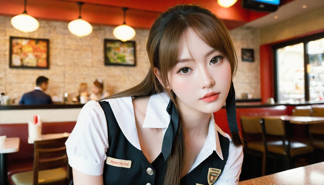 Tags: 21872187, SDXL
{"3": {"inputs": {"seed": 630110094362479, "steps": 32, "cfg": 7.6, "sampler_name": "dpmpp_2m", "scheduler": "karras", "denoise": 1.0, "model": ["27", 0], "positive": ["6", 0], "negative": ["7", 0], "latent_image": ["5", 0]}, "class_type": "KSampler"}, "4": {"inputs": {"ckpt_name": "leosamsHelloworldSDXL_helloworldSDXL32DPO.safetensors"}, "class_type": "CheckpointLoaderSimple"}, "5": {"inputs": {"width": 1344, "height": 768, "batch_size": 1}, "class_type": "EmptyLatentImage"}, "6": {"inputs": {"text": "20 year old girl, (detailed face:0.96), (idol:1.04), (seductive facial expression:0.97), (pale skin:1.13), (double eyelids:1.00), (eyelashes:1.09), (slim:1.10), (seductive pose:1.07), (beautiful eyes:0.96), (sexy lips:1.10), (blush:1.07), (cute:0.95), (in a seductive pose:1.11), (large perky breasts:1.10), (cleavage:0.99), (thigh gap:1.00), (a waitress in uniform:1.11) working at a restaurant, (natural looking skin:1.06), (film:1.00), (textured skin:1.00), (candid cinema:1.06), (RAW:1.01), (soft lighting:1.05), (portra:1.03), (detailed skin:1.01), (skin fuzz:1.06)", "clip": ["27", 1]}, "class_type": "CLIPTextEncode"}, "7": {"inputs": {"text": "(bad hands:1.05), (worst quality:1.10), (low resolution:1.08), (distorted:1.07), (twisted:1.07), (watermark:1.12), (open mouth:1.06)", "clip": ["27", 1]}, "class_type": "CLIPTextEncode"}, "8": {"inputs": {"samples": ["3", 0], "vae": ["4", 2]}, "class_type": "VAEDecode"}, "25": {"inputs": {"lora_name": "nudify_xl.safetensors", "strength_model": 0.18, "strength_clip": 0.28, "model": ["4", 0], "clip": ["4", 1]}, "class_type": "LoraLoader"}, "26": {"inputs": {"lora_name": "shirtlift_SDXL_v2.safetensors", "strength_model": 0.04, "strength_clip": 0.11, "model": ["25", 0], "clip": ["25", 1]}, "class_type": "LoraLoader"}, "27": {"inputs": {"lora_name": "PerfectEyesXL.safetensors", "strength_model": 0.14, "strength_clip": 0.0, "model": ["26", 0], "clip": ["26", 1]}, "class_type": "LoraLoader"}, "30": {"inputs": {"model_name": "4x_NMKD-Superscale-SP_178000_G.pth"}, "class_type": "UpscaleModelLoader"}, "31": {"inputs": {"upscale_model": ["30", 0], "image": ["8", 0]}, "class_type": "ImageUpscaleWithModel"}, "32": {"inputs": {"upscale_method": "lanczos", "scale_by": 0.5, "image": ["31", 0]}, "class_type": "ImageScaleBy"}, "33": {"inputs": {"pixels": ["32", 0], "vae": ["4", 2]}, "class_type": "VAEEncode"}, "34": {"inputs": {"seed": 630110094362479, "steps": 32, "cfg": 7.6, "sampler_name": "dpmpp_2m", "scheduler": "karras", "denoise": 0.3, "model": ["27", 0], "positive": ["6", 0], "negative": ["7", 0], "latent_image": ["33", 0]}, "class_type": "KSampler"}, "36": {"inputs": {"samples": ["34", 0], "vae": ["4", 2]}, "class_type": "VAEDecode"}, "39": {"inputs": {"filename_prefix": "comfyapi-1708166384572", "images": ["36", 0]}, "class_type": "SaveImage"}}