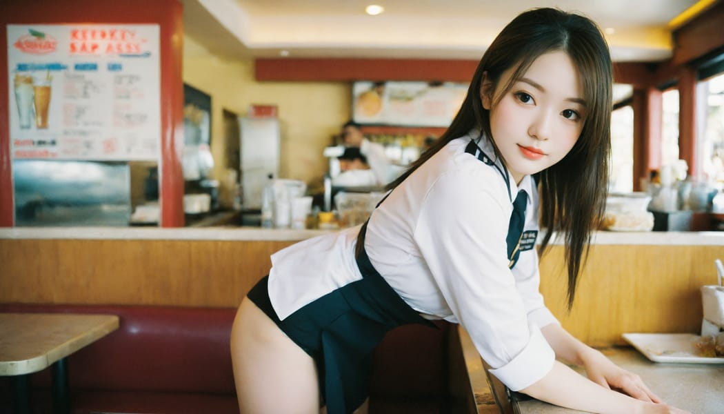 Tags: 21872187, SDXL
{"3": {"inputs": {"seed": 213537711323629, "steps": 32, "cfg": 5.31, "sampler_name": "dpmpp_2m", "scheduler": "karras", "denoise": 1.0, "model": ["27", 0], "positive": ["6", 0], "negative": ["7", 0], "latent_image": ["5", 0]}, "class_type": "KSampler"}, "4": {"inputs": {"ckpt_name": "helloworldxl.safetensors"}, "class_type": "CheckpointLoaderSimple"}, "5": {"inputs": {"width": 1344, "height": 768, "batch_size": 1}, "class_type": "EmptyLatentImage"}, "6": {"inputs": {"text": "23 year old girl, (beautiful eyes:0.96), (eyelashes:0.97), (pale skin:1.12), (double eyelids:1.12), (sexy lips:1.07), (cute:1.13), (blush:0.95), (idol:0.97), (seductive facial expression:1.13), (temptress:0.99), (seductive pose:1.06), (detailed face:1.13), (slim:1.05), (perky ass:1.12), (exposed ass:1.10), (looking back:1.02), (sexy ass:1.07), (thigh gap:0.95), (a waitress in uniform:1.14) working at a restaurant, (film:1.07), (portra:1.08), (candid cinema:1.07), (natural looking skin:1.07), (detailed skin:1.05), (RAW:1.02), (textured skin:1.08), (skin fuzz:1.04), (soft lighting:1.02)", "clip": ["27", 1]}, "class_type": "CLIPTextEncode"}, "7": {"inputs": {"text": "(twisted:1.06), (bad hands:1.12), (watermark:1.06), (open mouth:1.05), (low resolution:1.10), (worst quality:1.10), (distorted:1.06)", "clip": ["27", 1]}, "class_type": "CLIPTextEncode"}, "8": {"inputs": {"samples": ["3", 0], "vae": ["4", 2]}, "class_type": "VAEDecode"}, "25": {"inputs": {"lora_name": "nudify_xl.safetensors", "strength_model": 0.33, "strength_clip": 0.37, "model": ["4", 0], "clip": ["4", 1]}, "class_type": "LoraLoader"}, "26": {"inputs": {"lora_name": "shirtlift_SDXL_v2.safetensors", "strength_model": 0.15, "strength_clip": 0.03, "model": ["25", 0], "clip": ["25", 1]}, "class_type": "LoraLoader"}, "27": {"inputs": {"lora_name": "PerfectEyesXL.safetensors", "strength_model": 0.06, "strength_clip": 0.1, "model": ["26", 0], "clip": ["26", 1]}, "class_type": "LoraLoader"}, "30": {"inputs": {"model_name": "4x_NMKD-Superscale-SP_178000_G.pth"}, "class_type": "UpscaleModelLoader"}, "31": {"inputs": {"upscale_model": ["30", 0], "image": ["8", 0]}, "class_type": "ImageUpscaleWithModel"}, "32": {"inputs": {"upscale_method": "lanczos", "scale_by": 0.5, "image": ["31", 0]}, "class_type": "ImageScaleBy"}, "33": {"inputs": {"pixels": ["32", 0], "vae": ["4", 2]}, "class_type": "VAEEncode"}, "34": {"inputs": {"seed": 213537711323629, "steps": 32, "cfg": 5.31, "sampler_name": "dpmpp_2m", "scheduler": "karras", "denoise": 0.3, "model": ["27", 0], "positive": ["6", 0], "negative": ["7", 0], "latent_image": ["33", 0]}, "class_type": "KSampler"}, "36": {"inputs": {"samples": ["34", 0], "vae": ["4", 2]}, "class_type": "VAEDecode"}, "39": {"inputs": {"filename_prefix": "comfyapi-1727851875491", "images": ["36", 0]}, "class_type": "SaveImage"}}