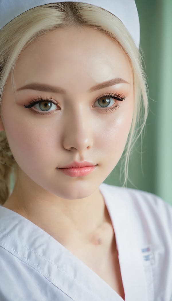 Tags: 21872187, SDXL
{"3": {"inputs": {"seed": 634122823903430, "steps": 64, "cfg": 6.55, "sampler_name": "dpmpp_2m", "scheduler": "karras", "denoise": 1.0, "model": ["27", 0], "positive": ["6", 0], "negative": ["7", 0], "latent_image": ["5", 0]}, "class_type": "KSampler"}, "4": {"inputs": {"ckpt_name": "juggernautxl.safetensors"}, "class_type": "CheckpointLoaderSimple"}, "5": {"inputs": {"width": 768, "height": 1344, "batch_size": 1}, "class_type": "EmptyLatentImage"}, "6": {"inputs": {"text": "18 year old girl, (sexy lips:0.95), (temptress:1.01), (detailed face:0.95), (blush:1.06), (pale skin:1.08), (eyelashes:1.05), (cute:1.00), (double eyelids:0.98), (seductive facial expression:1.07), (beautiful eyes:0.99), (seductive pose:1.09), (slim:1.01), (idol:1.11), (in a seductive pose:1.00), (large perky breasts:1.03), (cleavage:1.03), (thigh gap:1.03), (nurse in uniform:1.14) working in a hospital ward, (skin fuzz:1.09), (soft lighting:1.07), (portra:1.09), (film:1.06), (natural looking skin:1.09), (detailed skin:1.04), (textured skin:1.05), (RAW:1.02), (candid cinema:1.05)", "clip": ["27", 1]}, "class_type": "CLIPTextEncode"}, "7": {"inputs": {"text": "(open mouth:1.13), (low resolution:1.07), (bad hands:1.05), (watermark:1.13), (distorted:1.09), (worst quality:1.09), (twisted:1.07)", "clip": ["27", 1]}, "class_type": "CLIPTextEncode"}, "8": {"inputs": {"samples": ["3", 0], "vae": ["4", 2]}, "class_type": "VAEDecode"}, "25": {"inputs": {"lora_name": "nudify_xl.safetensors", "strength_model": 0.1, "strength_clip": 0.27, "model": ["4", 0], "clip": ["4", 1]}, "class_type": "LoraLoader"}, "26": {"inputs": {"lora_name": "shirtlift_SDXL_v2.safetensors", "strength_model": 0.17, "strength_clip": 0.0, "model": ["25", 0], "clip": ["25", 1]}, "class_type": "LoraLoader"}, "27": {"inputs": {"lora_name": "PerfectEyesXL.safetensors", "strength_model": 0.02, "strength_clip": 0.0, "model": ["26", 0], "clip": ["26", 1]}, "class_type": "LoraLoader"}, "30": {"inputs": {"model_name": "4x_NMKD-Superscale-SP_178000_G.pth"}, "class_type": "UpscaleModelLoader"}, "31": {"inputs": {"upscale_model": ["30", 0], "image": ["8", 0]}, "class_type": "ImageUpscaleWithModel"}, "32": {"inputs": {"upscale_method": "lanczos", "scale_by": 0.5, "image": ["31", 0]}, "class_type": "ImageScaleBy"}, "33": {"inputs": {"pixels": ["32", 0], "vae": ["4", 2]}, "class_type": "VAEEncode"}, "34": {"inputs": {"seed": 634122823903430, "steps": 64, "cfg": 6.55, "sampler_name": "dpmpp_2m", "scheduler": "karras", "denoise": 0.3, "model": ["27", 0], "positive": ["6", 0], "negative": ["7", 0], "latent_image": ["33", 0]}, "class_type": "KSampler"}, "36": {"inputs": {"samples": ["34", 0], "vae": ["4", 2]}, "class_type": "VAEDecode"}, "39": {"inputs": {"filename_prefix": "comfyapi-1734286636328", "images": ["36", 0]}, "class_type": "SaveImage"}}