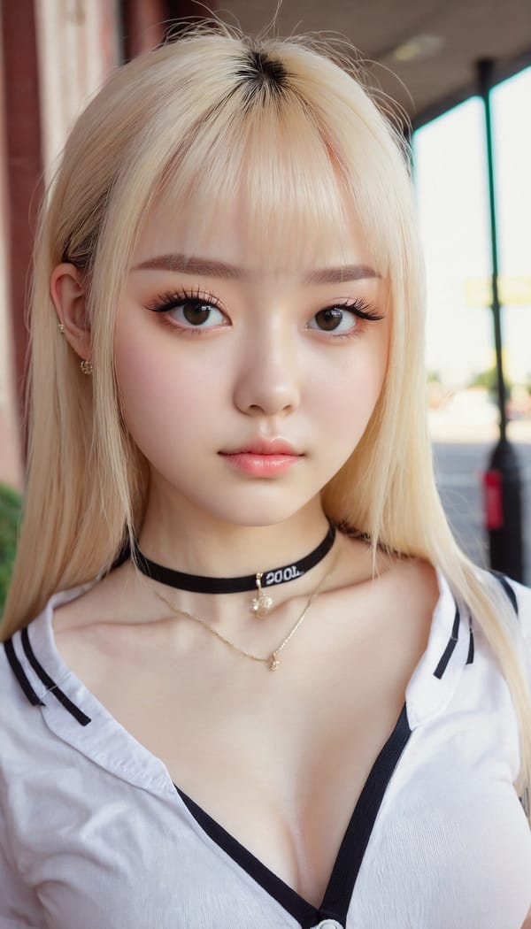 Tags: 21872187, SDXL
{"3": {"inputs": {"seed": 743164665877203, "steps": 32, "cfg": 6.83, "sampler_name": "dpmpp_2m", "scheduler": "karras", "denoise": 1.0, "model": ["27", 0], "positive": ["6", 0], "negative": ["7", 0], "latent_image": ["5", 0]}, "class_type": "KSampler"}, "4": {"inputs": {"ckpt_name": "juggernautxl.safetensors"}, "class_type": "CheckpointLoaderSimple"}, "5": {"inputs": {"width": 768, "height": 1344, "batch_size": 1}, "class_type": "EmptyLatentImage"}, "6": {"inputs": {"text": "20 year old girl, (cute:1.10), (beautiful eyes:1.08), (double eyelids:1.01), (detailed face:0.96), (pale skin:1.11), (seductive pose:1.13), (idol:1.14), (blush:1.12), (sexy lips:1.04), (eyelashes:1.13), (slim:0.96), (temptress:0.97), (in a seductive pose:1.00), (large perky breasts:1.11), (cleavage:1.11), (thigh gap:1.08), (school uniform:0.98), choker, busy street, (portra:1.03), (textured skin:1.05), (soft lighting:1.08), (film:1.04), (candid cinema:1.06), (skin fuzz:1.06), (natural looking skin:1.03), (RAW:1.07), (detailed skin:1.00)", "clip": ["27", 1]}, "class_type": "CLIPTextEncode"}, "7": {"inputs": {"text": "(low resolution:1.05), (worst quality:1.12), (distorted:1.05), (watermark:1.11), (bad hands:1.06), (open mouth:1.08), (twisted:1.10)", "clip": ["27", 1]}, "class_type": "CLIPTextEncode"}, "8": {"inputs": {"samples": ["3", 0], "vae": ["4", 2]}, "class_type": "VAEDecode"}, "25": {"inputs": {"lora_name": "nudify_xl.safetensors", "strength_model": 0.07, "strength_clip": 0.22, "model": ["4", 0], "clip": ["4", 1]}, "class_type": "LoraLoader"}, "26": {"inputs": {"lora_name": "shirtlift_SDXL_v2.safetensors", "strength_model": 0.09, "strength_clip": 0.15, "model": ["25", 0], "clip": ["25", 1]}, "class_type": "LoraLoader"}, "27": {"inputs": {"lora_name": "PerfectEyesXL.safetensors", "strength_model": 0.17, "strength_clip": 0.01, "model": ["26", 0], "clip": ["26", 1]}, "class_type": "LoraLoader"}, "30": {"inputs": {"model_name": "4x_NMKD-Superscale-SP_178000_G.pth"}, "class_type": "UpscaleModelLoader"}, "31": {"inputs": {"upscale_model": ["30", 0], "image": ["8", 0]}, "class_type": "ImageUpscaleWithModel"}, "32": {"inputs": {"upscale_method": "lanczos", "scale_by": 0.5, "image": ["31", 0]}, "class_type": "ImageScaleBy"}, "33": {"inputs": {"pixels": ["32", 0], "vae": ["4", 2]}, "class_type": "VAEEncode"}, "34": {"inputs": {"seed": 743164665877203, "steps": 32, "cfg": 6.83, "sampler_name": "dpmpp_2m", "scheduler": "karras", "denoise": 0.3, "model": ["27", 0], "positive": ["6", 0], "negative": ["7", 0], "latent_image": ["33", 0]}, "class_type": "KSampler"}, "36": {"inputs": {"samples": ["34", 0], "vae": ["4", 2]}, "class_type": "VAEDecode"}, "39": {"inputs": {"filename_prefix": "comfyapi-1726323213177", "images": ["36", 0]}, "class_type": "SaveImage"}}