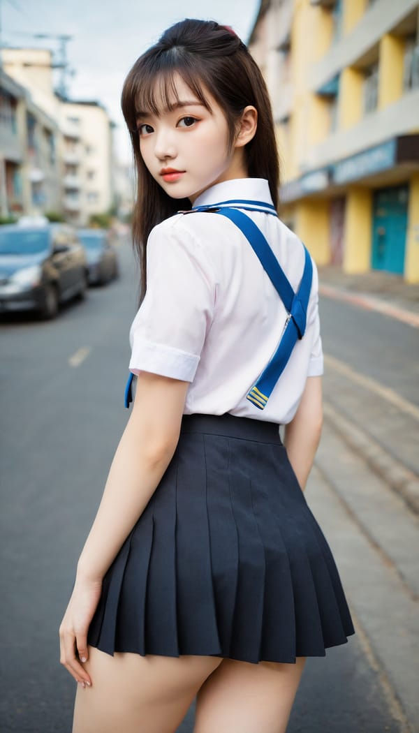 Tags: 21872187, SDXL
{"3": {"inputs": {"seed": 257756375442043, "steps": 64, "cfg": 5.95, "sampler_name": "dpmpp_2m", "scheduler": "karras", "denoise": 1.0, "model": ["27", 0], "positive": ["6", 0], "negative": ["7", 0], "latent_image": ["5", 0]}, "class_type": "KSampler"}, "4": {"inputs": {"ckpt_name": "helloworldxl.safetensors"}, "class_type": "CheckpointLoaderSimple"}, "5": {"inputs": {"width": 768, "height": 1344, "batch_size": 1}, "class_type": "EmptyLatentImage"}, "6": {"inputs": {"text": "18 year old girl, (ukrainian:1.13), (korean:1.05), (seductive facial expression:1.12), (sexy lips:0.96), (blush:0.96), (detailed face:1.11), (pale skin:1.05), (slim:1.08), (cute:1.04), (eyelashes:1.13), (double eyelids:1.13), (beautiful eyes:1.07), (temptress:0.98), (seductive pose:0.98), (perky ass:1.14), (exposed ass:0.95), (looking back:1.01), (sexy ass:1.08), (thigh gap:1.01), (school uniform:1.08), choker, busy street, (detailed skin:1.00), (skin fuzz:1.09), (soft lighting:1.06), (candid cinema:1.09), (natural looking skin:1.00), (RAW:1.07), (portra:1.08), (textured skin:1.06), (film:1.06)", "clip": ["27", 1]}, "class_type": "CLIPTextEncode"}, "7": {"inputs": {"text": "(bad hands:1.08), (distorted:1.08), (worst quality:1.05), (watermark:1.10), (twisted:1.08), (open mouth:1.11), (low resolution:1.11)", "clip": ["27", 1]}, "class_type": "CLIPTextEncode"}, "8": {"inputs": {"samples": ["3", 0], "vae": ["4", 2]}, "class_type": "VAEDecode"}, "25": {"inputs": {"lora_name": "nudify_xl.safetensors", "strength_model": 0.15, "strength_clip": 0.3, "model": ["4", 0], "clip": ["4", 1]}, "class_type": "LoraLoader"}, "26": {"inputs": {"lora_name": "shirtlift_SDXL_v2.safetensors", "strength_model": 0.08, "strength_clip": 0.17, "model": ["25", 0], "clip": ["25", 1]}, "class_type": "LoraLoader"}, "27": {"inputs": {"lora_name": "PerfectEyesXL.safetensors", "strength_model": 0.0, "strength_clip": 0.03, "model": ["26", 0], "clip": ["26", 1]}, "class_type": "LoraLoader"}, "30": {"inputs": {"model_name": "4x_NMKD-Superscale-SP_178000_G.pth"}, "class_type": "UpscaleModelLoader"}, "31": {"inputs": {"upscale_model": ["30", 0], "image": ["8", 0]}, "class_type": "ImageUpscaleWithModel"}, "32": {"inputs": {"upscale_method": "lanczos", "scale_by": 0.5, "image": ["31", 0]}, "class_type": "ImageScaleBy"}, "33": {"inputs": {"pixels": ["32", 0], "vae": ["4", 2]}, "class_type": "VAEEncode"}, "34": {"inputs": {"seed": 257756375442043, "steps": 64, "cfg": 5.95, "sampler_name": "dpmpp_2m", "scheduler": "karras", "denoise": 0.3, "model": ["27", 0], "positive": ["6", 0], "negative": ["7", 0], "latent_image": ["33", 0]}, "class_type": "KSampler"}, "36": {"inputs": {"samples": ["34", 0], "vae": ["4", 2]}, "class_type": "VAEDecode"}, "39": {"inputs": {"filename_prefix": "comfyapi-1716079633750", "images": ["36", 0]}, "class_type": "SaveImage"}}