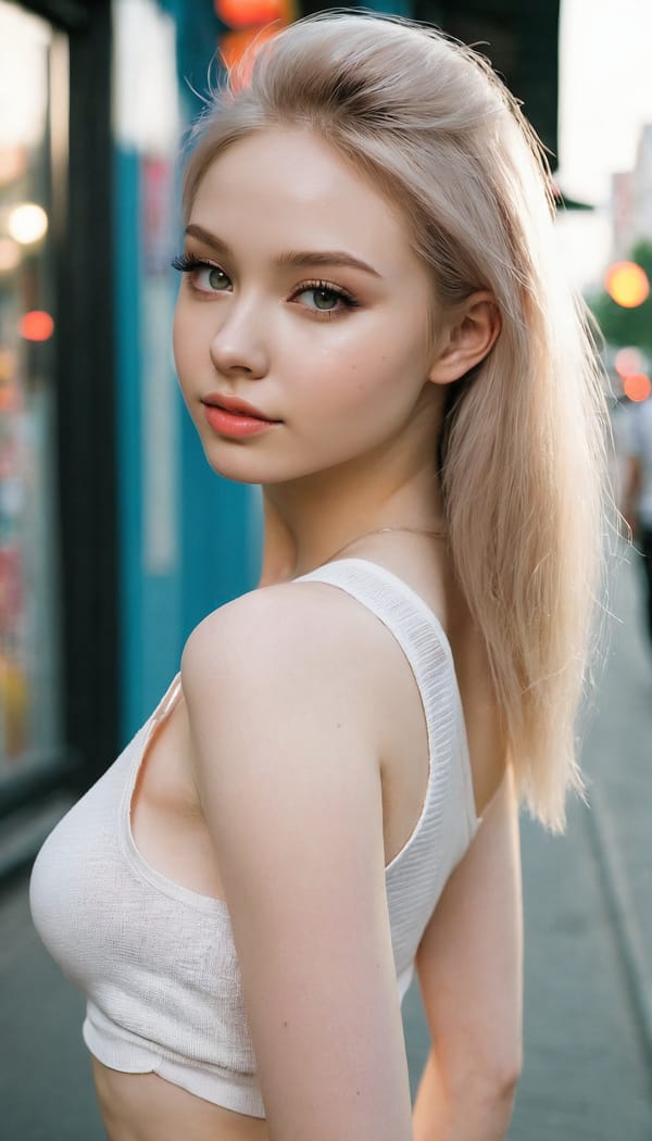 Tags: 21872187, SDXL
{"3": {"inputs": {"seed": 907869536683003, "steps": 32, "cfg": 7.03, "sampler_name": "dpmpp_2m", "scheduler": "karras", "denoise": 1.0, "model": ["27", 0], "positive": ["6", 0], "negative": ["7", 0], "latent_image": ["5", 0]}, "class_type": "KSampler"}, "4": {"inputs": {"ckpt_name": "juggernautxl.safetensors"}, "class_type": "CheckpointLoaderSimple"}, "5": {"inputs": {"width": 768, "height": 1344, "batch_size": 1}, "class_type": "EmptyLatentImage"}, "6": {"inputs": {"text": "21 year old girl, (russian:0.97), (seductive pose:1.11), (sexy lips:0.97), (idol:1.11), (eyelashes:1.09), (seductive facial expression:0.95), (beautiful eyes:1.01), (double eyelids:1.03), (pale skin:1.10), (slim:1.03), (temptress:1.03), (cute:0.99), (blush:0.98), (detailed face:1.13), (perky ass:0.99), (exposed ass:1.11), (looking back:1.02), (sexy ass:0.96), (thigh gap:0.95), (white tanktop:0.99), busy street, (RAW:1.06), (detailed skin:1.04), (textured skin:1.01), (candid cinema:1.09), (skin fuzz:1.03), (portra:1.09), (film:1.06), (natural looking skin:1.08), (soft lighting:1.03)", "clip": ["27", 1]}, "class_type": "CLIPTextEncode"}, "7": {"inputs": {"text": "(bad hands:1.11), (twisted:1.08), (open mouth:1.05), (distorted:1.08), (low resolution:1.11), (worst quality:1.10), (watermark:1.09)", "clip": ["27", 1]}, "class_type": "CLIPTextEncode"}, "8": {"inputs": {"samples": ["3", 0], "vae": ["4", 2]}, "class_type": "VAEDecode"}, "25": {"inputs": {"lora_name": "nudify_xl.safetensors", "strength_model": 0.01, "strength_clip": 0.34, "model": ["4", 0], "clip": ["4", 1]}, "class_type": "LoraLoader"}, "26": {"inputs": {"lora_name": "shirtlift_SDXL_v2.safetensors", "strength_model": 0.12, "strength_clip": 0.18, "model": ["25", 0], "clip": ["25", 1]}, "class_type": "LoraLoader"}, "27": {"inputs": {"lora_name": "PerfectEyesXL.safetensors", "strength_model": 0.05, "strength_clip": 0.05, "model": ["26", 0], "clip": ["26", 1]}, "class_type": "LoraLoader"}, "30": {"inputs": {"model_name": "4x_NMKD-Superscale-SP_178000_G.pth"}, "class_type": "UpscaleModelLoader"}, "31": {"inputs": {"upscale_model": ["30", 0], "image": ["8", 0]}, "class_type": "ImageUpscaleWithModel"}, "32": {"inputs": {"upscale_method": "lanczos", "scale_by": 0.5, "image": ["31", 0]}, "class_type": "ImageScaleBy"}, "33": {"inputs": {"pixels": ["32", 0], "vae": ["4", 2]}, "class_type": "VAEEncode"}, "34": {"inputs": {"seed": 907869536683003, "steps": 32, "cfg": 7.03, "sampler_name": "dpmpp_2m", "scheduler": "karras", "denoise": 0.3, "model": ["27", 0], "positive": ["6", 0], "negative": ["7", 0], "latent_image": ["33", 0]}, "class_type": "KSampler"}, "36": {"inputs": {"samples": ["34", 0], "vae": ["4", 2]}, "class_type": "VAEDecode"}, "39": {"inputs": {"filename_prefix": "comfyapi-1726701813444", "images": ["36", 0]}, "class_type": "SaveImage"}}