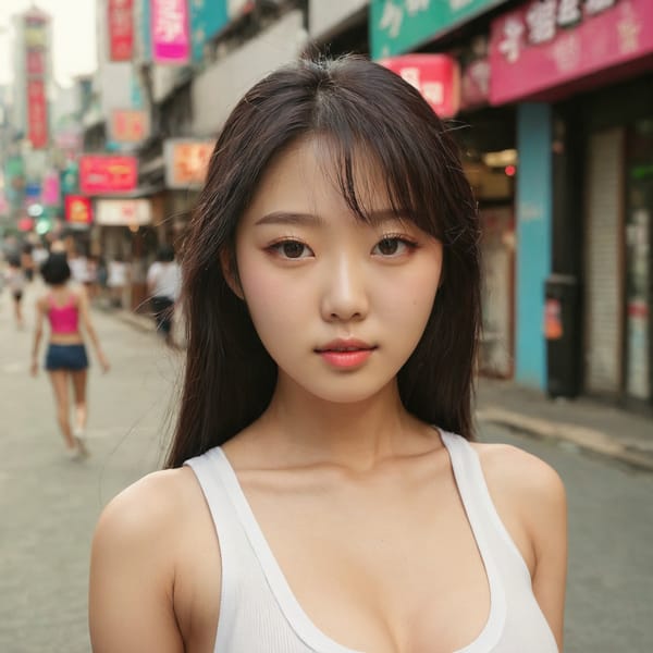 Tags: 21872187, SDXL
{"3": {"inputs": {"seed": 920890200439557, "steps": 32, "cfg": 5.22, "sampler_name": "dpmpp_2m", "scheduler": "karras", "denoise": 1.0, "model": ["27", 0], "positive": ["6", 0], "negative": ["7", 0], "latent_image": ["5", 0]}, "class_type": "KSampler"}, "4": {"inputs": {"ckpt_name": "juggernautxl.safetensors"}, "class_type": "CheckpointLoaderSimple"}, "5": {"inputs": {"width": 1024, "height": 1024, "batch_size": 1}, "class_type": "EmptyLatentImage"}, "6": {"inputs": {"text": "18 year old girl, (korean:1.12), (double eyelids:1.14), (seductive pose:1.03), (temptress:1.08), (blush:0.99), (slim:1.13), (eyelashes:0.99), (idol:1.00), (seductive facial expression:1.08), (beautiful eyes:0.97), (detailed face:0.95), (sexy lips:1.14), (in a seductive pose:0.97), (large perky breasts:0.96), (cleavage:1.05), (thigh gap:1.03), (white tanktop:1.08), busy street, (textured skin:1.02), (portra:1.09), (film:1.06), (detailed skin:1.00), (candid cinema:1.05), (skin fuzz:1.09), (natural looking skin:1.00), (soft lighting:1.00), (RAW:1.07)", "clip": ["27", 1]}, "class_type": "CLIPTextEncode"}, "7": {"inputs": {"text": "(bad hands:1.14), (worst quality:1.11), (low resolution:1.10), (distorted:1.06), (open mouth:1.05), (watermark:1.06), (twisted:1.09)", "clip": ["27", 1]}, "class_type": "CLIPTextEncode"}, "8": {"inputs": {"samples": ["3", 0], "vae": ["4", 2]}, "class_type": "VAEDecode"}, "25": {"inputs": {"lora_name": "nudify_xl.safetensors", "strength_model": 0.0, "strength_clip": 0.23, "model": ["4", 0], "clip": ["4", 1]}, "class_type": "LoraLoader"}, "26": {"inputs": {"lora_name": "shirtlift_SDXL_v2.safetensors", "strength_model": 0.17, "strength_clip": 0.18, "model": ["25", 0], "clip": ["25", 1]}, "class_type": "LoraLoader"}, "27": {"inputs": {"lora_name": "PerfectEyesXL.safetensors", "strength_model": 0.01, "strength_clip": 0.12, "model": ["26", 0], "clip": ["26", 1]}, "class_type": "LoraLoader"}, "30": {"inputs": {"model_name": "4x_NMKD-Superscale-SP_178000_G.pth"}, "class_type": "UpscaleModelLoader"}, "31": {"inputs": {"upscale_model": ["30", 0], "image": ["8", 0]}, "class_type": "ImageUpscaleWithModel"}, "32": {"inputs": {"upscale_method": "lanczos", "scale_by": 0.5, "image": ["31", 0]}, "class_type": "ImageScaleBy"}, "33": {"inputs": {"pixels": ["32", 0], "vae": ["4", 2]}, "class_type": "VAEEncode"}, "34": {"inputs": {"seed": 920890200439557, "steps": 32, "cfg": 5.22, "sampler_name": "dpmpp_2m", "scheduler": "karras", "denoise": 0.3, "model": ["27", 0], "positive": ["6", 0], "negative": ["7", 0], "latent_image": ["33", 0]}, "class_type": "KSampler"}, "36": {"inputs": {"samples": ["34", 0], "vae": ["4", 2]}, "class_type": "VAEDecode"}, "39": {"inputs": {"filename_prefix": "comfyapi-1716794170522", "images": ["36", 0]}, "class_type": "SaveImage"}}